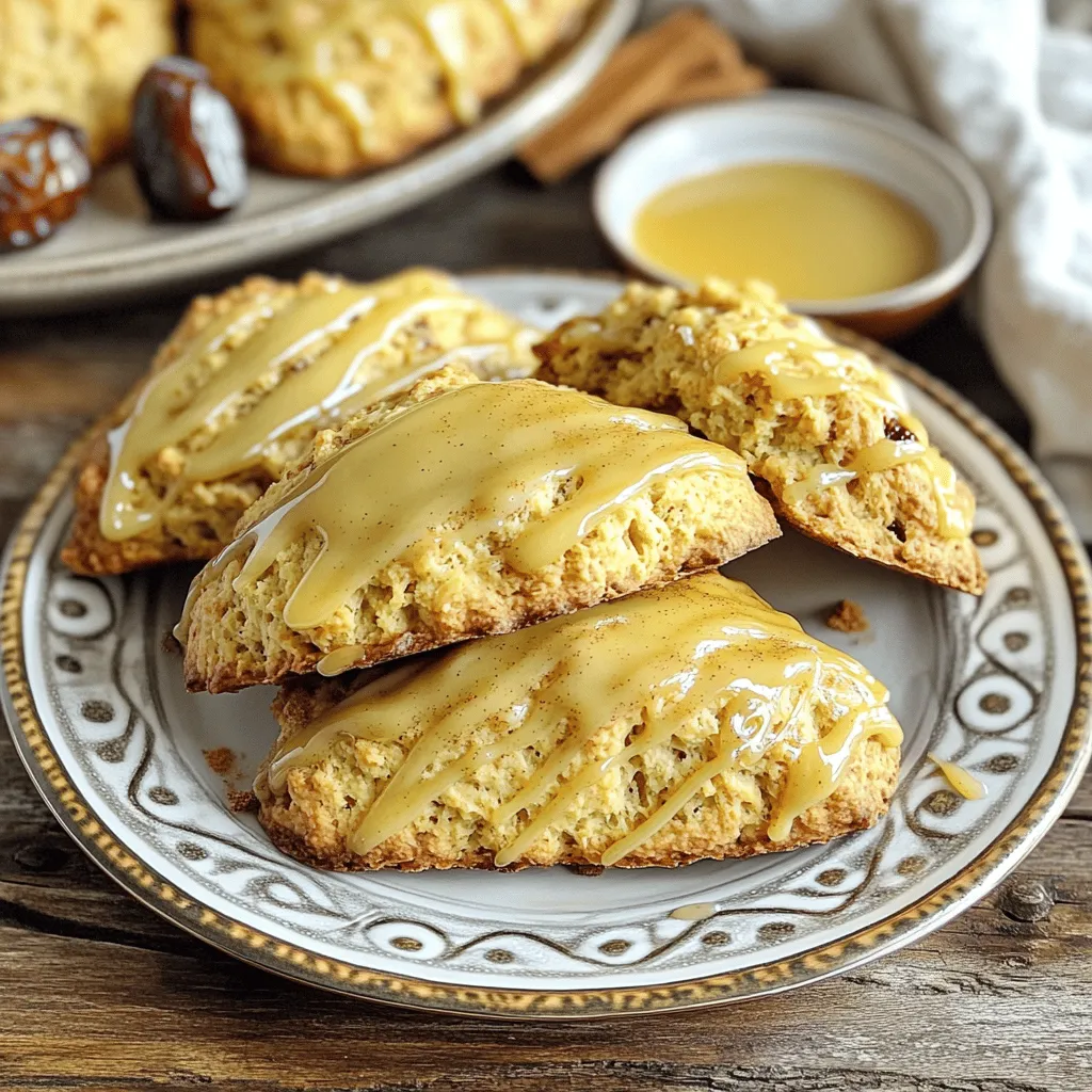 When making chai scones with maple glaze, you need fresh, quality ingredients. Each item plays a key role in creating the perfect scone. Here’s the detailed ingredient list: - 2 cups all-purpose flour - 1/4 cup sugar - 1 tablespoon baking powder - 1/2 teaspoon baking soda - 1/2 teaspoon salt - 1 teaspoon ground cinnamon - 1/2 teaspoon ground ginger - 1/4 teaspoon ground cardamom - 1/4 teaspoon ground cloves - 1/2 cup unsalted butter, chilled and cubed - 1/2 cup buttermilk - 1 large egg - 1 teaspoon vanilla extract - 1/4 cup chopped dried dates or raisins (optional) - 1/2 cup powdered sugar (for glaze) - 2 tablespoons pure maple syrup - 1-2 teaspoons milk (as needed for glaze) These ingredients create a warm blend of spices and flavors. The spices give the scones their signature chai taste. The butter adds a rich, flaky texture. Buttermilk keeps the scones moist and tender. You can add dates or raisins for extra sweetness. This recipe is simple, yet delivers a delightful treat. For the full recipe, follow along with the instructions that will guide you through the process. 1. Preheat your oven to 400°F (200°C). Line a baking sheet with parchment paper to prevent sticking. 2. In a large bowl, combine the dry ingredients: flour, sugar, baking powder, baking soda, salt, cinnamon, ginger, cardamom, and cloves. Mix well until everything is evenly blended. 3. Add the chilled, cubed butter to the dry mix. Use your fingers or a pastry cutter to blend until the mix looks like coarse crumbs. 4. In a separate bowl, whisk together the wet ingredients: buttermilk, egg, and vanilla extract until smooth. 5. Pour the wet mix into the dry mix. Stir gently until just combined. If you like, fold in chopped dried dates or raisins for extra sweetness. 1. Turn the dough onto a lightly floured surface. Gently knead it a few times until it comes together. 2. Pat the dough into a circle about 1 inch thick. Use a sharp knife or dough cutter to cut it into 8 wedges. 3. Place the wedges on the prepared baking sheet, leaving space in between. 4. Bake in the oven for 15-20 minutes. They should turn golden brown. To check, insert a toothpick in the center; it should come out clean. 1. While the scones bake, whisk together powdered sugar and maple syrup in a small bowl. 2. Add milk, a little at a time, until you reach your desired consistency for the glaze. For the complete recipe, check out the [Full Recipe]. To make the best chai scones, start with chilled butter. Cold butter creates small pockets of air, making your scones flaky. Cut the butter into the flour quickly. This helps keep it cold. Avoid over-kneading the dough. Too much kneading makes scones tough. Gently bring the dough together and handle it with care. Serve your scones warm, right out of the oven. They pair perfectly with a cup of chai tea. For a lovely presentation, place them on a decorative plate. A sprinkle of cinnamon can add a nice touch. You can also offer a small bowl of extra maple glaze on the side for dipping. You can play with flavors in your scones. Try adding spices like nutmeg or allspice for a new twist. Dried fruits, like cranberries or apricots, can add sweetness and texture. Nuts also bring a nice crunch. Just be sure to mix them in gently so they distribute evenly. For the full recipe, check the section above. {{image_2}} You can have fun with chai scones by adding new flavors. For a cozy twist, try pumpkin spice chai scones. Just mix in some pumpkin puree and adjust the spices. It gives a warm, fall flavor that many love. Another option is chocolate chip chai scones. Fold in some mini chocolate chips for a sweet touch. The chocolate pairs nicely with the spice. If you need gluten-free scones, swap out regular flour for a gluten-free blend. Make sure it has a good mix of starches and flours for the best texture. For a vegan option, replace the butter with coconut oil or vegan butter. Use a flax egg or applesauce instead of a regular egg. These swaps keep the scones tasty while meeting dietary needs. Seasonal flavors can make your scones special. For the holidays, add nutmeg or peppermint to the dough. You can also try using seasonal fruits like cranberries or apples. These fruits bring freshness and fun to your scones. They make a delightful treat for any gathering. You can find the full recipe for chai scones with maple glaze above. To keep your chai scones fresh, store them at room temperature in an airtight container. If you want to keep them longer, refrigerate them. Just make sure to wrap each scone in plastic wrap first. This helps prevent them from drying out. For freezing, place the cooled scones in a freezer-safe bag. Squeeze out as much air as you can. They can last in the freezer for up to three months. When you want to enjoy your scones again, reheat them gently. Preheat your oven to 350°F (175°C). Place the scones on a baking sheet. Heat for about 5-7 minutes. This warms them without making them dry. If you prefer the microwave, use a low setting. Heat for about 10-15 seconds at a time, checking often. When stored properly, chai scones last about 2-3 days at room temperature. In the fridge, they can stay fresh for up to a week. If frozen, they maintain their best quality for three months. After that, they might lose some flavor and texture, but they are still safe to eat. For the best taste, enjoy them fresh! Yes, you can make chai scones ahead of time. Prepare the dough and shape it into wedges. Wrap the dough in plastic wrap and store it in the fridge for up to 24 hours. When ready to bake, just preheat your oven and bake directly from the fridge. This saves time and gives you fresh scones when you need them. If your dough is too sticky, add a little more flour. Start with one tablespoon at a time. Mix it in gently until the dough is easier to handle. Be careful not to add too much flour. You want soft scones, not tough ones. To adjust the sweetness, you can change the sugar amount. If you like sweeter scones, add an extra tablespoon of sugar. If you prefer less sweetness, reduce the sugar by a tablespoon. You can also add sweeter mix-ins, like chopped dried dates or raisins. If you don't have buttermilk, you can make a substitute. Mix one cup of milk with one tablespoon of vinegar or lemon juice. Let it sit for about five minutes. This mix will work just like buttermilk in your chai scones. To check if your scones are done, look for a golden color. Insert a toothpick in the center of a scone. If it comes out clean, they are ready. If it has wet dough on it, bake a few more minutes. Enjoy your warm scones with maple glaze. You've learned how to make delicious chai scones from scratch. We covered the key ingredients, easy steps, and tips to ensure perfect texture. Remember, using cold butter makes a big difference. Explore fun variations to impress your friends. Store them well to keep them fresh and warm them up easily when you're ready to enjoy. With these tools, baking chai scones will be a breeze. Now, go ahead and make some! Your taste buds will thank you.