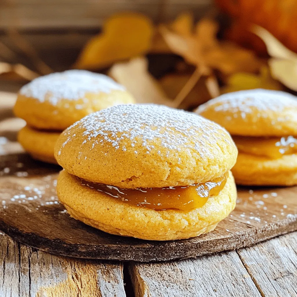 To make delicious apple cider whoopie pies, you'll need: - 2 cups apple cider - 1 cup all-purpose flour - 1 ½ cups whole wheat flour - 1 teaspoon baking powder - 1 teaspoon baking soda - 1 teaspoon cinnamon - ½ teaspoon nutmeg - ½ teaspoon salt - ½ cup unsalted butter, softened - 1 cup brown sugar, packed - 1 large egg - 1 teaspoon vanilla extract - 1 cup apple butter (for filling) - Optional: powdered sugar for dusting These ingredients work together to create soft and tasty pies. The apple cider gives them a unique flavor and moistness. You can enhance your whoopie pies with a few optional items: - Add chopped walnuts or pecans for crunch. - Mix in a pinch of ginger for a spicy kick. - Use maple syrup instead of brown sugar for a richer taste. These additions let you play with flavors and make the recipe your own. Don't have all the ingredients? No problem! Here are some swaps: - Use coconut oil instead of butter for dairy-free pies. - Substitute gluten-free flour for whole wheat flour if needed. - Applesauce can replace the egg for a vegan option. These substitutions help you adapt the recipe to suit your needs. You can still enjoy these tasty treats! For the complete recipe, check [Full Recipe]. First, we need to make the apple cider. Pour 2 cups of apple cider into a saucepan. Heat it over medium heat. Let it simmer until it reduces to about 1 cup. This will take about 15 to 20 minutes. Once it thickens, set it aside to cool. This reduction gives our whoopie pies a deep apple flavor. Next, grab a medium bowl. Combine the all-purpose flour and whole wheat flour here. Add baking powder, baking soda, cinnamon, nutmeg, and salt. Whisk everything together until it's well mixed. This mix is key to our whoopie pies' texture. Now, take a large mixing bowl and cream the softened butter and brown sugar together. Mix until the mixture is light and fluffy. Then, add one large egg and 1 teaspoon of vanilla extract. Mix until smooth. Slowly pour in the cooled apple cider. Stir until just combined. After that, gradually add the dry ingredients. Mix until no flour is visible, but don’t overmix. Preheat your oven to 350°F (175°C). Line two baking sheets with parchment paper. Using a cookie scoop or tablespoon, drop rounded tablespoons of dough onto the sheets. Make sure to space them about 2 inches apart. Bake for 12 to 15 minutes. The edges should turn lightly golden. Let the pies cool on the baking sheets for about 5 minutes. Then, transfer them to wire racks to cool completely. Once the cookies are cool, take one and spread about a tablespoon of apple butter on the flat side. Sandwich it with another cookie. Repeat this with the rest of the cookies. If you like, dust the whoopie pies with powdered sugar before serving. Enjoy your delicious treat! For the complete recipe, refer to the Full Recipe section. To get the best texture, start with room temperature butter. This helps create a light and fluffy mix. Be careful not to overmix the dough. Overmixing can make the pies tough. Aim for a smooth batter, but some lumps are okay. Let them bake until the edges are golden. This gives a nice contrast to the soft center. To keep your whoopie pies fresh, store them in an airtight container. This keeps them soft and moist. Place parchment paper between layers to avoid sticking. You can keep them at room temperature for up to three days. For longer storage, put them in the fridge for a week. You can freeze them too! Just wrap each pie in plastic wrap, then in foil. They last up to three months. These whoopie pies shine when served warm. They pair well with a scoop of vanilla ice cream. A drizzle of caramel sauce adds a nice touch. For a fun twist, try a cup of hot apple cider on the side. You can find the full recipe linked above. Enjoy your delicious creations! {{image_2}} While apple butter makes a great filling, you can switch things up. Try using cream cheese frosting for a tangy twist. You can also use caramel sauce for a sweet and gooey bite. Another fun idea is to mix in some cinnamon whipped cream. This adds a lovely lightness and flavor. Experiment with different fillings to find your favorite. To enhance the dough, you can add more spices. Consider adding ground ginger or allspice for warmth. You can also mix in some lemon zest for a fresh taste. If you love nuts, try adding chopped walnuts or pecans to the batter. These additions will give your whoopie pies some nice textures and flavors. You can easily make these whoopie pies vegan. Replace the butter with coconut oil or vegan butter. Use a flax egg instead of a regular egg. For a gluten-free option, swap the all-purpose flour with a gluten-free blend. Make sure your baking powder is gluten-free as well. These adjustments let everyone enjoy this tasty treat! For more detailed steps and the complete process, check out the Full Recipe. To store your leftover whoopie pies, place them in an airtight container. This keeps them soft and fresh. You can also layer parchment paper between the pies to prevent sticking. Keep the container in a cool, dry place. Avoid direct sunlight, as it can dry out the cookies. If you want to save whoopie pies for later, freezing is a great option. First, let the pies cool completely. Then, wrap each pie tightly in plastic wrap. Place the wrapped pies in a freezer-safe bag or container. They can stay in the freezer for up to three months. When ready to enjoy, thaw them in the fridge overnight. Homemade whoopie pies can last for about 3-5 days at room temperature. They stay fresh longer in the fridge, up to a week. If frozen, they maintain quality for three months. Just remember, the sooner you eat them, the better they taste! For the full recipe, check out the detailed instructions above. To make apple cider whoopie pies, simmer 2 cups of apple cider. Reduce it to about 1 cup. Mix your dry ingredients in one bowl: flours, baking powder, baking soda, cinnamon, nutmeg, and salt. In another bowl, cream softened butter and brown sugar. Add an egg and vanilla, mixing well. Combine the cooled cider with the butter mix. Gradually add the dry mix until combined. Drop rounded tablespoons on baking sheets. Bake at 350°F for 12-15 minutes. Cool, fill with apple butter, and sandwich them. Yes, you can use store-bought apple butter. It saves time and still tastes great. Just spread about a tablespoon on one cookie half and sandwich it with another. If you want a homemade touch, you can make your own apple butter. The whoopie pies are done when their edges turn lightly golden. The tops should look set and slightly spring back when touched. Overbaking can lead to dry pies, so keep an eye on them. Serve whoopie pies at room temperature or chilled. Dust them with powdered sugar for a nice touch. Pair them with a warm drink like cider or coffee for a cozy treat. You might want to cut them in half to show off the filling! For the full recipe, check the detailed instructions. Now you know how to make tasty apple cider whoopie pies. We covered key ingredients, step-by-step instructions, and helpful tips. You discovered flavor variations and how to store your treats. Baking can be fun and rewarding. Enjoy testing new flavors or sharing with friends. Creating whoopie pies adds joy to any gathering. I'm excited for you to try these recipes and enjoy the results. Happy baking!