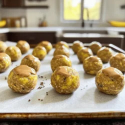 To make Peanut Butter Banana Energy Bites, you'll need these simple ingredients: - 1 cup rolled oats - 1/2 cup natural peanut butter - 1 ripe banana, mashed - 1/4 cup honey or maple syrup - 1/4 cup mini chocolate chips (dark or milk) - 1/4 cup ground flaxseed - 1/2 teaspoon vanilla extract - A pinch of sea salt These ingredients come together to create a tasty, nutritious snack. The rolled oats provide fiber, while the banana adds natural sweetness and moisture. Peanut butter gives it a creamy texture and protein boost. Honey or maple syrup brings even more sweetness and helps bind everything. Using mini chocolate chips adds a fun touch. They melt slightly and create pockets of sweetness. Ground flaxseed not only thickens the mix but also offers omega-3 fatty acids. Vanilla extract adds depth and a lovely aroma. Finally, the sea salt enhances all the flavors and balances the sweetness. You can find the full recipe for detailed instructions on how to combine these ingredients into delicious energy bites! 1. In a large bowl, combine the mashed banana and peanut butter until smooth. 2. Next, mix in honey or maple syrup and vanilla extract. Stir until combined. 3. Add rolled oats, ground flaxseed, mini chocolate chips, and sea salt. Mix until a thick dough forms. 4. Now, roll the mixture into small balls, about one inch wide. 5. Place the energy bites on a parchment-lined baking sheet. 6. Chill them in the refrigerator for at least 30 minutes. This helps them firm up. 7. Once chilled, transfer the bites to an airtight container. 8. They can last in the refrigerator for up to one week. You can also freeze them for longer storage. Follow these steps, and you’ll have tasty Peanut Butter Banana Energy Bites in no time! Check out the Full Recipe for more details. To boost the taste of your energy bites, you can add mix-ins. Try adding chopped nuts like almonds or walnuts for crunch. Dried fruits such as cranberries or raisins add sweetness and texture. When picking peanut butter, choose natural options without added sugar. It makes a big difference in taste and health. The ripeness of your banana is key. A ripe banana is soft and sweet, perfect for mixing. If the banana is too firm, your bites may lack flavor. The mixture can get sticky, so wet your hands when rolling the bites. This trick helps form them without too much mess. To cut down on sugar, use less honey or maple syrup. You can also swap these for mashed dates. Instead of the usual binding agents, try adding unsweetened applesauce. It keeps the bites moist and adds natural sweetness. These simple changes make your snacks even better. {{image_2}} You can easily adapt this recipe for special diets. For a vegan version, simply swap honey with maple syrup. This keeps it sweet and plant-based. Choose almond or cashew butter instead of peanut butter for a nut-free option. Make sure your oats are certified gluten-free if you need that. You can also use chia seeds as a binder instead of flaxseed. To change up the taste, add spices like cinnamon or nutmeg. These spices give a warm and cozy flavor. You can also try different nut butters. Almond or cashew butter works well and adds a new taste. Each nut butter brings its own unique flavor and texture. These energy bites are great for snacks or dessert. You can enjoy them anytime you need a pick-me-up. Try pairing them with fresh fruits like apples or bananas. They also taste great with yogurt for a creamy touch. For the full recipe, check out the details provided above. Each Peanut Butter Banana Energy Bite has about 100 calories. This makes them a great snack choice. They pack a punch of nutrition. Each bite contains: - Protein: 3 grams - Fats: 4 grams - Carbohydrates: 15 grams This balance helps keep you full and energized. These energy bites are great for a quick boost. The combination of oats and bananas provides lasting energy. The natural sugars in bananas give you a quick pick-me-up. Peanut butter adds healthy fats and protein. Flaxseed brings in omega-3s, which are good for your heart. These bites fit many diets. They work well for paleo and keto diets. Check your peanut butter for added sugars if you follow these diets. However, they contain nuts and honey. Be careful if you have allergies. Always read labels to ensure safety. Enjoy these energy bites as a tasty and healthy snack option. You can find the Full Recipe above to make them at home! Peanut Butter Banana Energy Bites last about one week in the fridge. Store them in an airtight container to keep them fresh. If you want to save them longer, freeze them. They can last for up to three months in the freezer. Just remember to thaw them before eating! Yes, you can freeze these energy bites! After making them, place them in a single layer on a baking sheet. Freeze for a few hours until firm, then transfer them to a freezer bag or container. This way, you can enjoy them later as a quick snack on busy days. Absolutely! If you prefer to skip the honey or maple syrup, you can use mashed dates or applesauce. These options add natural sweetness and keep the bites moist. You may need to adjust the amount based on your taste. If you need an alternative to peanut butter, try almond butter or sunflower seed butter. Both options provide a similar creamy texture and flavor. They are also nut-free, making them great for schools or nut-free zones. To make these bites more appealing for kids, you can add fun mix-ins. Consider using mini marshmallows, colorful sprinkles, or different chocolate chips. You can also shape them into fun forms, like animals or stars, to make snack time more exciting! These Peanut Butter Banana Energy Bites are easy and fun to make. We covered all the steps, from mixing ingredients to chilling the bites. You can adjust the recipe to fit your tastes and dietary needs. Remember, you can add extra flavors or substitutes. Enjoy these bites as a quick snack or delightful dessert. They're tasty, easy to store, and packed with good energy. Try making them today and share with friends!