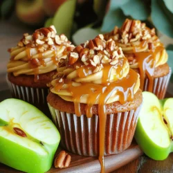 - 1 ½ cups all-purpose flour - 1 cup apple cider - 1 cup granulated sugar - 1/2 cup unsalted butter - 2 large eggs The main ingredients create a soft and moist cupcake. The flour gives structure, while the apple cider adds a lovely flavor. Granulated sugar sweetens the batter, and unsalted butter keeps it rich. Eggs help bind everything together, making for a great texture. - 1 teaspoon baking powder - 1 teaspoon baking soda - 1 teaspoon cinnamon - 1/2 teaspoon nutmeg - 1/4 teaspoon salt - 1/2 cup caramel sauce - Optional: chopped pecans for topping The baking powder and baking soda help the cupcakes rise. They ensure a light and fluffy bite. Cinnamon and nutmeg add warmth, perfect for fall. A sprinkle of salt balances the sweetness. Topping with caramel sauce makes them extra special. Chopped pecans, if you use them, add a nice crunch. 1. First, preheat your oven to 350°F (175°C). This step is key for even baking. Line a 12-cup muffin pan with cupcake liners. 2. In a medium bowl, mix the dry ingredients. Combine 1 ½ cups all-purpose flour, 1 teaspoon baking powder, 1 teaspoon baking soda, 1 teaspoon cinnamon, 1/2 teaspoon nutmeg, and 1/4 teaspoon salt. This mix adds flavor and helps cupcakes rise. 3. In a large mixing bowl, cream 1/2 cup softened unsalted butter and 1 cup granulated sugar. Use an electric mixer for about 2-3 minutes. The mixture should look light and fluffy. 1. Now, add 2 large eggs, one at a time. Mix well after each addition. This helps incorporate air into the batter. 2. Pour in 1 cup of apple cider. Mix until everything is well combined. The cider gives a sweet, fruity taste. 3. Gradually stir in the dry ingredients. Do this gently until just combined. Avoid overmixing; it can make the cupcakes tough. 4. Fold in 1 cup of grated apple from about one medium apple. This adds moisture and flavor to each bite. 1. Divide the batter evenly among the cupcake liners. Fill each about two-thirds full. This allows room for rising. 2. Bake in the preheated oven for 18-20 minutes. Check doneness with a toothpick. If it comes out clean, they are ready. 3. Once baked, remove them from the oven. Let the cupcakes cool in the pan for 5 minutes. Then, transfer them to a wire rack to cool completely. Proper cooling ensures the best texture. To make the best caramel apple cider cupcakes, first avoid overmixing the batter. When you combine wet and dry ingredients, mix just until you see no dry flour. Overmixing can lead to tough cupcakes. Next, measure your ingredients accurately. Use a kitchen scale for flour if possible. This ensures your cupcakes have the right texture. Too much flour makes them dry. Even baking is key. Make sure your oven is preheated to 350°F (175°C). Position your pan in the center of the oven for even heat. Rotate the pan halfway through baking for best results. Drizzling caramel sauce on top adds a sweet touch. Use store-bought sauce or make your own. A light drizzle looks great and tastes even better. Fresh apple slices make a lovely garnish. Choose crisp apples like Granny Smith or Honeycrisp. They add a nice crunch and a pop of color. Adding chopped pecans gives your cupcakes extra texture. Sprinkle them on top of the frosting or the caramel drizzle. They add a nutty flavor that pairs well with apples. {{image_2}} You can boost the flavor of your caramel apple cider cupcakes in fun ways. - Adding spices: Try mixing in ginger or cloves. These spices bring warmth and depth. Just a pinch can change the taste. They pair well with the apple cider. - Using different types of apples: Different apples change the flavor and texture. For a sweet touch, use Fuji or Honeycrisp apples. For a tart flavor, try Granny Smith apples. Each kind will give a unique twist to your cupcakes. You can easily modify this recipe to fit your diet. - Making gluten-free cupcakes: Swap all-purpose flour for a gluten-free blend. Check that the blend includes xanthan gum. This helps the cupcakes stay fluffy and moist. - Vegan modifications for the recipe: Replace eggs with flax eggs. Mix 1 tablespoon of flaxseed meal with 2.5 tablespoons of water. Let it sit for a few minutes to thicken. Use a dairy-free butter for a plant-based option. Substitute apple cider with non-dairy milk if desired. These adjustments let everyone enjoy these delightful fall treats! To keep your caramel apple cider cupcakes fresh, store them at room temperature. Place them in an airtight container. This helps keep them moist for about three days. If you want to keep them longer, put them in the fridge. Just make sure to wrap each cupcake in plastic wrap. This keeps the cold air out and keeps the flavors in. In the fridge, they can last up to a week. For long-term storage, freezing is a great option. You can freeze the cupcakes and the caramel sauce. To freeze the cupcakes, place them in a single layer on a baking sheet. Once they are frozen solid, move them to a freezer bag. Make sure to remove as much air as possible. They can last about three months in the freezer. For the caramel sauce, store it in a sealed container. You can freeze it too. Just remember to let it cool completely before freezing. To thaw, take the cupcakes out and let them sit at room temperature. This usually takes about an hour. For the caramel sauce, place it in the fridge overnight. Once thawed, you can gently warm it in the microwave. This keeps the taste rich and tasty, just like when you first made them. Can I make these cupcakes ahead of time? Yes, you can make these cupcakes ahead of time. Bake them a day in advance and store them in an airtight container. This keeps them fresh. You can add the caramel sauce right before serving for the best taste. What can I substitute for apple cider? You can use apple juice as a substitute for apple cider. While it is sweeter, it will still give your cupcakes a nice apple flavor. You can also mix in a little lemon juice to get a similar tartness. How can I make my cupcakes more moist? To make your cupcakes more moist, add an extra egg or some unsweetened applesauce. You can also try using brown sugar instead of granulated sugar. This adds moisture and a deeper flavor. What is the best way to reheat leftover cupcakes? To reheat leftover cupcakes, use the microwave. Heat them for about 10-15 seconds. This warms them without drying them out. If you want, you can add a little caramel sauce on top for extra flavor. These caramel apple cider cupcakes are a fun, tasty treat. You learned about the main ingredients, how to prepare the batter, and tips to perfect your bake. Remember, you can adjust flavors and make these cupcakes suit your needs. Store them well for later enjoyment. Baking should be enjoyable and rewarding, so don’t hesitate to try new things. With these steps, you'll create something delicious to share. Enjoy your baking adventure!