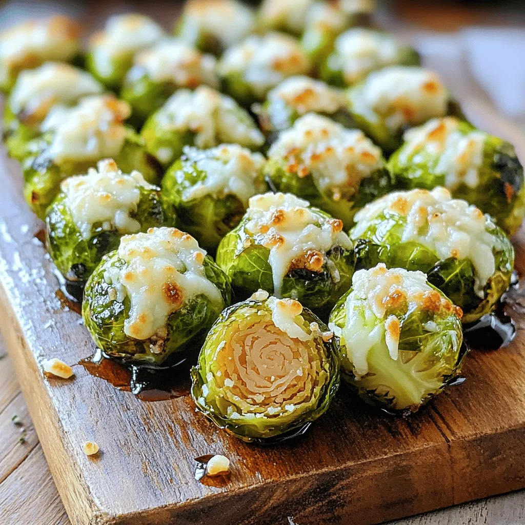 - 1 lb Brussels sprouts, trimmed and halved - 3 tablespoons olive oil - 1 teaspoon garlic powder - 1/2 teaspoon paprika - Salt and pepper to taste - 1/2 cup grated Parmesan cheese - Optional: 1 tablespoon balsamic glaze for drizzling To make Crispy Parmesan Brussels Sprouts, you need fresh Brussels sprouts. Start with one pound. Trim them and cut them in half. Olive oil adds richness, so use three tablespoons. Garlic powder gives a nice kick; one teaspoon is perfect. Paprika adds color and flavor, so half a teaspoon works well. Don't forget salt and pepper to taste. For that cheesy goodness, use half a cup of grated Parmesan cheese. If you want an extra touch, drizzle one tablespoon of balsamic glaze on top. This simple mix creates a delightful side dish that everyone loves. To start, you need to trim and halve the Brussels sprouts. Use a sharp knife to cut off the tough stem end. Then, slice each sprout in half from top to bottom. This helps them cook evenly. Next, grab a large bowl. Add the halved Brussels sprouts to the bowl. Drizzle in three tablespoons of olive oil. This oil keeps the sprouts moist and helps them crisp up. Now, it's time to add flavor! Sprinkle in one teaspoon of garlic powder and half a teaspoon of paprika. Season with salt and pepper to taste. Toss everything together. Make sure each sprout is coated well with the oil and seasonings. Now, preheat your oven to 425°F (220°C). While the oven heats, line a baking sheet with parchment paper. This makes cleanup easy and helps the sprouts roast nicely. Spread the seasoned Brussels sprouts out on the baking sheet. Make sure they are in a single layer. This spacing helps them get crispy. Roast the sprouts in the oven for 20 to 25 minutes. Stir them halfway through to ensure even cooking. They should turn golden brown and crispy when done. Once the sprouts are roasted, take them out of the oven. Now, sprinkle half a cup of grated Parmesan cheese evenly over the top. Return the baking sheet to the oven for an additional 3 to 5 minutes. This step melts the cheese and adds extra crispiness. Watch carefully! You want it to turn golden, not burnt. If you'd like, drizzle a tablespoon of balsamic glaze over the sprouts before serving. This adds a nice tangy flavor and makes them look even better! To make sure your Brussels sprouts are crispy, space them out on the baking sheet. If they are too close, they will steam and not get that crunch. Keep them in a single layer for the best results. Set your oven to 425°F (220°C). This hot temperature helps to roast them quickly. The high heat gives a nice golden color and a crispy texture. You can boost the flavor with more seasonings. Try adding some cayenne pepper for heat or lemon zest for a fresh taste. Fresh herbs like thyme or rosemary can also add a lovely aroma. For a cheese twist, mix different cheeses. A sharp cheddar or even a bit of feta can change the flavor profile. Just remember to keep the Parmesan, as it gives that perfect crisp when roasted. These crispy Brussels sprouts pair well with many main dishes. Serve them alongside roasted chicken or grilled fish for a balanced meal. If you want to serve them as snacks, they work great with a dip. Try pairing them with ranch or garlic aioli for a tasty appetizer. {{image_2}} You can make Crispy Parmesan Brussels Sprouts in different ways. The air fryer gives a nice crunch. To use the air fryer: 1. Preheat your air fryer to 375°F (190°C). 2. Toss the Brussels sprouts with olive oil and seasonings as before. 3. Place them in the air fryer basket in a single layer. 4. Cook for about 15-18 minutes, shaking the basket halfway through. For a stovetop sautéed version, follow these steps: 1. Heat a large skillet over medium heat. 2. Add olive oil and the Brussels sprouts. 3. Sauté for about 10-12 minutes until they are brown and tender. 4. Stir in garlic powder and seasonings at the end, adding the Parmesan last. You can easily change the taste of your Brussels sprouts. Adding spices can give them a kick. Try cayenne pepper for heat or lemon zest for brightness. Mixing Brussels sprouts with other veggies can also add fun. Consider adding: - Carrots for sweetness - Bell peppers for color These choices can create a tasty twist on the classic recipe. If you want a vegan or dairy-free dish, you can swap out the cheese. Nutritional yeast gives a cheesy flavor without dairy. Try using 1/2 cup of it instead of Parmesan. For gluten-free options, this recipe is safe. All the ingredients are naturally gluten-free. Just make sure your products are labeled as such. Enjoy making this dish fit your diet! To keep your crispy Parmesan Brussels sprouts fresh, store them in a tight container. Use a glass or plastic container with a lid. You can also cover them tightly with plastic wrap. Make sure they cool down first before you seal them. This helps keep them crisp. Refrigerate them for up to three days. To enjoy your leftovers, you need to reheat them right. The best way is to use an oven. Preheat your oven to 375°F (190°C). Place the sprouts on a baking sheet. Heat them for about 10-15 minutes. This will help them regain their crispiness. You can also use an air fryer at the same temperature for a quicker option. Yes, you can freeze Brussels sprouts, but it’s best to freeze them before cooking. Blanch the sprouts in boiling water for two minutes. Then, cool them in ice water. Drain well and pack them in a freezer bag. Remove all air before sealing. They can last up to three months in the freezer. To thaw, place them in the fridge overnight before cooking or roast them from frozen. To make Brussels sprouts crispy, start with fresh ones. Trim and halve them to help them cook faster and get crispy. Use enough olive oil to coat the sprouts. This helps them roast well. Spread them out on a baking sheet in a single layer. If they are too close, they will steam, not roast. Roast at 425°F for 20-25 minutes. Stir them halfway through to ensure even cooking. Finally, add Parmesan cheese during the last few minutes of roasting for extra crunch and flavor. Yes, you can use frozen Brussels sprouts, but they may not be as crispy. Frozen sprouts often have more moisture. When you roast them, they may steam instead of getting crispy. If you use frozen sprouts, try to thaw them first. Pat them dry with a towel to remove excess water. This will help them crisp up better in the oven. Brussels sprouts are done when they are golden brown and crispy. Look for a nice golden color on the outside. They should feel tender when you poke them with a fork. If they are soft and crispy, you can take them out of the oven. The cheese should also be melted and slightly brown. This means they are ready to enjoy! Crispy Parmesan Brussels sprouts are easy and tasty. We explored simple steps, tips, and variations to make them right. Use fresh ingredients for the best crunch. Always space the sprouts well on the baking sheet. Try different seasonings or cheese for new flavors. Store and reheat them carefully for great taste later. Enjoy these sprouts as a side or snack. With this guide, you can impress anyone with your cooking!