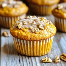 To make delicious Pumpkin Coffee Cake Muffins, gather these key ingredients: - 1 ½ cups all-purpose flour - 1 cup canned pumpkin puree - ¾ cup brown sugar - ½ cup granulated sugar - ½ cup vegetable oil - 2 large eggs - 1 teaspoon vanilla extract - 1 teaspoon baking powder - 1 teaspoon baking soda - ½ teaspoon salt - 1 teaspoon ground cinnamon - ½ teaspoon ground nutmeg - ½ teaspoon ground ginger - ½ cup chopped pecans or walnuts (optional) - ¼ cup granulated sugar (for topping) - 1 tablespoon ground cinnamon (for topping) Each ingredient plays a special role. The flour provides structure. Pumpkin puree adds moisture and flavor. Brown sugar gives a rich sweetness, while granulated sugar offers a light touch. Eggs help bind everything together, creating a fluffy texture. Vegetable oil ensures the muffins stay moist. Spices like cinnamon, nutmeg, and ginger bring warm, cozy flavors that scream fall. Optional chopped nuts can add crunch and depth. The sugar and cinnamon topping creates a sweet crust that contrasts perfectly with the soft muffin inside. With these ingredients in hand, you’re ready to create mouthwatering muffins that are perfect for fall mornings! - Preheat your oven to 350°F (175°C). - Line a muffin tin with paper liners or grease it lightly. Starting by prepping your ingredients makes the process smooth. It keeps everything organized. This helps you focus on creating delicious muffins without stress. - In a large bowl, combine: - 1 ½ cups all-purpose flour - 1 teaspoon baking powder - 1 teaspoon baking soda - ½ teaspoon salt - 1 teaspoon ground cinnamon - ½ teaspoon ground nutmeg - ½ teaspoon ground ginger Whisk these dry ingredients together well. Set this bowl aside for now. - In another bowl, mix together: - 1 cup canned pumpkin puree - ¾ cup brown sugar - ½ cup granulated sugar - ½ cup vegetable oil - 2 large eggs - 1 teaspoon vanilla extract Stir these wet ingredients until they are smooth. This will create a rich base for your muffins. - Gradually add the dry mix to the wet mix. Stir gently until combined. - Fold in ½ cup chopped pecans or walnuts, if you want extra crunch. Next, take a scoop of batter and fill each muffin cup about ¾ full. This way, they have room to rise. - In a small bowl, mix: - ¼ cup granulated sugar - 1 tablespoon ground cinnamon Sprinkle this sweet mix over each muffin cup. This topping adds a nice crunch and flavor. - Bake your muffins in the preheated oven for 18-20 minutes. Check if a toothpick comes out clean. - Let the muffins cool in the pan for 5 minutes. Then, move them to a wire rack to cool completely. Baking is where the magic happens! Your kitchen will smell amazing, and soon you'll have fluffy pumpkin coffee cake muffins to enjoy. To get fluffy muffins, avoid over-mixing. When you mix the wet and dry ingredients, stir gently. Stop mixing when you still see some flour bits. This helps keep air in the batter, making the muffins light and soft. You can add flavors to your muffins. Chopped pecans or walnuts add a nice crunch. You can also try chocolate chips or dried fruit like cranberries. If you like sweeter muffins, add a bit more sugar. Taste the batter before baking to find your perfect level of sweetness. These muffins pair well with coffee. Serve them warm with a pat of butter. They are great for breakfast or brunch. You can also enjoy them as a snack or dessert. Perfect for cozy fall mornings with family or friends! {{image_2}} To make gluten-free pumpkin muffins, swap all-purpose flour with gluten-free flour. You can use a blend of rice flour, almond flour, and tapioca flour. This mix gives structure and flavor. You may need to add extra moisture. Try adding one tablespoon of apple sauce or an extra egg. This helps keep the muffins from being too dry. For a vegan version, replace eggs with flax eggs. To make one flax egg, mix one tablespoon of ground flaxseed with three tablespoons of water. Let it sit for five minutes to thicken. Use almond milk or coconut milk instead of dairy. This keeps the muffins moist and tasty while staying plant-based. You can make chocolate chip pumpkin muffins by folding in semi-sweet chocolate chips. About one cup usually works well. If you love dried fruit, adding raisins or cranberries is a great choice. Mix in half a cup for a burst of sweetness. These additions create a fun twist and perfect flavors for fall. To keep your pumpkin coffee cake muffins fresh, store them in an airtight container. This will help them stay moist and tasty. You can keep them at room temperature for up to three days. If you live in a humid area, refrigeration is a good idea. It can extend their life to about a week. However, the fridge may make them a bit dry. If you want to save muffins for later, freezing is a great option. First, let them cool completely. Then, wrap each muffin in plastic wrap. Place the wrapped muffins in a freezer bag for extra protection. They can stay frozen for up to three months. When you're ready to enjoy a muffin, take it out and let it thaw at room temperature. If you want it warm, pop it in the microwave for a few seconds. This will bring back that fresh-baked taste. You can use butternut squash puree as a great alternative. Sweet potato puree also works well. Applesauce can add some moisture, but it will change the flavor slightly. Yes, you can! Prepare the batter the night before. Store it in the fridge. In the morning, just scoop and bake. You can also bake them ahead, then store in an airtight container. They stay fresh for a few days. Adding a bit more vegetable oil can help. You can also mix in some yogurt or sour cream. Another great tip is to not over-mix the batter. This keeps your muffins light and fluffy. We explored how to make delicious pumpkin muffins. You learned about key ingredients, easy steps, and helpful tips. I shared ways to customize your muffins and store them properly. Whether you prefer gluten-free or vegan options, there’s something here for everyone. Enjoy these muffins fresh with coffee or during your favorite occasions. They are perfect for sharing or for a simple treat. Use the recipe guide to unleash your creativity. Happy baking!