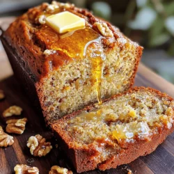 - 4 ripe bananas, mashed - 1/3 cup melted butter - 1 teaspoon baking soda - Pinch of salt - 3/4 cup sugar (can reduce to 1/2 cup for less sweetness) - 1 large egg, beaten - 1 teaspoon vanilla extract - 1 cup all-purpose flour - 1/2 cup chopped walnuts or pecans (optional) - 1/2 teaspoon ground cinnamon (optional) Ripe bananas are key for this bread. They bring natural sweetness and moisture. Overripe bananas work best. Their soft texture blends easily into the batter. You can mash them with a fork or potato masher. Melted butter adds richness. It also helps create a tender crumb in the bread. You can use coconut oil for a dairy-free option. Baking soda helps the bread rise. It reacts with the acidity in the bananas. This gives the bread a light texture. Don't skip the salt; it enhances flavor. Sugar adds sweetness and moisture. You can cut the sugar to 1/2 cup for less sweetness. If you want a vegan option, replace the egg with 1/4 cup of applesauce or a flax egg. Vanilla extract adds depth to the flavor. It complements the bananas well. All-purpose flour is what binds everything together. For gluten-free bread, use a gluten-free flour blend. Chopped nuts add crunch and flavor. Walnuts or pecans work great. If you skip the nuts, the bread stays moist and soft. Ground cinnamon is optional but brings warmth. It pairs well with the bananas. If you like, try other spices like nutmeg for a twist. First, grab your ripe bananas. You need four of them. Place them in a bowl and mash them with a fork. Make them smooth but leave some small chunks for texture. Next, add 1/3 cup of melted butter to the mashed bananas. Mix them well until they form a creamy blend. Now, stir in 1 teaspoon of baking soda and a pinch of salt. This helps the banana bread rise and taste great. After that, add 3/4 cup of sugar, 1 large beaten egg, and 1 teaspoon of vanilla extract. Mix until the batter is frothy and well combined. When it’s time to add the flour, use 1 cup of all-purpose flour. Slowly add it to your mixture. Mix just until you see no dry flour. This is key! Do not overmix; it will make your bread tough. If you like, fold in 1/2 cup of chopped walnuts or pecans, and 1/2 teaspoon of ground cinnamon. These add flavor and crunch. Preheat your oven to 350°F (175°C). While waiting, grease a 9x5 inch loaf pan. This helps the bread come out easily later. Pour your batter into the prepared pan. Smooth the top with a spatula for a nice finish. Place the pan in the oven and bake for 60-65 minutes. You know it’s done when a toothpick inserted in the center comes out clean. Keep an eye on the bread. If it’s browning too fast, cover it with foil. This keeps it from burning. Once baked, remove the pan from the oven. Let it cool in the pan for about 10 minutes. This makes it easier to take out. After that, transfer the bread to a wire rack. Let it cool completely before slicing. For serving, slice the banana bread and enjoy it warm. Add a pat of butter on top. For a sweet twist, drizzle honey or maple syrup over each slice. It makes the bread even more delightful! To keep your banana bread moist, use ripe bananas. Ripe bananas have more sugar, which helps with moisture. Mash them well for even mixing. Use melted butter instead of solid butter, which helps blend better. Room temperature eggs mix more smoothly, leading to a fluffier bread. If your bread doesn't rise, check your baking soda. It should be fresh. If it's old, buy new baking soda. Overmixing can also lead to a dense loaf. Mix just until combined. If dryness happens, try adding a bit more butter or a splash of milk. Use a 9x5 inch loaf pan for best results. It helps the bread bake evenly. A non-stick pan makes removal easy. An oven thermometer is key to ensure your oven is at the right temperature. This helps your bread rise and bake properly. {{image_2}} You can boost the flavor of your banana bread with fun add-ins. Chocolate chips add a sweet touch. Just fold in about a cup for a rich bite. You can also try dried fruits like raisins or cranberries. They add a chewy texture and extra sweetness. For a warm twist, think about adding spices. A sprinkle of nutmeg or ginger can elevate the taste. Just half a teaspoon of each will do. These little changes can take your banana bread to the next level. Adding nuts or seeds can give your banana bread a nice crunch. Walnuts and pecans are classic choices. You can also use sunflower seeds or chia seeds for a healthier boost. Keep in mind that mix-ins might change the baking time. They can make the bread take a bit longer to bake. Always check for doneness with a toothpick. If you want to make your banana bread healthier, there are easy swaps. Start by reducing the sugar. You can cut it down to half a cup. This still keeps it sweet without being too much. You can also add oats or flaxseed to enhance the nutrition. Both add fiber and help you feel full. Just a half cup of oats is great. These small changes can make your banana bread a bit better for you without losing taste. To keep your banana bread fresh at room temperature, wrap it in plastic wrap. This helps seal in moisture. Place the wrapped bread in a cool, dry spot. Avoid direct sunlight or heat sources. When stored this way, your banana bread stays soft for about four days. For longer storage, freeze your banana bread. First, let it cool completely. Then, wrap it tightly in plastic wrap. You can also use aluminum foil for extra protection. Label the wrap with the date. When you're ready to enjoy it, let it thaw in the fridge overnight. Reheat slices in the microwave for about 10-15 seconds. This keeps the bread warm and soft. Banana bread lasts about four days at room temperature. If frozen, it can last up to three months. Check for signs of spoilage. If you see mold or a sour smell, it's time to toss it. A dry or crumbly texture also means it’s past its prime. Keeping an eye on these signs helps you enjoy your banana bread at its best. Yes, you can use frozen bananas for banana bread. In fact, overripe bananas work best. When bananas freeze, their texture changes, making them mushy when thawed. This mushiness is perfect for mixing into your batter. Just thaw the bananas and drain any excess liquid before mashing. This will ensure your bread stays moist and flavorful. Your banana bread may be too dense for several reasons. Here are some common causes: - Overmixing: Mixing the batter too much can create tough bread. Stir just until the flour is combined. - Too many bananas: Using too many bananas can add excess moisture. Stick to the recipe amount. - Wrong flour type: Using whole wheat flour can result in denser bread. All-purpose flour is best for lightness. To fix a dense loaf, try reducing the bananas or mixing gently. You can make banana bread healthier with simple swaps: - Reduce sugar: Cut sugar to 1/2 cup or use honey. - Swap butter for applesauce: This lowers fat and calories. - Add oats or flaxseed: These boost fiber and nutrition. You can also fold in some nuts or seeds for healthy fats and protein. Banana bread is great on its own, but you can enhance it: - Warm it up: A quick heat in the microwave makes it soft. - Toppings: Add a pat of butter, honey, or maple syrup. - Pair it: Enjoy with coffee or tea for a perfect snack. For a fun twist, try adding a dollop of yogurt on top. For the complete Moist Banana Bread Delight recipe, check [here](#). In this post, we explored the key ingredients and steps for perfect banana bread. You learned how to prep, mix, and bake for the best results. We covered tips for texture, troubleshooting, and variations to spark your creativity. Plus, you gained insights on storage and shelf life. Now, you can enjoy delicious banana bread any time. Remember, the right techniques and a few tweaks can elevate your baking game. Enjoy making your own moist banana bread, and share it with friends and family!