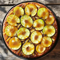 - 3 medium apples, peeled, cored, and sliced - 1 cup brown sugar - 1/2 cup unsalted butter, melted - 1 teaspoon ground cinnamon - 1 1/2 cups all-purpose flour - 1 tablespoon baking powder - 1/2 teaspoon salt - 1/2 cup granulated sugar - 1/4 cup milk - 2 large eggs - 1 teaspoon vanilla extract These ingredients come together to create a delicious Caramel Apple Upside-Down Cake. The apples are the star of this dish. They soften and soak up the caramel flavor, making each bite a treat. Using fresh apples is key. I prefer a mix of sweet and tart apples. This balance gives great flavor. The butter and brown sugar create a rich caramel that pairs perfectly with the apples. The flour, baking powder, and salt work together to form a light cake. The eggs and milk add moisture, while the vanilla gives a warm note. Together, these ingredients create a cake that is both soft and rich. - Vanilla ice cream - Whipped cream - Chopped nuts Serving this cake warm with vanilla ice cream makes it extra special. The cold ice cream melts into the warm cake, creating a delightful contrast. You can also top it with whipped cream for a lighter touch. Chopped nuts add a nice crunch, enhancing the texture. Feel free to mix and match these toppings to find your favorite combo. Each adds a unique twist to this classic dessert. 1. First, preheat your oven to 350°F (175°C). This step is key for even baking. 2. Grease a 9-inch round cake pan with butter or cooking spray. This helps the cake release easily. 3. In a mixing bowl, combine 1/2 cup of melted unsalted butter and 1 cup of brown sugar. Mix until smooth. This mix will create your caramel base. 4. Pour this buttery mixture into the bottom of the prepared cake pan. 1. Next, take your 3 medium apples. Peel, core, and slice them evenly. 2. Arrange the apple slices on top of the caramel mixture. Spread them out so every slice gets some caramel. 3. Sprinkle 1 teaspoon of ground cinnamon over the apples. This adds a warm flavor that enhances the cake. 4. In another bowl, whisk together 1 1/2 cups of all-purpose flour, 1 tablespoon of baking powder, and 1/2 teaspoon of salt. Set this dry mix aside. 5. In a large bowl, beat 1/2 cup of granulated sugar and 2 large eggs until light and fluffy. This helps make the cake airy. 6. Add 1/4 cup of milk and 1 teaspoon of vanilla extract to the egg mixture. Mix until everything combines well. 7. Gradually stir in the dry ingredients. Mix until just combined. Avoid overmixing for a tender cake. 1. Now, pour the batter over the arranged apples in the pan. Smooth it out with a spatula. 2. Bake in your preheated oven for 30 to 35 minutes. Check with a toothpick. It should come out clean when the cake is done. 3. Once baked, take the cake out of the oven. Let it cool in the pan for about 10 minutes. 4. Carefully invert the cake onto a serving plate. This reveals the beautiful caramelized apple topping. Now your caramel apple upside-down cake is ready to enjoy! Choosing the right apples For this cake, use firm apples like Granny Smith or Honeycrisp. They hold their shape well. These apples add a nice tart flavor to balance the sweet caramel. Importance of room temperature ingredients Using room temperature eggs and milk helps the batter mix well. This makes the cake soft and fluffy. Take the eggs and milk out of the fridge about 30 minutes before you start baking. Pairing with ice cream Serve your warm cake with a scoop of vanilla ice cream. The cold ice cream melts into the warm cake, creating a tasty treat. The mix of hot and cold makes each bite special. Presentation tips To impress your guests, focus on how you serve the cake. Use a nice plate and add a drizzle of caramel on top. You can sprinkle some chopped nuts or a dusting of cinnamon for a pop of color. This makes the cake look delightful and appetizing. {{image_2}} You can make this cake even more fun by adding nuts or dried fruits. Walnuts or pecans give a nice crunch. Dried cranberries or raisins add sweetness and chewiness. You can also spice things up by adding nutmeg or allspice. A pinch of nutmeg gives a warm flavor. Allspice adds a hint of clove and cinnamon. These spices blend well with the apples, making each bite special. If you need a gluten-free cake, you can use almond flour or a gluten-free mix. Just make sure the mix has a binding agent like xanthan gum. For a dairy-free version, swap the butter with coconut oil or vegan butter. Use almond milk instead of regular milk. This way, everyone can enjoy this tasty treat! To keep your caramel apple upside-down cake fresh, store it properly. Here are some tips: - Storing leftover cake: Let the cake cool completely. Once cooled, cover it tightly with plastic wrap or aluminum foil. This helps to keep moisture in and prevents it from drying out. You can also place it in an airtight container for added protection. - Best containers for freshness: Use a cake dome or a cake carrier if you have one. These keep the cake safe from air and help maintain its softness. A glass or plastic container works well too, as long as it seals tightly. If you want to enjoy your cake warm, reheating is easy. Here’s how: - How to rewarm cake without drying: Preheat your oven to 300°F (150°C). Place the cake on a baking sheet. Cover it with aluminum foil to keep it moist. Heat for about 10-15 minutes. Check if it’s warm enough by inserting a toothpick; it should come out warm but not hot. Enjoy your cake just like it was fresh from the oven! How long does the cake last at room temperature? This cake lasts about two days at room temperature. Keep it covered to stay fresh. After that, store it in the fridge for up to a week. Can I use different fruits besides apples? Yes, you can use pears or peaches. Just slice them thinly. The cooking time may stay the same, but check for doneness. What is the best way to serve this cake? Serve warm for the best taste. A scoop of vanilla ice cream or whipped cream on top makes it even better. Can I make this cake in advance? You can bake it a day before your event. Just cool it and cover it well. When ready to serve, warm it in the oven. What to do if my cake is too dense? If your cake is dense, check your mixing. Make sure not to overmix the batter. Also, ensure your baking powder is fresh. You now have all the tools to make a tasty apple cake. We covered key ingredients, steps for baking, and fun tips to enhance your cake. Remember, using the right apples is key, and feel free to get creative with toppings. You can even try variations to suit any diet. Follow these methods, and your cake will shine at any gathering. Enjoy sharing this treat with friends and family! Happy baking!