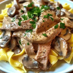 - 1 lb beef sirloin, cut into thin strips - 2 tablespoons olive oil - 1 medium onion, finely chopped - 2 cloves garlic, minced - 8 oz mushrooms, sliced (cremini and button) - 1 tablespoon soy sauce - 1 tablespoon Dijon mustard - 1 cup beef broth - 1 cup sour cream - 2 tablespoons all-purpose flour - Salt and pepper to taste - Fresh parsley, chopped (for garnish) - Cooked egg noodles or rice for serving Gather these ingredients before you start cooking. Each one plays a key role in creating that rich, creamy taste of beef stroganoff. The beef sirloin gives it a tender bite. Olive oil helps brown the beef, adding flavor. The onion and garlic bring a savory aroma. Mushrooms add earthiness and depth. Don’t skip the soy sauce and Dijon mustard; they add a nice touch of umami. The beef broth gives the sauce a hearty base, while sour cream makes it creamy and rich. Flour thickens the sauce, giving it that perfect creamy texture. For serving, egg noodles or rice are great options. They soak up the sauce well. Fresh parsley adds a pop of color and freshness. Keep your seasonings simple with salt and pepper to let the other flavors shine. - Step 1: Heat 2 tablespoons of olive oil in a large skillet over medium-high heat. Add 1 pound of beef sirloin cut into thin strips. Cook the beef until browned, about 3-4 minutes. - Step 2: Remove the beef from the skillet. Season with salt and pepper. Set the beef aside while you prepare the sauce. - Step 3: In the same skillet, add 1 medium onion, finely chopped, and 2 cloves of minced garlic. Sauté until fragrant, about 2-3 minutes. The onion should be soft and translucent. - Step 4: Add 8 ounces of sliced mushrooms. Cook for 5-7 minutes, stirring occasionally. The mushrooms should release their moisture and become tender. - Step 5: Stir in 1 tablespoon of soy sauce and 1 tablespoon of Dijon mustard. Mix well to coat the mushrooms. - Step 6: Sprinkle 2 tablespoons of all-purpose flour over the mixture. Stir for about a minute to cook the flour slightly. - Step 7: Gradually add 1 cup of beef broth, stirring constantly. Bring the mixture to a gentle simmer. This will help the sauce thicken nicely. - Step 8: Lower the heat and stir in 1 cup of sour cream. Mix until smooth. Return the cooked beef to the skillet and heat through, but do not let it boil. - Step 9: Taste the sauce and adjust the seasoning with more salt and pepper if needed. - Use fresh ingredients for better taste. Fresh beef and mushrooms make a big difference. - Don’t rush the sautéing process for caramelization. Slow cooking brings out deep flavors. - Serve over egg noodles or rice for visual appeal. This adds texture and color to your dish. - Garnish with freshly chopped parsley and cracked black pepper. This adds a pop of color and flavor. - Allow sauce to simmer without boiling after adding sour cream. This keeps the sauce creamy and rich. - Use a mix of beef cuts for depth of flavor if desired. Combining cuts can enhance taste and texture. {{image_2}} You can easily swap beef sirloin for chicken. This gives a lighter taste. If you want a vegetarian dish, use mushrooms instead of meat. For a healthier option, try using Greek yogurt in place of sour cream. This adds creaminess but cuts calories. Add a splash of white wine to your sauce for a nice touch. It brings a bit of acidity that brightens the flavors. Fresh herbs like thyme or tarragon can also enhance your dish. These herbs add depth and a fresh feel to the sauce. Get creative by serving your beef stroganoff in puff pastry shells. This turns it into a fun pot pie. You can also pair it with a side salad or steamed veggies. This adds freshness and balance to your meal. Enjoy the mix of flavors and textures! Store any leftovers in an airtight container. Keep them in the fridge for up to 3 days. This helps maintain freshness and flavor. Make sure to let the dish cool before sealing. You can freeze portions of beef stroganoff for up to 3 months. This is great for meal prep. Just place the dish in freezer-safe containers. Remember to thaw it in the refrigerator before reheating. To reheat, do it gently on the stove or in the microwave. If the stroganoff seems too thick, add a splash of broth. This will keep it creamy and tasty. Stir while reheating to ensure even warmth. The best cuts include beef sirloin, tenderloin, or flank steak for tenderness. I love using sirloin because it is juicy and flavorful. Tender cuts will melt in your mouth when cooked right. Flank steak is also a great choice but needs careful cooking to stay tender. Yes, you can prepare Beef Stroganoff in advance. Store it in the fridge and reheat it later. The flavors deepen over time, making it even tastier. Just be sure to heat it gently to keep the beef tender and the sauce creamy. It’s not gluten-free unless you substitute flour and use a gluten-free broth. You can use cornstarch or a gluten-free flour blend instead of regular flour. Always check your broth and soy sauce for gluten content. Add crushed red pepper or use spicy mustard to enhance the heat. You can also add a dash of hot sauce for a kick. Adjust the spice to your liking for a delicious twist on the classic dish. This blog post covered how to make delicious Beef Stroganoff from start to finish. We explored the main ingredients, step-by-step instructions, and helpful tips to enhance flavor. I shared some easy variations to suit your taste and gave storage advice for leftovers. In the end, cooking can be simple and fun. With these guidelines, you will create a meal that impresses everyone at your table. Enjoy cooking and savoring every bite!