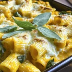 Let’s dive into the tasty ingredients for Pumpkin Sage Pasta Bake. This dish is full of flavor and comfort. Each item plays a key role in making it special. - 12 oz penne pasta - 1 cup pumpkin puree (canned or homemade) - 1 cup ricotta cheese - 1/2 cup grated Parmesan cheese - 1 1/2 cups shredded mozzarella cheese - 2 cups fresh spinach, chopped - 2 tablespoons fresh sage, finely chopped (or 1 tablespoon dried sage) - 2 cloves garlic, minced - 1/2 teaspoon nutmeg - Salt and pepper to taste - 2 tablespoons olive oil - 1/4 cup vegetable broth (or more for a creamier consistency) Each ingredient adds its own charm. The penne pasta gives a nice bite. Pumpkin puree brings in sweetness and creaminess. Ricotta and mozzarella add richness, while Parmesan offers a salty edge. Fresh spinach gives a pop of color and nutrients. Sage and garlic infuse the dish with warmth and depth. Nutmeg adds a hint of spice. Olive oil helps sauté the garlic and spinach, making it fragrant. Finally, vegetable broth ensures everything blends well. Using these ingredients, you can create a cozy meal that feels like a hug on a plate. First, I preheat the oven to 350°F (175°C). This helps the dish cook evenly. Next, I grease a 9x13-inch baking dish with a bit of oil or cooking spray. This step keeps the pasta from sticking. While the oven heats, I cook the penne pasta. I boil a large pot of water. Once it’s boiling, I add the penne and cook it until al dente. This usually takes about 10-12 minutes. I drain the pasta and set it aside while I work on the filling. In a large skillet, I heat two tablespoons of olive oil over medium heat. I add two cloves of minced garlic and sauté for about one minute. The smell is amazing! Then, I stir in two cups of chopped fresh spinach and two tablespoons of finely chopped sage. I cook this until the spinach wilts, which takes about three to four minutes. In a large mixing bowl, I combine one cup of pumpkin puree, one cup of ricotta cheese, and half a cup of grated Parmesan cheese. I also add half a teaspoon of nutmeg, along with salt and pepper to taste. I mix this well until it's smooth and creamy. Now, I add the cooked pasta and the spinach mixture to the pumpkin mixture. I pour in a quarter cup of vegetable broth to help everything blend nicely. Then, I stir until all the pasta is coated evenly. Next, I transfer the pasta mixture into the greased baking dish. I spread it out evenly. Now comes the best part: I top it with one and a half cups of shredded mozzarella cheese. The more cheese, the better! I cover the dish with aluminum foil and bake it in the preheated oven for 25 minutes. After that, I remove the foil and bake it for an additional 10-15 minutes. I watch for the cheese to bubble and turn golden brown. Once it's done, I take it out and let it cool for a few minutes. This helps the flavors settle. Now, it’s ready to serve! Cooking your pasta al dente is key. This means it should be firm but not hard. It helps the pasta hold its shape when baked. Overcooking makes the pasta mushy. So, follow the package instructions closely. Adjusting the sauce's consistency is simple. Use vegetable broth to make it creamier. If the mixture feels too thick, add more broth. This helps the flavors blend well. You want a smooth and rich filling that coats every piece of pasta. Presentation can elevate your dish. Serve in squares directly from the baking dish. Garnish with fresh sage leaves for a pop of color. A sprinkle of Parmesan cheese adds a nice touch, too. Pair your bake with a side salad. A crisp salad balances the creamy pasta. You can also serve it with garlic bread for a fun twist. Enjoy this cozy dish with friends and family! {{image_2}} You can switch up the pasta type to suit your taste. I love using penne for its shape, but you can use: - Fusilli - Rigatoni - Bowtie pasta These shapes hold the sauce well. If you're looking for a vegan option, you can replace the cheese and broth. Use: - Cashew cream instead of ricotta - Nutritional yeast for Parmesan - Vegetable broth for a creamy result These swaps keep the flavors rich without dairy. Adding seasonal veggies makes this dish even better. I often roast: - Butternut squash - Brussels sprouts - Zucchini You can add cooked chicken or sausage for extra protein. Fresh herbs can also change the flavor. If sage is hard to find, try: - Thyme - Oregano - Basil These options keep the dish fresh and exciting. To keep your Pumpkin Sage Pasta Bake fresh, store leftovers in an airtight container. Place it in the fridge. It will stay good for up to four days. If you want to save it for longer, freezing is a great option. Cut the pasta bake into portions and wrap them tightly in plastic wrap. Then, place them in a freezer-safe bag. This way, it can last for up to three months. When it’s time to enjoy leftovers, you have two good options: using the microwave or the oven. The oven gives the best texture. Preheat it to 350°F (175°C). Place the pasta bake in a baking dish and cover it with foil. Heat for about 20 minutes or until warm. The microwave is quicker. Just put a portion on a plate and heat in 30-second intervals. Check often to avoid overheating. Before you eat, always check for freshness. Look for any odd smells or changes in texture. If it seems off, it’s best to toss it. Enjoy your cozy dish safely! Pumpkin Sage Pasta Bake can last about 3 to 5 days in the fridge. To store it, let it cool and transfer it to an airtight container. This keeps the dish fresh and safe. Always check for any off smells or signs of spoilage before eating. Yes, you can prepare this dish ahead of time! To do this, follow the recipe up to the point of baking. Cover the baking dish tightly with foil or plastic wrap and store it in the fridge. When you're ready to bake, preheat your oven and add a few extra minutes to the bake time, as it will be cold. Yes! You can easily make this recipe gluten-free by using gluten-free penne pasta. Many brands offer great options that cook well. Also, check the labels on your cheese and broth to ensure they are gluten-free. This way, you can enjoy this dish without any worries! This pumpkin sage pasta bake blends rich flavors and healthy ingredients. We discussed the best components, from perfect pasta to savory seasonings. You learned how to prepare, assemble, and bake this dish step-by-step. I shared tips for better texture and presentation, plus tasty variations for every season. Remember proper storage for freshness and reheating. Enjoy making and sharing this delightful meal with loved ones. It's sure to impress!