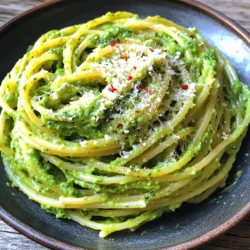 To make the Minute Creamy Avocado Spinach Pasta, you need: - 8 oz (225g) pasta of your choice - 2 ripe avocados, peeled and pitted - 2 cups fresh spinach leaves - 1 clove garlic, minced - 1 tablespoon olive oil - 2 tablespoons lemon juice - 1/4 cup vegetable broth - Salt and pepper to taste - Red pepper flakes (optional) - Grated Parmesan cheese or nutritional yeast You can add a few things for extra flavor: - Cherry tomatoes, halved - Cooked chicken or shrimp - Fresh herbs like basil or parsley - A squeeze of lime for a zesty twist You can use any pasta you like. Here are some great options: - Spaghetti for a classic feel - Fettuccine for a thicker bite - Penne for easy mixing Choose what you enjoy the most! First, boil a large pot of salted water. Add 8 oz of pasta. Cook it according to the package instructions until it is al dente. This usually takes about 8 to 10 minutes. Once done, reserve about 1/2 cup of pasta water before draining. Then, drain the pasta and set it aside. Next, grab a blender or food processor. Add the two ripe avocados, two cups of fresh spinach, one minced garlic clove, one tablespoon of olive oil, two tablespoons of lemon juice, and 1/4 cup of vegetable broth. Blend this mixture until it turns smooth and creamy. If you want a creamier sauce, add some of the reserved pasta water. Blend again until well mixed. Now, return the drained pasta to the pot. Pour the creamy avocado sauce over the pasta. Toss it gently to coat the pasta evenly. If the sauce is too thick, add more pasta water to reach your desired creaminess. Finally, season with salt, pepper, and red pepper flakes to taste. Mix well to combine all flavors. Serve it hot and enjoy! To get a creamy sauce, use ripe avocados. They blend smoothly and create a rich texture. Add vegetable broth to help with creaminess. Adjust the amount based on your taste. If the sauce is thick, add reserved pasta water. This will help thin it out, making it silkier. Blend until smooth. A high-speed blender works best for this. I love to top my pasta with grated Parmesan cheese or nutritional yeast. Both add a nice flavor. You can also sprinkle red pepper flakes for a spicy kick. Chopped fresh herbs like basil or parsley can add freshness. For a crunch, add some toasted pine nuts or walnuts. These toppings make the dish more enjoyable and exciting. Keep it quick by using one pot for cooking. Cook the pasta and make the sauce in the same pot. While the pasta cooks, blend the sauce. You can prep the sauce in advance, too. Store it in the fridge for up to a day. Just reheat it slightly before mixing with the pasta. This saves time on busy weeknights! {{image_2}} You can add proteins for extra nutrition. Chicken works well. Cook it in a pan, then slice it. Toss the chicken with the pasta and sauce. For a plant-based option, use tofu. Press it to remove water, then cube it. Sauté the tofu until golden. Add it to your pasta for a hearty meal. If you want a vegan dish, skip the cheese. Use nutritional yeast instead. It adds a cheesy flavor without dairy. You can also use plant-based broth. This keeps the dish creamy and flavorful. If you miss the creaminess, add more avocado or a splash of coconut milk. You can boost nutrition by adding more veggies. Try cherry tomatoes, peas, or bell peppers. Sauté them in olive oil before mixing with the pasta. You can also add kale or zucchini for extra greens. This makes the dish colorful and tasty. Plus, it helps you reach your daily veggie goals! To store your creamy avocado spinach pasta, first let it cool. Then, place it in an airtight container. You can keep it in the fridge for up to three days. Make sure to label the container with the date. This helps you remember when you made it. When reheating, use a pan over low heat. Add a splash of vegetable broth or reserved pasta water. This helps keep the sauce creamy. Stir gently as you heat it up. Avoid using high heat to prevent the sauce from breaking down. Freezing this pasta dish is not ideal due to the avocado. Avocado can turn brown and change texture. If you still want to freeze it, store the sauce and pasta separately. Use a freezer-safe container. It can last for about a month. When thawing, let it sit in the fridge overnight. Reheat on low heat with a bit of liquid. Yes, you can use frozen spinach. It is a great option when fresh spinach is not available. Just thaw it first and squeeze out any extra water. This helps keep your sauce from getting too watery. Frozen spinach also saves time, making your cooking faster. To make this recipe gluten-free, choose gluten-free pasta. Many brands offer good options like rice or quinoa pasta. Cook it just like regular pasta. The creamy avocado sauce stays the same. It will still taste amazing and be safe for those with gluten intolerance. You can try many sauces for pasta. Here are some ideas: - Alfredo Sauce: Creamy and rich, it pairs well with many pastas. - Pesto: Made from basil, nuts, and cheese, this sauce adds a fresh taste. - Marinara Sauce: A classic tomato-based sauce that is always a hit. - Olive Oil and Garlic: A simple mix that is light and flavorful. Feel free to switch things up! Cooking is all about exploring new flavors. We covered how to make a delicious pasta dish. You learned about the key ingredients, step-by-step cooking, and tips for great flavor. Remember to try different proteins and veggies to mix things up. For storage, keep leftovers tasty by following the tips shared. Enjoy this meal fresh or reheated later. You now have all the tools to create a dish your friends and family will love. Happy cooking!