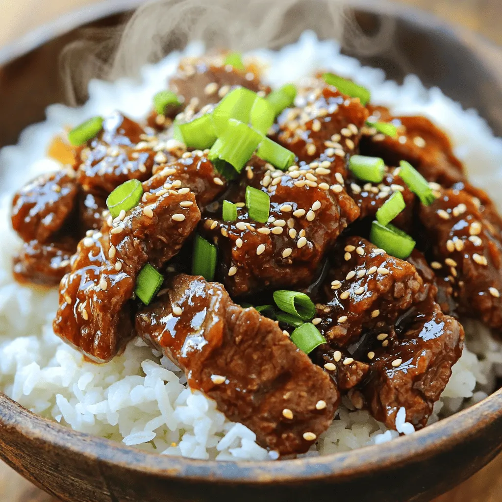 - 2 lbs beef chuck roast, cut into 1-inch cubes - 1/2 cup soy sauce - 1/4 cup brown sugar - 2 tablespoons sesame oil - 1 tablespoon gochujang (Korean chili paste) - 4 cloves garlic, minced - 1 tablespoon fresh ginger, minced - 1 medium onion, sliced - 1 cup beef broth - 2 green onions, chopped (for garnish) - Sesame seeds (for garnish) Gather these ingredients to start your cooking adventure. The beef chuck roast is perfect for slow cooking. It becomes tender and flavorful over time. Soy sauce adds depth, while brown sugar gives a sweet touch. Sesame oil enhances the dish with a nutty flavor. Gochujang adds heat and a unique taste. For extra flavor, don't skip the garlic and ginger. They brighten the dish and add layers of taste. The onion adds sweetness and texture. Beef broth keeps the meat moist and rich. Finally, green onions and sesame seeds make lovely garnishes. They add color and crunch, making your dish look great. This mix of ingredients creates a dish that is sweet, spicy, and utterly delicious! Start by whisking together these ingredients in a bowl: - 1/2 cup soy sauce - 1/4 cup brown sugar - 2 tablespoons sesame oil - 1 tablespoon gochujang - 4 cloves garlic, minced - 1 tablespoon fresh ginger, minced Mix them until they blend well. This sauce brings sweet and spicy notes to your dish. If you want extra flavor, sear the cubed beef in a skillet. - Use medium-high heat for about 3-4 minutes. - Brown all sides of the beef until golden. This step is optional but adds a nice depth to the flavor. Now, place the beef in the slow cooker. - Add the sliced onion on top. - Pour the sauce mixture over the beef. - Add 1 cup of beef broth. Make sure the beef is mostly submerged in the broth. This ensures it cooks evenly. Cover the slow cooker with its lid. - Cook on low for 6-8 hours or on high for 3-4 hours. The beef should become tender and soak up all the flavors. Check it occasionally to enjoy the aroma. Once it’s done, stir the beef to coat it in the sauce. - Serve it over rice or noodles. - Garnish with chopped green onions and sesame seeds. This adds a pop of color and crunch to the dish. Enjoy your Sweet & Spicy Korean Beef! Marinating the beef is key. It helps the meat soak up all the tasty sauce. I recommend marinating for at least one hour. If you're in a hurry, you can skip browning the meat. Just add the cubed beef directly to the slow cooker. The flavors will still develop nicely during cooking. Cooking times can change based on your slow cooker model. Most cook on low for 6-8 hours or high for 3-4 hours. If the beef is tender and pulls apart easily, it’s ready. Always check it before serving to make sure it’s cooked through. Serve this beef dish with steamed rice or noodles. They soak up the sauce well. You might also enjoy it with kimchi for a spicy kick. If you have leftovers, think about making beef tacos or a hearty beef soup. The options are endless! {{image_2}} You can change the beef cut for different flavors. Try brisket or flank steak for a twist. Both cuts work well and add unique textures. If you're looking for a vegetarian option, tofu or jackfruit are great choices. Tofu absorbs flavors well, while jackfruit mimics beef’s texture. Just replace the beef with an equal amount of these substitutes. Your dish will still taste delicious! Want more heat? Add extra gochujang to your sauce. Start with a small amount and taste as you go. If it's too spicy, mix in some sugar or soy sauce to balance it out. You can also add different spices or chilies. Red pepper flakes or fresh chilies give a nice kick. Adjust according to your taste preference and enjoy the heat! For a fresh twist, serve the beef in lettuce wraps. It makes a fun, healthy meal. Just scoop the beef into a leaf of lettuce, add some veggies, and roll it up. Another idea is to transform the dish into a spicy beef stir-fry. Just take the cooked beef and stir-fry it with your favorite vegetables. This gives you a new texture and flavor experience! To store Sweet & Spicy Korean Beef, let it cool first. Use airtight containers for storage. This helps keep the flavors fresh. Keep it in the fridge for up to three days. Make sure to label the container with the date. You can freeze leftovers for later. Use freezer-safe containers or bags. Remove as much air as possible to prevent freezer burn. Properly stored, it can last for up to three months. When ready to eat, thaw it in the fridge overnight. Reheat the beef in the microwave or stovetop. For the microwave, place it in a bowl with a splash of beef broth. Heat in 30-second intervals until warm. On the stovetop, use a pan over low heat. Stir it often and add a bit of water if needed. This keeps the beef moist and tasty. Yes, you can use other types of beef. Cuts like brisket or flank steak work well. They both have great flavor and tenderness. Just remember to cut them into 1-inch pieces. This helps them cook evenly in the slow cooker. To reduce the spice, use less gochujang. You can start with one teaspoon and taste as you go. Adding more brown sugar can also help balance the heat. Mixing in some coconut milk makes it creamy and milder. This dish pairs well with steamed rice or noodles. You can also serve it with kimchi or pickled vegetables. A fresh salad with crunchy greens adds a nice touch too. You can keep leftovers in the fridge for up to four days. Make sure to store them in an airtight container. If you want to save it longer, freeze it for up to three months. Just thaw it in the fridge before reheating. This recipe for Sweet & Spicy Korean Beef combines simple ingredients for a flavorful dish. Remember to marinate the beef for the best taste. Cooking it slowly makes the meat tender and delicious. You can adjust the spice level to your liking or try vegetarian options like tofu. Whether you serve it over rice or in wraps, this meal impresses every time. Enjoy exploring your own variations, and don’t forget to savor those leftovers!