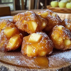 - 2 cups all-purpose flour - 1 tablespoon baking powder - 1/2 teaspoon salt - 1/2 teaspoon ground cinnamon - 1/4 teaspoon nutmeg - 1/4 cup granulated sugar - 2 large eggs - 1 cup buttermilk - 1 teaspoon vanilla extract - 2 medium apples, peeled and diced (preferably Granny Smith) - Oil for frying - For the Maple Glaze: - 1 cup powdered sugar - 2 tablespoons maple syrup - 1 tablespoon milk (or more for desired consistency) Gather these ingredients to make a delicious batch of fritters. The apples add a sweet crunch, while the spices bring warmth. The buttermilk gives your fritters a soft texture. Using Granny Smith apples provides a tart flavor that balances the sweetness. For the glaze, you will need powdered sugar, maple syrup, and milk. This mix creates a smooth, sweet topping. Adjust the milk to control the glaze's thickness. When you combine these ingredients, you set the stage for an incredible treat that is sure to impress. - Combine 2 cups of all-purpose flour, 1 tablespoon of baking powder, 1/2 teaspoon of salt, 1/2 teaspoon of ground cinnamon, 1/4 teaspoon of nutmeg, and 1/4 cup of granulated sugar in a mixing bowl. - Whisk these ingredients until they are evenly mixed. This step gives your fritters a good base. - In another bowl, whisk together 2 large eggs, 1 cup of buttermilk, and 1 teaspoon of vanilla extract. - Make sure everything blends well; this adds moisture and flavor. - Gradually add the wet mixture to the dry ingredients. Stir gently until just combined. - Fold in 2 medium apples, peeled and diced. I prefer Granny Smith for their tartness. - Be careful not to overmix. A few lumps are okay; this keeps the fritters light. - Heat oil in a deep fryer or heavy skillet to 350°F (175°C). You want enough oil for the fritters to float. - Using a spoon or cookie scoop, drop the batter into the hot oil. Fry a few fritters at a time for about 3-4 minutes on each side. - Look for a golden brown color. This means they are done! - In a separate bowl, whisk together 1 cup of powdered sugar, 2 tablespoons of maple syrup, and 1 tablespoon of milk. - Adjust the glaze thickness by adding more milk if needed. A smooth glaze coats well. - Drizzle or dip each warm fritter in the maple glaze before serving. This makes them even more tasty! Getting the oil temperature right is key for perfect fritters. Heat the oil to 350°F (175°C). If it's too hot, your fritters burn. Too cold, and they soak up oil. Your batter needs the right thickness. It should be thick enough to hold the apple pieces but not so thick that it becomes a dough. To achieve this, mix until just combined. Soggy fritters can ruin your treat. Make sure to drain them on a paper towel after frying. This step removes excess oil and keeps them crispy. Presentation matters when serving fritters. Serve them warm on a rustic wooden platter. Dust with extra powdered sugar and drizzle with maple syrup. Add sliced apples or a sprig of mint for a pop of color. Pair your fritters with coffee or tea. They enhance the sweetness of the fritters and make for a delightful snack. Overmixing the batter is a common mistake. It can make your fritters tough. Mix just until everything is combined, then fold in the apples gently. Frying at the wrong temperature can lead to issues. Use a thermometer to keep the oil at 350°F (175°C). This ensures even cooking and that golden brown color we all love. {{image_2}} You can change up the taste of your fritters in fun ways. Try adding spices like nutmeg or cardamom. A splash of vanilla or almond extract can also enhance their flavor. Each spice brings its own unique taste that pairs well with the apples. You can also play with different apple types. While Granny Smith apples work great, you can use sweeter apples like Fuji or Honeycrisp. Each apple brings its own level of sweetness and texture. If you want a healthier fritter, consider using whole wheat flour instead of all-purpose flour. Whole wheat adds fiber and nutrients to your treat. You can also lower the sugar content. Reducing sugar by a third still keeps the fritters tasty. Another option is to add unsweetened applesauce. This will keep the fritters moist and add natural sweetness without the extra sugar. While the maple glaze is a classic choice, you can get creative with toppings. Try a rich chocolate glaze instead. Melted chocolate adds a deep flavor that many enjoy. For a sweeter twist, drizzle caramel or honey over your fritters. Both add a sticky sweetness that pairs well with the cinnamon and apples. You can even mix the maple glaze with a bit of caramel for a unique flavor. To store leftover fritters, place them in an airtight container. This keeps them fresh. You can put a paper towel at the bottom to absorb moisture. Store them in the fridge for up to three days. For best results, eat them within two days. To keep fritters crispy, do not stack them. Instead, lay them flat. If you need to stack, place parchment paper between layers. This method helps keep them crunchy. To reheat fritters, use an air fryer or oven. An air fryer gives a nice crisp. Preheat it to 350°F (175°C). Heat the fritters for about 3–5 minutes. This method keeps them from becoming soggy. If using an oven, preheat to the same temperature. Place fritters on a baking sheet. Heat for about 5–7 minutes. This will give them a nice warm texture. You can freeze fritters before or after frying. To freeze them before frying, scoop the batter onto a baking sheet. Freeze until firm, then transfer to a freezer bag. This method saves space. If you prefer to freeze cooked fritters, let them cool. Wrap each fritter in plastic wrap, then place in a freezer bag. This helps prevent freezer burn. To thaw fritters, take them out of the freezer. Leave them in the fridge overnight. If you're in a hurry, use the microwave on low power. After thawing, reheat as mentioned above for the best texture. To make apple fritters from scratch, follow these steps: 1. Combine dry ingredients in a bowl. 2. Mix eggs, buttermilk, and vanilla in another bowl. 3. Stir the wet mix into the dry mix until just combined. 4. Fold in diced apples gently. 5. Heat oil to 350°F (175°C). 6. Drop batter into the oil and fry until golden. This method creates a thick batter that holds the apples well. Yes, you can use other fruits for fritters. Some great options include: - Pears - Peaches - Berries These fruits add unique flavors and textures. Adjust the spices to match the fruit you choose. The best apples for fritters are: - Granny Smith: These are tart and hold their shape well. - Honeycrisp: They add a sweet crunch. - Fuji: They are sweet and juicy. Choosing the right apple enhances the taste and texture of your fritters. You can bake apple fritters, but they will differ in texture. Baking is healthier but can yield a drier fritter. Frying gives a crispy outside and a soft inside. If you bake, preheat the oven to 375°F (190°C) and place fritters on a baking sheet lined with parchment paper. Bake for about 15-20 minutes, or until golden brown. Making maple glazed apple fritters is fun and tasty. You now know the key ingredients, the step-by-step process, and helpful tips for perfecting your fritters. Avoid common mistakes and explore variations to suit your taste. I hope you feel ready to enjoy these sweet treats anytime. Share them with family or friends, or keep them for yourself! Happy cooking!