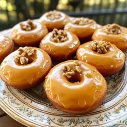 - 1 cup pure pumpkin puree - 1/2 cup granulated sugar - 1/4 cup brown sugar - 2 large eggs - 1/4 cup vegetable oil - 1/2 cup buttermilk - 1 teaspoon vanilla extract - 2 cups all-purpose flour - 1 teaspoon baking powder - 1 teaspoon baking soda - 1 teaspoon ground cinnamon - 1/2 teaspoon ground ginger - 1/4 teaspoon ground nutmeg - 1/2 teaspoon salt - 1 cup powdered sugar - 2 tablespoons maple syrup - 1 tablespoon milk (or buttermilk) - Pinch of salt - Chopped pecans - Crushed walnuts - Extra maple glaze drizzle First, preheat your oven to 350°F (175°C). This step is key for perfect donuts. Next, lightly grease your donut pan with cooking spray or oil. This helps the donuts come out easily after baking. In a large bowl, combine the pumpkin puree, granulated sugar, brown sugar, eggs, vegetable oil, buttermilk, and vanilla extract. Whisk them together until smooth. This mixture brings the flavor and moisture to your donuts. In another bowl, sift together the all-purpose flour, baking powder, baking soda, cinnamon, ginger, nutmeg, and salt. Sifting helps to mix these ingredients well and adds air. This gives your donuts a light texture. Take your wet mixture and gently add it to the dry ingredients. Stir until just combined. Be careful not to overmix; this keeps your donuts soft. Using a piping bag or spoon, fill each donut cavity about two-thirds full with the batter. Bake the donuts in your preheated oven for 12-15 minutes. To check if they are done, insert a toothpick into the center. If it comes out clean, they are ready. Let the donuts cool in the pan for 5 minutes. After that, transfer them to a wire rack to cool completely. While your donuts cool, make the maple glaze. In a small bowl, whisk together the powdered sugar, maple syrup, milk, and a pinch of salt. Mix until you have a smooth and creamy glaze. If it’s too thick, add a bit more milk. Once the donuts are cool, dip the tops into the glaze. Let any excess glaze drip off, then place them back on the rack to set. To get that soft and fluffy texture, use fresh pumpkin puree. Canned pumpkin works too, but it can be watery. Make sure to mix your wet ingredients well. This helps create a smooth batter. When adding dry ingredients, mix gently. Overmixing can make your donuts tough. You want a light and airy batter for the best results. Start by whisking the wet ingredients together. This includes pumpkin puree, sugars, eggs, oil, buttermilk, and vanilla. Mix until smooth and creamy. In a separate bowl, sift the dry ingredients. Sifting helps break up clumps and adds air. When combining the two, fold the dry ingredients into the wet. Be careful! Just mix until you can’t see any flour. To keep your donuts fresh, store them in an airtight container. They will stay good for about three days. If you want to keep them longer, try freezing them. Wrap each donut in plastic wrap and place them in a freezer bag. When you're ready to enjoy, thaw them at room temperature. For a warm treat, pop them in the microwave for a few seconds. This keeps the glaze nice and soft! {{image_2}} You can enhance the flavor of your donuts by adding spices. Try using cloves or allspice for a warm taste. Just a pinch will do. If you like heat, add a bit of cayenne pepper. This will add a surprise kick. Experimenting with different spices makes each batch unique. While the maple glaze is delightful, you can try other glazes too. A chocolate glaze pairs well with the pumpkin flavor. Mix powdered sugar with cocoa powder and milk for a rich taste. You can also make a vanilla glaze. Just whisk powdered sugar with vanilla extract and milk. These glazes let you change up the flavor while keeping it fun. You can easily adapt this recipe for different diets. To make it gluten-free, swap all-purpose flour with a gluten-free blend. Make sure your baking powder is gluten-free too. For a vegan version, replace eggs with flax eggs. Mix one tablespoon of ground flaxseed with three tablespoons of water and let it sit. Use almond or oat milk instead of buttermilk for a dairy-free option. Both versions taste great and keep the joy of pumpkin donuts alive! To keep your donuts fresh, store them in an airtight container. This helps keep them moist. Place a paper towel at the bottom of the container. This towel absorbs any extra moisture. You can store your donuts at room temperature for up to two days. If you want them to last longer, refrigerate them. Just remember, refrigeration can dry them out a bit. Freezing donuts is a great way to save some for later. First, let the donuts cool completely. Once cooled, wrap each donut in plastic wrap. This helps prevent freezer burn. Then, place the wrapped donuts in a freezer-safe bag or container. Donuts can stay fresh in the freezer for up to three months. When you want to enjoy them, just thaw them in the fridge overnight. To enjoy your donuts warm, reheating is key. You can use the microwave or the oven. For the microwave, heat a donut for about 10-15 seconds. This warms them up without making them tough. If you prefer the oven, preheat it to 350°F (175°C). Place the donuts on a baking sheet and warm them for about 5-7 minutes. This method keeps them soft and delicious. Enjoy your bakery-style maple glazed pumpkin donuts any time! Yes, you can use canned pumpkin puree. It saves time and gives great flavor. Just make sure to use pure pumpkin, not pumpkin pie filling. Canned pumpkin is convenient and works well in this recipe. You can use regular milk with a splash of vinegar or lemon juice. Just let it sit for about five minutes. This will mimic the tangy flavor of buttermilk. You can also use yogurt or sour cream mixed with water in a pinch. The donuts are done when a toothpick inserted in the center comes out clean. They should be lightly golden and spring back when touched. If the toothpick has wet batter, they need more time. Absolutely! You can make the donuts a day before serving. Just store them in an airtight container at room temperature. Glaze them right before serving for the best taste and look. To keep the glaze intact, let the donuts cool completely before dipping. Place them on a wire rack after glazing. Avoid stacking them until the glaze sets. This way, you’ll maintain that pretty glaze without any smudges. You learned how to make pumpkin donuts with a tasty maple glaze. We covered key ingredients, detailed steps, and helpful tips for the best results. You explored fun variations and smart storage tricks too. Now, it's your turn to make these treats at home. Enjoy the warm, delicious donuts with family and friends. Don't be afraid to get creative with flavors and toppings. Your baking adventure starts now!