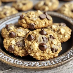 To make these cookies, you need some key ingredients. Here’s what you will use: - 1 cup canned pumpkin puree - 1/2 cup brown sugar - 1/4 cup granulated sugar - 1/2 cup unsalted butter, softened - 1 large egg - 1 teaspoon vanilla extract - 1 1/2 cups rolled oats - 1 cup all-purpose flour - 1 teaspoon baking soda - 1 teaspoon ground cinnamon - 1/2 teaspoon nutmeg - 1/4 teaspoon salt - 1 cup semi-sweet chocolate chips These ingredients create a warm, rich flavor. The pumpkin gives moisture, while the oats add texture. To take your cookies to the next level, consider adding these optional ingredients: - 1/2 cup walnuts, chopped Adding walnuts brings a nice crunch and nutty flavor. If you like nuts, they are a great choice. If you need to swap some ingredients, here are some ideas: - Use coconut oil for butter if you're dairy-free. - Substitute maple syrup for brown sugar for a different sweetness. - For a gluten-free option, use almond flour in place of all-purpose flour. These substitutions can help you make the cookies fit your needs. Don’t be afraid to experiment! To make these cookies, start by preheating your oven to 350°F (175°C). Line a baking sheet with parchment paper. This step helps the cookies not stick. In a large bowl, cream together the softened butter, brown sugar, and granulated sugar. Mix until it looks light and fluffy. Next, add the canned pumpkin puree, egg, and vanilla extract. Stir until everything is well mixed. In another bowl, combine the rolled oats, all-purpose flour, baking soda, cinnamon, nutmeg, and salt. Mix these dry ingredients well. Gradually add the dry mix to the pumpkin mix. Stir gently until just combined. Do not over-mix. This keeps the cookies soft. Now, fold in the chocolate chips and optional walnuts. Use a cookie scoop or tablespoon to drop dollops of dough onto the prepared baking sheet. Leave space between each cookie. They will spread while baking. Bake for 10-12 minutes. The edges should be golden, and the centers should feel set. Once baked, remove them from the oven. Let the cookies cool on the baking sheet for about 5 minutes. Then, move them to a wire rack to cool completely. Using room temperature butter makes creaming easier and helps the cookies rise. Always measure your ingredients correctly. Too much flour can make cookies dry. For a soft cookie, don’t over-mix the dough. This keeps air in and gives the cookies a nice texture. Baking soda helps the cookies rise and become fluffy. Watch the time! Every oven heats differently. Check your cookies a minute or two early. You want them just baked, not overdone. One mistake is using cold butter. It should be soft for the best results. Another is not measuring flour correctly. Use a spoon to scoop and level off the flour. Don’t pack it down. Avoid over-mixing your dough. This makes cookies tough. Also, don’t skip the cooling step. Letting cookies cool helps them firm up nicely. Lastly, make sure you leave enough space between the dough balls on the baking sheet. This will let them spread without sticking together. To get the best texture for your cookies, use softened butter. Cream it well with the sugars. This helps add air and makes the cookies light. Mix the wet and dry ingredients gently. Over-mixing can make them tough. The oats give a chewy texture, so use rolled oats, not instant. Bake until the edges are golden but the center looks soft. This keeps them chewy. Once your cookies cool, store them in an airtight container. They stay fresh for about a week. You can also freeze them. To freeze, place the cookies in a single layer on a baking sheet. Once frozen, transfer them to a freezer bag. They can last up to three months. When you're ready to eat, let them thaw at room temperature. These cookies shine when served warm. Pair them with a glass of milk or your favorite coffee. For a fun twist, top them with a scoop of vanilla ice cream. You can also sprinkle some extra chocolate chips on top for a fancy touch. Arrange them on a decorative plate for a nice presentation. Dust them with powdered sugar for added charm. {{image_2}} You can make pumpkin oatmeal cookies without chocolate chips. Just skip the chocolate. The cookies will still taste great with pumpkin and spices. The chewy oats mix well with the pumpkin flavor. You can add more warm spices like cinnamon or nutmeg for extra flavor. These cookies are perfect for those who want a less sweet treat. If you need a gluten-free option, you can change a few ingredients. Use gluten-free all-purpose flour instead of regular flour. Make sure it has a good mix of starches and flours. Check that your oats are certified gluten-free too. This way, you can enjoy the same great taste without gluten. These cookies will still turn out soft and chewy. You can add more flavor to your cookies by mixing in spices and nuts. Try adding a pinch of ginger or cloves for a tasty twist. You can also fold in chopped nuts like pecans or almonds. They add a nice crunch and go well with the oatmeal. Another fun idea is to mix in dried fruits like cranberries or raisins. This will give your cookies a fruity touch. After baking your pumpkin oatmeal chocolate chip cookies, let them cool completely. This step helps keep the cookies soft. Store them in an airtight container. A cookie jar works well too. Keep them at room temperature for the best taste. Avoid placing them in the fridge, as that can dry them out. When stored properly, these cookies last up to one week. If you want to keep them longer, freeze them. They can stay good in the freezer for up to three months. Just wrap them in plastic wrap and place them in a freezer bag. This helps prevent freezer burn. To enjoy your cookies warm again, use the oven or microwave. For the oven, preheat it to 350°F (175°C). Bake the cookies for about 5-7 minutes. If using the microwave, heat each cookie for about 10-15 seconds. This warms them up nicely without making them hard. Enjoy the soft, gooey goodness! Yes, you can use fresh pumpkin. Just cook and puree it first. Make sure it is smooth and not too watery. Canned pumpkin is often easier and saves time. These cookies can stay fresh for about one week. Keep them in an airtight container. They taste best when enjoyed within the first few days. Absolutely! You can freeze the cookie dough. Just scoop the dough onto a baking sheet and freeze until firm. Then, transfer the dough balls to a freezer bag. They last up to three months. You can use a flax egg as a substitute. Mix one tablespoon of ground flaxseed with three tablespoons of water. Let it sit for five minutes until it thickens. This works well in cookies. In this blog post, we explored how to make delicious pumpkin oatmeal chocolate chip cookies. From key ingredients to step-by-step baking tips, I provided handy advice to ensure your cookies turn out great. I also shared variations and storage methods to keep them fresh. Remember, a little creativity can enhance your baking. Dive into this recipe and enjoy every bite. Happy baking!