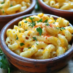 - 8 oz elbow macaroni - 1 cup cottage cheese (low-fat or full-fat) - 1 cup shredded sharp cheddar cheese - 1/2 cup grated Parmesan cheese - 1 tablespoon olive oil - 2 cloves garlic, minced - 1 teaspoon Dijon mustard - 1/2 teaspoon paprika - Salt and pepper to taste - 1/4 cup plain Greek yogurt - Fresh parsley or chives for garnish (optional) This dish is packed with protein. It helps build muscle and keeps you full. Here’s a quick look at the nutrition per serving: - Calories: 400 - Protein: 25g - Carbohydrates: 40g - Fat: 15g - Fiber: 3g You get a nice balance of carbs and protein. The cheese and yogurt add creaminess and flavor. The olive oil gives healthy fats. If you need swaps, I have you covered. Here are some easy ideas: - Use whole wheat pasta for more fiber. - Swap cottage cheese for ricotta if you want a different taste. - Try goat cheese instead of Parmesan for a tangy flavor. - Use almond milk instead of Greek yogurt for a dairy-free option. These swaps keep the dish tasty and fun. Enjoy mixing and matching to suit your taste! Start by boiling water in a large pot. Add salt to the water. It helps flavor the pasta. Next, add 8 oz of elbow macaroni. Cook it according to the package instructions until it's al dente. This means it should be firm to the bite. Once cooked, drain the macaroni in a colander and set it aside. In a medium saucepan, heat 1 tablespoon of olive oil over medium heat. When the oil is hot, add 2 cloves of minced garlic. Sauté the garlic for about one minute until it smells great. Lower the heat to low. Now, add 1 cup of cottage cheese. Stir it until it's warm and a bit smooth. Gradually mix in 1 cup of shredded sharp cheddar cheese and 1/2 cup of grated Parmesan cheese. Add 1 teaspoon of Dijon mustard and 1/2 teaspoon of paprika. Finally, stir in 1/4 cup of plain Greek yogurt. This will make your sauce creamy. Remember to season it with salt and pepper to taste. Now, it's time to bring it all together. Add the cooked macaroni to the cheese sauce. Stir well so every piece of pasta gets coated. Heat the mixture for about 2-3 minutes. This helps blend all the flavors. Once heated, your Protein Cottage Cheese Mac & Cheese is ready to serve. You can transfer it to bowls and garnish with fresh parsley or chives if you want. Enjoy your meal! To make your mac and cheese extra creamy, blend in more cottage cheese. You can add an extra half cup for a richer texture. Mixing in plain Greek yogurt helps too. It creates creaminess and adds protein. Make sure to stir well when adding these ingredients. This helps them blend smoothly with the cheese sauce. For a flavor boost, try adding garlic powder or onion powder. A pinch of cayenne can bring a nice kick. You can also add a splash of hot sauce for heat. Fresh herbs like parsley or chives add freshness and color. Always taste your dish as you season. Adjust salt and pepper to your liking for the best flavor. One common mistake is overcooking the macaroni. Cook it just until al dente for the best bite. Another mistake is not stirring the cheese sauce well. This can lead to clumps. Ensure all the cheese melts smoothly. Lastly, don’t skip the seasoning. It can make or break the flavor of your dish. Always season to enhance every bite. {{image_2}} You can mix different cheeses to boost flavor. Try using gouda or mozzarella. They add a creamy texture and rich taste. For a sharper kick, add blue cheese or pepper jack. These cheeses will change the taste, making it fun and new! Want more protein? Add cooked chicken or turkey. Shred the meat and mix it in with the cheese sauce. This makes your dish heartier. You can use rotisserie chicken for quick prep. Ground turkey also works well. Both options give a savory twist! You can make this dish vegetarian or plant-based easily. Swap the cottage cheese for a plant-based option. Look for tofu or cashew cheese. Use nutritional yeast for a cheesy flavor without dairy. This keeps your meal tasty and healthy. You still get a great protein punch! To keep your Protein Cottage Cheese Mac & Cheese fresh, let it cool first. Store it in an airtight container. You can keep it in the fridge for up to three days. Make sure to separate portions if you want easy access later. Label the container with the date, so you know when to use it. Reheating is simple. You can use the microwave or stovetop. For the microwave, place a portion in a bowl and cover it with a damp paper towel. Heat it for one minute, then stir and heat in 30-second intervals until warm. If you prefer the stovetop, add a splash of milk or water to a pan and heat it over low heat. Stir often until hot. You can freeze this mac and cheese for up to three months. Portion it out into freezer-safe containers. Make sure to leave some space at the top, as it may expand. When you’re ready to eat it, thaw it in the fridge overnight. Reheat it as described above. This way, you can enjoy your tasty meal anytime! Yes, this mac and cheese is high in protein. Using cottage cheese and Greek yogurt boosts the protein level. Each serving packs a nutritious punch, making it a great meal choice. The combination of cheeses adds flavor and creaminess too. With about 25 grams of protein per serving, it's perfect for muscle recovery. Absolutely! You can use low-fat cottage cheese in this recipe. It will still give you a creamy texture and great taste. The key is to ensure it blends well with the other ingredients. Low-fat options can help cut calories while keeping protein high. So feel free to choose what fits your diet best. This recipe takes about 25 minutes from start to finish. You’ll spend roughly 10 minutes prepping ingredients. Cooking the macaroni and making the cheese sauce will take the rest of the time. This makes it a quick and easy meal for busy days. This article covered how to make protein cottage cheese mac and cheese. We looked at the key ingredients, including options for substitutes. Step-by-step instructions helped guide you through cooking. Tips made your dish creamier and more flavorful. We also explored variations for different diets. Finally, we discussed proper storage and reheating methods. With these insights, you can enjoy a tasty, healthy meal. Happy cooking!