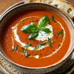 To make this soup, gather these key ingredients: - 4 cups canned diced tomatoes (with juice) - 1 medium onion, chopped - 3 cloves garlic, minced - 2 cups low-sodium vegetable broth - 1 teaspoon dried oregano - 1 teaspoon sugar (to balance acidity) - Salt and pepper to taste - 1 cup fresh basil leaves, roughly chopped - 1/2 cup heavy cream or coconut milk for a vegan option - Crusty bread for serving These ingredients create a rich, tasty flavor. The canned tomatoes give a strong base. The onion and garlic add depth and warmth. Fresh basil adds brightness and aroma. When picking canned tomatoes, look for those packed in juice, not sauce. Check for whole tomatoes; they often taste better. Choose brands without added sugars or preservatives. The fewer additives, the better the flavor. If you want to use fresh tomatoes, select ripe, firm ones. They should smell sweet and earthy. You can easily adjust this recipe for dietary needs. For a vegan version, replace heavy cream with coconut milk. If you want a lower-carb option, skip the sugar or use a sugar substitute. You can swap vegetable broth with chicken broth for a non-vegetarian option. Fresh basil can be replaced with dried basil if needed, but use less since dried herbs are stronger. These tips help you create a soup that fits your taste and dietary needs. Enjoy the cooking process and let your flavors shine! Start by gathering all your ingredients. You will need: - 4 cups canned diced tomatoes (with juice) - 1 medium onion, chopped - 3 cloves garlic, minced - 2 cups low-sodium vegetable broth - 1 teaspoon dried oregano - 1 teaspoon sugar - Salt and pepper to taste - 1 cup fresh basil leaves, roughly chopped - 1/2 cup heavy cream or coconut milk for a vegan option - Crusty bread for serving Chop your onion and mince the garlic. Make sure to choose ripe tomatoes for the best flavor. The canned tomatoes have great taste and save time. Place everything into the slow cooker. It's a simple and quick start! For the best soup, cook on low heat for 6-8 hours. If you’re short on time, high heat works too, cooking it in 3-4 hours. Avoid lifting the lid often. Each time you do, you let out heat. This will slow cooking down. Add salt and pepper to taste. Remember, you can always add more later. The sugar helps balance the flavors, especially if the tomatoes are very acidic. Stir well before cooking to mix everything. After cooking, it's time to blend the soup. If you have an immersion blender, use it right in the slow cooker. This method is easy and saves dishes. Blend until smooth or leave it a bit chunky if you like texture. If you use a traditional blender, let the soup cool a bit. Fill the blender halfway to avoid spills. Blend in batches if needed. Once blended, return the soup to the slow cooker. Stir in your fresh basil and cream or coconut milk. Heat it through for 10-15 minutes. Enjoy your delicious soup! To boost the flavor of your soup, consider adding more herbs. Fresh thyme or parsley works well. You can also try a pinch of red pepper flakes for a spicy kick. Just remember to add these extra herbs towards the end of cooking. This way, you keep their fresh taste. Adjust to your liking. Taste as you go! If your soup is too thick, add more vegetable broth. You can also stir in some water. For a thicker texture, blend longer. If you prefer a chunky soup, blend just half. This gives a nice mix of smooth and bits. Play around until you find your favorite texture. Serve your soup in warm bowls. Garnish with a fresh basil sprig and a swirl of cream. This makes your dish look fancy! Pair it with crusty bread. The bread is great for dipping. You can even toast it with cheese for a fun twist. Enjoy your meal! {{image_2}} To make this soup vegan, use coconut milk instead of heavy cream. Coconut milk adds a rich, creamy taste. It also gives the soup a slight sweetness. This change keeps the flavors balanced and delicious. If you want more creaminess, add an extra half cup of coconut milk. Blend it in with the soup for a silky texture. You can enhance your soup by adding seasonal vegetables. Try carrots, zucchini, or bell peppers. These veggies add color and more nutrients. Chop them into small pieces to mix well. Add them to the slow cooker at the start. This way, they will cook down and blend with the flavors. If you like heat, add red pepper flakes or jalapeños. Just a pinch brings a nice kick. You can also blend in a roasted red pepper for a smoky flavor. Adjust the spice level to fit your taste. This twist makes the soup exciting and flavorful. Don't forget to garnish with fresh basil to keep it vibrant! After enjoying your soup, let it cool. Store it in a clean, airtight container. I prefer using glass containers for better heat retention. Keep the soup in the fridge for up to five days. When you want some later, just take it out and warm it up. For longer storage, freezing is a great option. First, let the soup cool completely. Then, pour it into freezer-safe bags or containers. Leave some space at the top for expansion. You can freeze it for up to three months. Just remember to label the bag with the date! When you're ready to enjoy it again, thaw it overnight in the fridge if frozen. For reheating, use a pot on low heat. Stir often to keep it from sticking. If the soup seems thick, add a splash of broth or water. This helps bring back that creamy texture. Enjoy! Yes, you can. To make this soup on the stove, follow the same steps. Start by heating a pot over medium heat. Add the tomatoes, onion, garlic, broth, oregano, and sugar. Cook for about 30 minutes, stirring often. Once the veggies are soft, blend the soup. Add fresh basil and cream at the end. You can store this soup in the fridge for up to five days. Make sure to keep it in a sealed container. If you want to keep it longer, freeze it. It will last in the freezer for up to three months. Thaw it in the fridge before reheating. This soup pairs well with crusty bread. You can also serve it with grilled cheese sandwiches for a classic combo. Add a fresh salad on the side for a light meal. If you want something more, try adding croutons or a sprinkle of cheese on top. Yes, this recipe is naturally gluten-free. Just check the vegetable broth label to ensure it is gluten-free. Use coconut milk for a creamy option. Enjoy it without worry! This article covered how to make a tasty Slow Cooker Tomato Basil Soup. You learned about key ingredients, choosing the right tomatoes, and how to make swaps based on your diet. We also discussed preparing your soup and blending methods. Plus, I shared tips to enhance flavor and adjust the soup’s texture. You can vary the recipe with vegan options and seasonal veggies. Finally, I gave storage tips to keep your soup fresh. Enjoy this easy, healthy meal with your favorite sides!