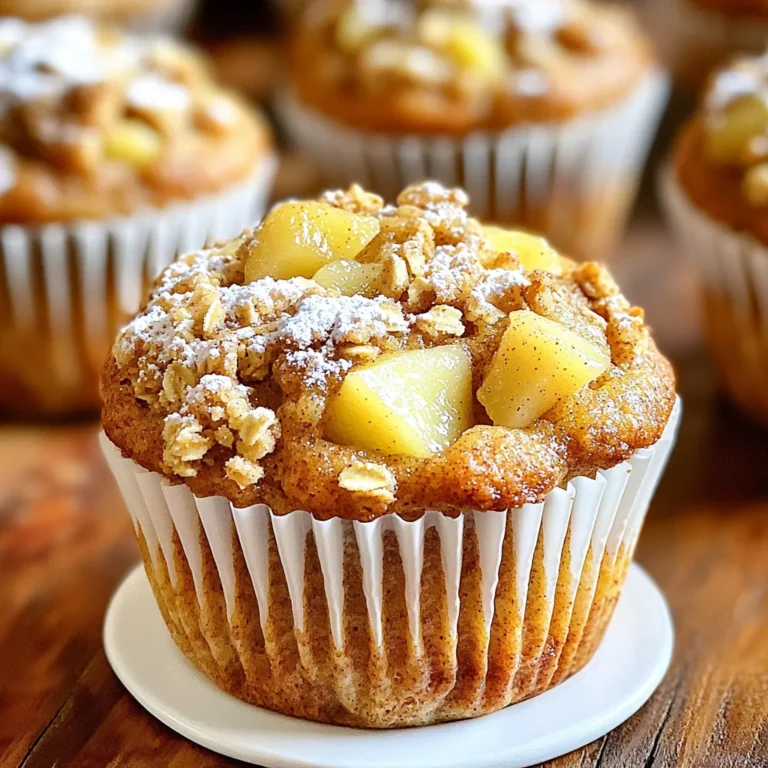 To make Bakery-Style Spiced Pear Crumble Muffins, gather these simple ingredients: - 2 ripe pears, peeled and diced - 1 ½ cups all-purpose flour - ½ cup brown sugar - ½ cup granulated sugar - ½ cup unsalted butter, softened - 2 large eggs - ¾ cup buttermilk (or substitute with ¾ cup milk + 1 tablespoon vinegar) - 1 tsp vanilla extract - 1 tsp baking powder - ½ tsp baking soda - ½ tsp salt - 1 tsp ground cinnamon - ½ tsp ground nutmeg - ¼ tsp ground ginger - ½ cup rolled oats - ½ cup chopped walnuts (optional) You can easily modify the recipe for allergies or preferences. Here are some ideas: - For dairy-free, use coconut oil and almond milk. - If you dislike walnuts, skip them or use pecans. - To make gluten-free, swap all-purpose flour with a gluten-free blend. - For a lower sugar option, reduce the sugars by half. Choosing ripe pears is key for flavor. Here’s how: - Look for pears that are slightly soft near the stem. - Check for a fresh, sweet aroma. - Avoid pears with bruises or dark spots. - If pears are hard, leave them at room temp for a few days to ripen. These tips will help you pick the best pears for your muffins, ensuring they burst with flavor. Start by preheating your oven to 350°F (175°C). Line a muffin tin with paper liners. If you don’t have liners, spray the tin with non-stick spray. In a large bowl, cream together ½ cup of softened butter, ½ cup of brown sugar, and ½ cup of granulated sugar. Mix until the mixture looks light and fluffy. Now, add in 2 large eggs, one at a time, mixing well after each addition. Next, pour in ¾ cup of buttermilk and 1 teaspoon of vanilla extract. Stir these until smooth. In another bowl, whisk together 1 ½ cups of all-purpose flour, 1 teaspoon of baking powder, ½ teaspoon of baking soda, ½ teaspoon of salt, 1 teaspoon of ground cinnamon, ½ teaspoon of ground nutmeg, and ¼ teaspoon of ground ginger. Slowly mix the dry ingredients into the wet mixture. Stir gently to combine. Take care not to overmix! Finally, fold in 2 diced pears and ½ cup of chopped walnuts if you like. For the crumble, mix together ½ cup of rolled oats, ¼ cup of flour, and ¼ cup of brown sugar in a small bowl. Add 2 tablespoons of softened butter into this mix. Use your fingers to break it down until it looks crumbly. This topping will add a nice texture to your muffins. Now, divide the muffin batter evenly among the muffin cups, filling each about ¾ full. Sprinkle the crumble topping generously over each muffin. Bake the muffins for 20-25 minutes. You’ll know they are done when a toothpick inserted into the center comes out clean. Once baked, let the muffins cool in the tin for about 5 minutes. After that, transfer them to a wire rack to cool completely. Enjoy the warm, spiced aroma as they cool! To get the best muffins, use ripe pears. They add moisture and sweetness. You want to mix the wet and dry ingredients gently. Overmixing can make the muffins tough. Fold in the diced pears with care. You want them to stay intact. The crumble topping adds a nice crunch. Keep it chunky for the best texture. Store your muffins in an airtight container. This keeps them moist and fresh. You can keep them at room temperature for up to three days. For longer storage, place them in the fridge. Reheat in the oven for a few minutes. This helps bring back their soft texture. If your muffins sink, check your oven temperature. An oven that is too hot can cause this. Make sure to measure flour accurately. Too much flour can lead to dry muffins. If they are too dense, try using fresh baking powder. Old leavening agents won’t rise well. Enjoying these muffins fresh will keep you coming back for more! {{image_2}} You can change the flavor of your muffins by adding other fruits. Try diced apples or fresh blueberries. They add a burst of juice and sweetness. If you love nuts, consider using pecans or almonds instead of walnuts. These nuts add a nice crunch and a different taste. If you need gluten-free muffins, use a gluten-free flour mix. Make sure it has a good blend of starches and proteins. You can also add a bit of xanthan gum to help with texture. This will keep your muffins light and fluffy while still tasting great. To make vegan muffins, swap eggs for flax eggs. Mix one tablespoon of ground flaxseed with three tablespoons of water. Let it sit until it thickens. Replace buttermilk with plant-based milk and a splash of vinegar. Use coconut oil instead of butter for a rich flavor. These changes keep the muffins moist and delicious without any animal products. To keep your spiced pear crumble muffins fresh, place them in an airtight container. Line the bottom with paper towels to absorb moisture. This method keeps them moist without getting soggy. Store them at room temperature for up to three days. If you want to keep them longer, refrigeration can dry them out, so avoid it if you can. Freezing muffins is a great way to enjoy them later. After they cool completely, wrap each muffin in plastic wrap. Then, place them in a freezer-safe bag. This method helps to prevent freezer burn. You can freeze them for up to three months. When you're ready to enjoy, simply thaw them at room temperature or heat them in the microwave. For the best flavor and texture, reheat your muffins in the oven. Preheat the oven to 350°F (175°C). Place the muffins on a baking sheet and heat for about 5-10 minutes. This method restores their soft texture and warms the flavors. You can also use the microwave for a quick option. Heat each muffin for about 15-20 seconds. Enjoy them warm for the best taste! Yes, you can make these muffins ahead of time. Just bake them and let them cool. Store them in an airtight container at room temperature for up to three days. You can also freeze them for about three months. Just thaw them in the fridge overnight before enjoying. If you don’t have buttermilk, mix ¾ cup of milk with 1 tablespoon of vinegar. Let it sit for five minutes. This will give you a similar tangy flavor. You can also use plain yogurt or sour cream, thinned with a little milk to match the buttermilk's consistency. To make fluffier muffins, do not overmix the batter. Mix until just combined. Also, make sure your baking powder and baking soda are fresh. This helps create air pockets in the muffins. Finally, let the batter rest for about 10 minutes before baking. This can help improve the texture. You learned how to make tasty muffins from ripe pears. We covered key ingredients, step-by-step instructions, and helpful tips. I shared ideas for variations, storage, and common questions to ensure your success. Remember to choose ripe pears for the best flavor and texture. With these simple steps, you will bake muffins that everyone loves. Enjoy your baking journey and make it a fun experience!