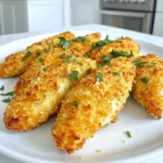 For this recipe, you need 1 pound of chicken tenders. Choose fresh or frozen. If using frozen, thaw them first. The coating is key to great taste. Gather these items: - 1 cup breadcrumbs (panko works best for extra crunch) - 1/2 cup grated Parmesan cheese - 1 teaspoon garlic powder - 1 teaspoon onion powder - 1/2 teaspoon dried oregano - 1/2 teaspoon paprika - 1/2 teaspoon salt - 1/4 teaspoon black pepper Mix these well in a shallow bowl. This blend gives the chicken a crispy and cheesy crust. We add flavor through seasonings. The garlic and onion powders give depth. Oregano and paprika add warmth. For garnish, use fresh parsley if you like. It adds a pop of color and freshness to your dish. Start by preheating your air fryer. Set it to 400°F (200°C) and let it warm up for about 5 minutes. This step helps the chicken tenders cook evenly and get that nice crispy texture. Next, grab a shallow bowl. In it, mix the following ingredients: - 1 cup breadcrumbs (panko is best for crunch) - 1/2 cup grated Parmesan cheese - 1 teaspoon garlic powder - 1 teaspoon onion powder - 1/2 teaspoon dried oregano - 1/2 teaspoon paprika - 1/2 teaspoon salt - 1/4 teaspoon black pepper Stir these together until they blend well. This mixture will give your chicken tenders a tasty crust. In another bowl, whisk together 2 large eggs and 1 tablespoon of olive oil. Dip each chicken tender into the egg mix first. Let any extra egg drip off. Then, coat it with the breadcrumb mixture. Press gently to make sure it sticks well. Repeat this for all the tenders. Place the coated chicken tenders in the air fryer basket. Make sure they are in a single layer. Don’t overcrowd them; you can cook in batches if needed. Air fry them for 10 to 12 minutes. Flip them halfway through to ensure they cook evenly. They are done when they turn golden brown and reach an internal temperature of 165°F (75°C). Once cooked, let them rest for a couple of minutes. If you like, add fresh parsley on top for a little color before serving. To make your chicken tenders extra crispy, choose panko breadcrumbs. They provide a light, crunchy texture. Also, spray a little olive oil on the coated tenders. This helps them brown nicely in the air fryer. Remember to not overcrowd the basket. Space allows hot air to circulate, which creates crispiness. Cook the chicken tenders in a single layer. Flip them halfway through cooking for even browning. This ensures every side gets that golden color. Use a meat thermometer to check the internal temperature. It should reach 165°F (75°C) for safe eating. If you have thicker tenders, they may need a few extra minutes. Serve these chicken tenders with a tasty dip. Options like honey mustard or ranch dressing work well. You can also pair them with a fresh salad or steamed veggies. For a fun twist, slide the tenders into a sandwich. Use soft bread and add lettuce and tomato. Enjoy your meal! {{image_2}} You can switch up the breadcrumbs for different textures. Panko gives a big crunch, but regular breadcrumbs work too. Try crushed cornflakes for a fun twist. They add a sweet, crispy layer. If you want a gluten-free option, use almond flour. It gives a nice flavor and crispy finish. To boost the taste, add spices to your mix. Try cayenne pepper for heat, or Italian herbs for more depth. You can also mix in some lemon zest for a fresh touch. If you love herbs, add fresh parsley or basil. It brightens the dish and makes it pop. If you don’t have an air fryer, you can bake these tenders. Preheat your oven to 425°F (220°C). Place the tenders on a baking sheet lined with parchment paper. Bake them for about 20 minutes, flipping halfway through. They won’t be as crispy, but they’ll still taste great. You can also pan-fry them in a skillet with some oil. Cook on medium heat until golden brown. After cooking your Air Fryer Parmesan Chicken Tenders, let them cool down. Place them in an airtight container. They stay fresh in the fridge for 3 to 4 days. Make sure to label the container with the date. This helps you keep track of how long they’ve been stored. You can freeze these chicken tenders for later enjoyment. First, let them cool completely. Then, arrange them in a single layer on a baking sheet. Freeze for about 1 hour. After that, transfer them to a freezer-safe bag or container. They can last for up to 2 months in the freezer. Just remember to label your bags with the date. To reheat your chicken tenders, use your air fryer for the best results. Preheat it to 375°F (190°C). Arrange the tenders in a single layer. Cook for about 5 to 7 minutes until they are hot and crispy. You can also use an oven. Set it to 375°F (190°C) and bake for 10 to 15 minutes. Enjoy your crispy delight! If you need a substitute for Parmesan cheese, try using Pecorino Romano. It has a similar flavor but is saltier and sharper. You can also use nutritional yeast for a dairy-free option. This adds a cheesy taste without the dairy. To check if chicken tenders are fully cooked, use a meat thermometer. The inside should reach 165°F (75°C). If you don't have a thermometer, cut a tender in half. The meat should be white and juices should run clear. Yes, you can make these tenders gluten-free! Use gluten-free breadcrumbs instead of regular ones. Look for panko-style gluten-free breadcrumbs for extra crunch. Also, check that your seasonings are gluten-free. In this post, we explored making delicious air fryer chicken tenders. We covered key ingredients, like chicken and coating mixtures, and shared step-by-step instructions. You learned tips for crispiness and even cooking, along with tasty variations and storage ideas. Remember to try different breadcrumbs for unique flavors. Enjoy these tender bites with your favorite sides. Cooking can be fun and tasty at home. Get ready to impress everyone with your skills!