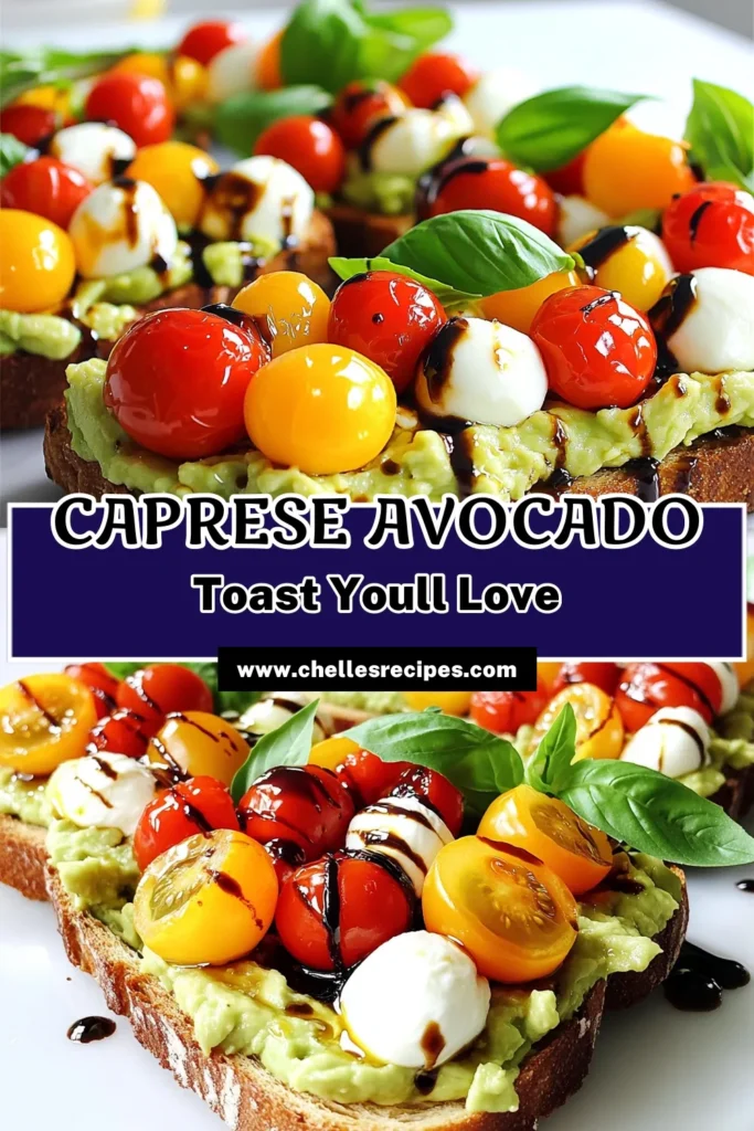 Elevate your brunch game with this delectable Caprese Avocado Toast with a Twist! This quick and easy recipe features creamy avocado, juicy cherry tomatoes, and fresh mozzarella drizzled with balsamic glaze. Perfect for a healthy snack or a light meal, it's packed with flavor and nutrients. Don't miss out – click to explore this tasty recipe and impress your friends and family! #AvocadoToast #Caprese #HealthyEating #BrunchIdeas