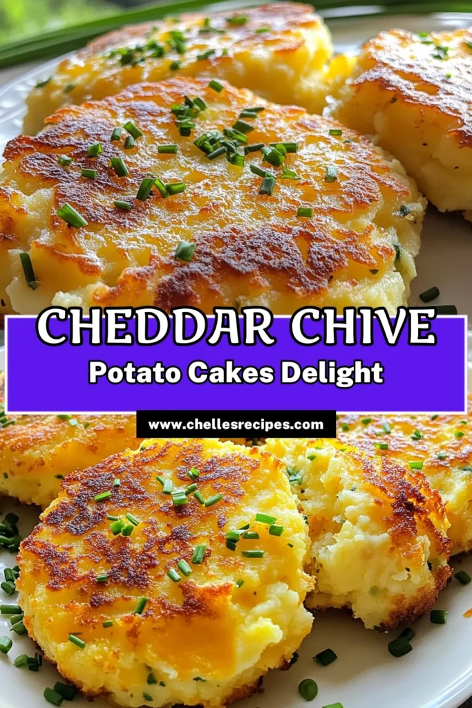 Indulge in these Savory Cheddar Chive Mashed Potato Cakes that are perfect for any meal! Made from creamy mashed potatoes, sharp cheddar cheese, and fresh chives, these easy-to-make cakes are crispy on the outside and soft on the inside. Follow our simple recipe and impress your family and friends with this delightful dish. Click through for the full recipe and bring comfort food to your table! #MashedPotatoCakes #ComfortFood #EasyRecipes #SavorySnacks