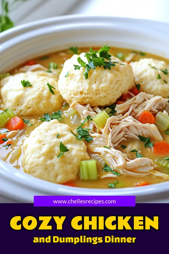 Warm up your evenings with this cozy slow cooker chicken and dumplings recipe! This comforting dish features tender chicken, hearty vegetables, and fluffy dumplings, all cooked to perfection with minimal effort. Ideal for busy weeknights or chilly weekends, it's a family favorite that's sure to impress. Click through for the full recipe and make this delicious meal tonight! #SlowCooker #ChickenAndDumplings #ComfortFood #CozyRecipes