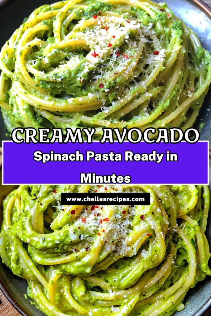 Whip up a delicious and healthy meal with this Minute Creamy Avocado Spinach Pasta! This quick recipe combines ripe avocados, fresh spinach, and garlic into a dreamy sauce that coats your favorite pasta perfectly. In just 20 minutes, you can enjoy a creamy, wholesome dish that’s full of flavor. Ready to impress your taste buds? Click through to explore this easy recipe and make dinner a breeze!