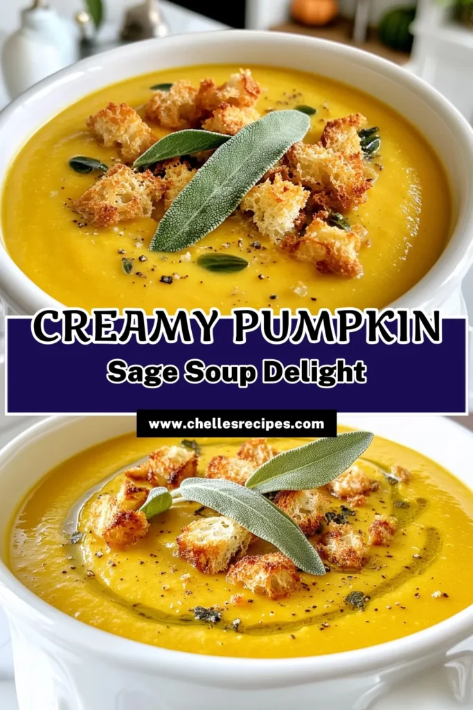 Warm up your fall with this delightful Pumpkin Sage Bliss Soup! This creamy, flavorful soup combines fresh pumpkin, aromatic sage, and crispy croutons for the ultimate cozy dish. Perfect for chilly days, it's easy to make and packed with seasonal goodness. Click through to explore the full recipe and bring comfort to your kitchen. Don't miss out on this autumn favorite! #PumpkinSoup #FallRecipes #CozyEats #ComfortFood