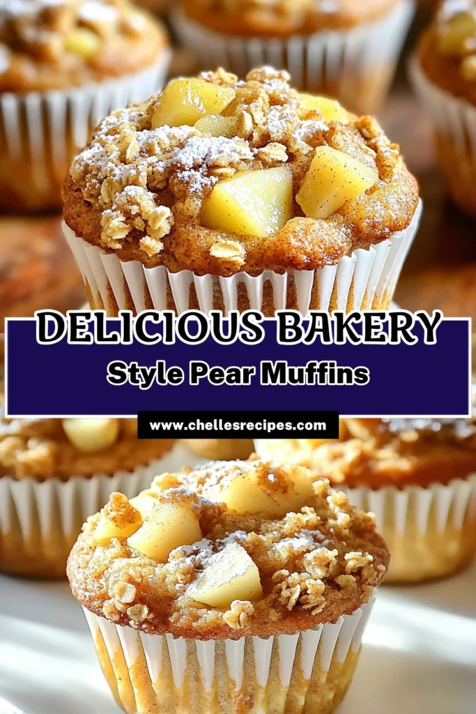Indulge in the delightful flavors of bakery-style spiced pear crumble muffins! Made with fresh pears and warm spices, this easy recipe will warm your heart and satisfy your cravings. Perfect for breakfast or a sweet treat, these muffins are a must-try! Click to discover how to make them step-by-step and impress your family with this delicious homemade goodness. #MuffinRecipes #BakingFun #SpicedPears #DessertIdeas