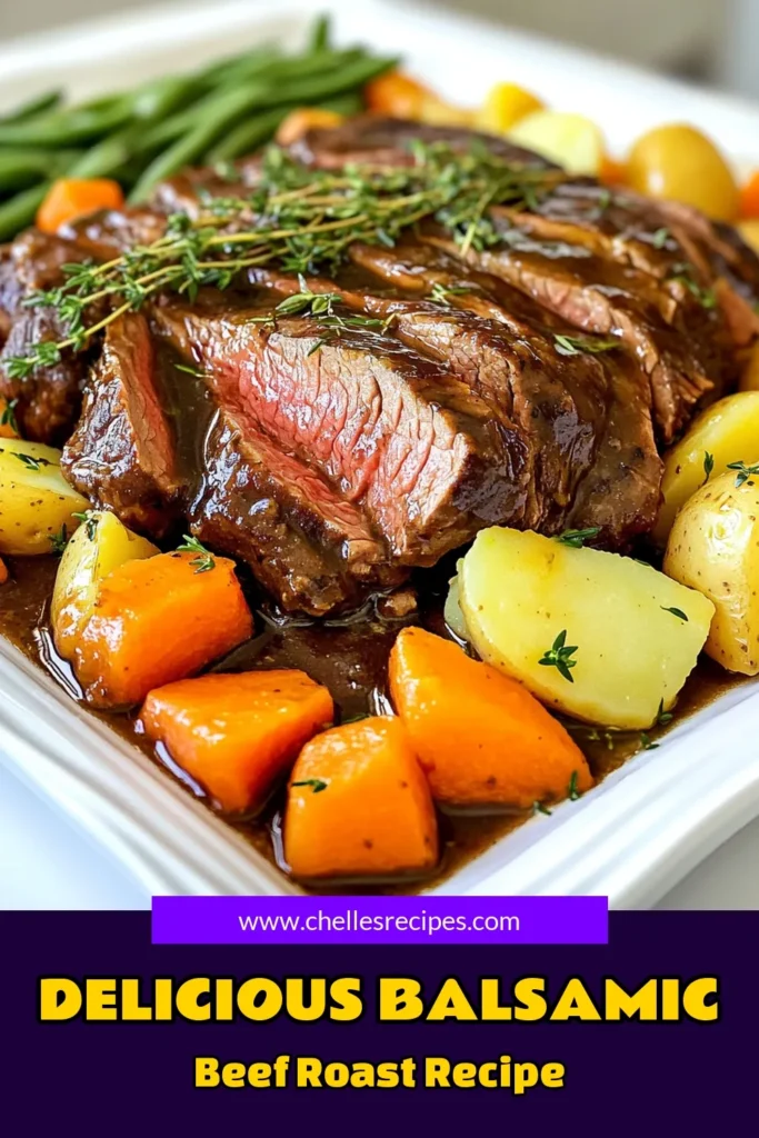 Savor the rich flavors of this Savory Balsamic Beef Pot Roast that’s perfect for cozy gatherings! With tender beef, fresh veggies, and a delightful balsamic glaze, this dish will be a hit at your dinner table. Easy to prepare in a slow cooker, it’s a comforting meal that the whole family will love. Click through for the full recipe and make mealtime memorable! #BalsamicBeef #SlowCookerRecipes #ComfortFood #DinnerIdeas