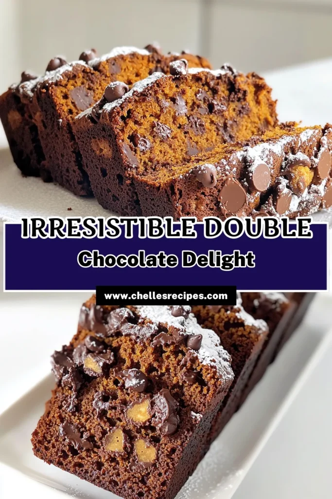 Indulge in the rich flavors of Double Chocolate Pumpkin Bread with this easy recipe! This delightful treat combines pumpkin puree and chocolate for a moist, decadent loaf that's perfect for any occasion. Follow our simple steps to create a delicious fall-inspired dessert that will have everyone coming back for more. Click through for the full recipe and impress your friends and family today! #PumpkinBread #ChocolateLovers #FallBaking #BakingJoy