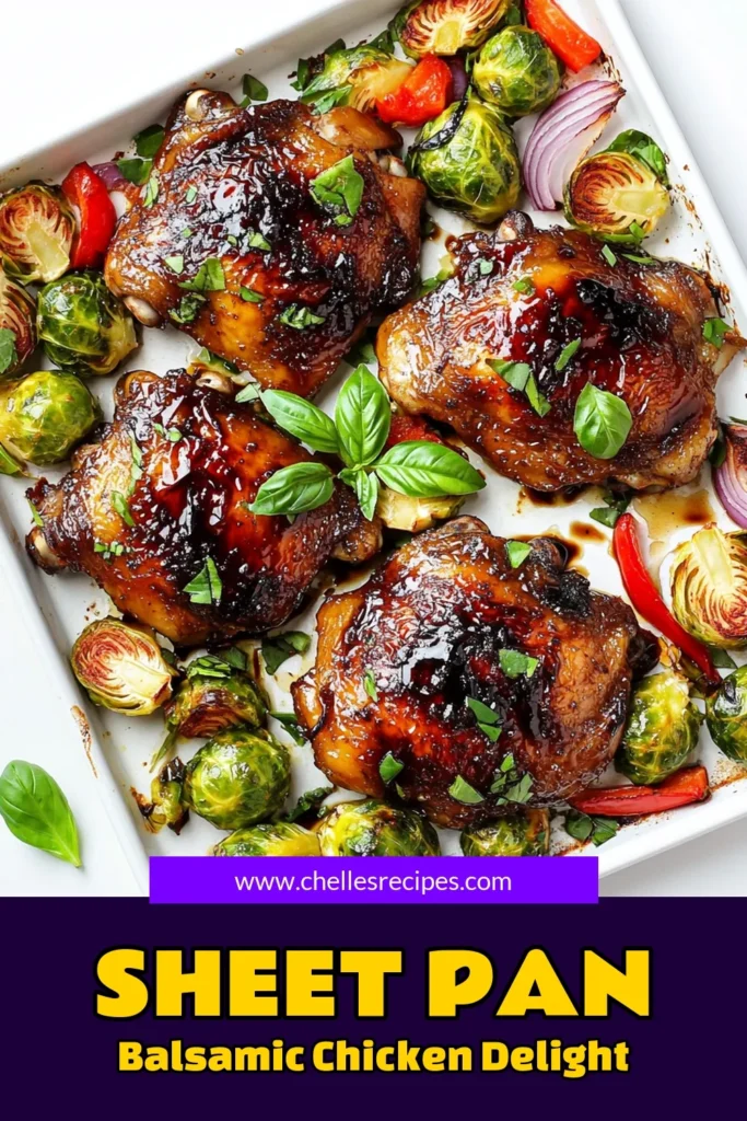 Delight your taste buds with this easy and delicious Balsamic Glazed Chicken Thighs Sheet Pan recipe! With juicy chicken thighs marinated in a sweet and tangy balsamic mixture, paired with vibrant roasted vegetables, it's a perfect weeknight meal. Simple to prepare and bursting with flavor, this dish will impress everyone at the dinner table. Click through for the full recipe and bring this tasty dish to your home! #SheetPanDinner #ChickenRecipes #HealthyEating #EasyMeals