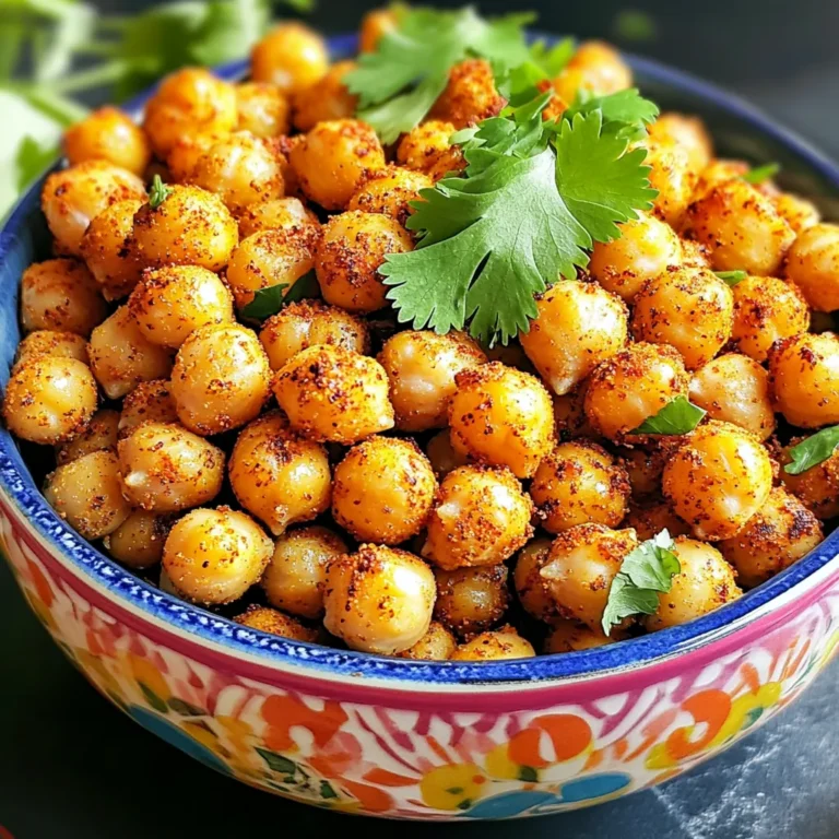 - 1 can (15 oz) of chickpeas, rinsed and drained - 2 tablespoons olive oil - 1 teaspoon garlic powder - 1 teaspoon smoked paprika - ½ teaspoon cumin - ½ teaspoon cayenne pepper (adjust for spice preference) - Salt to taste - Fresh cilantro or parsley for garnish (optional) Using a standard 15 oz can of chickpeas is key. Drain and rinse them well. This helps remove extra sodium and ensures they crisp up nicely. You will need exactly 2 tablespoons of olive oil. This oil is crucial for flavor and texture. Each spice plays a special role. One teaspoon of garlic powder gives deep flavor. Smoked paprika adds a warm, smoky taste. Cumin brings earthiness, while cayenne pepper gives heat. Adjust the cayenne to control how spicy you want them. Salt enhances all these flavors. I suggest adding it to taste. Start with a pinch and stir well. To make your dish pop, fresh herbs like cilantro or parsley work great. They add color and freshness. Chop them finely and sprinkle on top just before serving. This step is simple, but it makes a big difference in taste. Enjoy your spicy chickpeas! Start by draining and rinsing one can of chickpeas. Rinse them under cold water for about a minute. After rinsing, pat them dry with a clean kitchen towel. Removing moisture is key for crispy chickpeas. If they are wet, they will not get crunchy in the air fryer. A dry surface helps them roast nicely. In a mixing bowl, add the dried chickpeas. Pour in two tablespoons of olive oil. Then, sprinkle in one teaspoon of garlic powder, one teaspoon of smoked paprika, a half teaspoon of cumin, and a half teaspoon of cayenne pepper. You can adjust the cayenne for your spice preference. Add salt to taste. Stir everything well until each chickpea is coated with the spice mix. This step makes sure every bite is flavorful. Preheat your air fryer to 400°F (200°C) for about 3 to 5 minutes. Spread the seasoned chickpeas in the air fryer basket in a single layer. Cook them for about 15 to 20 minutes. Shake the basket every 5 minutes to help them cook evenly. Keep an eye on them, especially at the end, to avoid burning. Once golden and crunchy, remove them from the air fryer and let them cool for a few minutes before serving. To get crispy chickpeas, start by drying them well. After rinsing, use a towel to remove moisture. This step is key. It ensures the chickpeas crisp up nicely in the air fryer. Cook them in a single layer. Avoid overcrowding the basket. Shaking the basket every five minutes helps, too. It allows even cooking and browning. You can control the heat in this recipe. If you prefer less spice, use less cayenne pepper. Just half a teaspoon gives a nice kick, but feel free to adjust. For more heat, add an extra sprinkle. Other spices, like chili powder or pepper, can also work well. Find your perfect blend by experimenting. Preheat your air fryer before cooking. This step helps the chickpeas cook evenly. Set your air fryer to 400°F (200°C) for about 3-5 minutes. Monitor the cooking time closely. Every air fryer can cook a little differently. Keep an eye on the chickpeas near the end. This way, they won’t burn, and you’ll get that perfect crunch. {{image_2}} You can switch up the spices to match your taste. For a smoky flavor, try adding chipotle powder. If you love herbs, mix in dried oregano or thyme. For a zesty kick, lemon pepper works wonders. Each combination adds its own twist. You can even blend spices for a unique mix. Experiment and find your favorite blend! These spicy chickpeas are already vegan and gluten-free! They fit well into many diets. Just make sure your spices don’t contain any hidden gluten. Always check labels for allergens. You can serve them as a snack or on salads, and they will still taste amazing. This makes them a great choice for everyone! Spicy chickpeas are versatile. You can serve them as a snack, topping, or side dish. Try them on top of a green salad for extra crunch. You can also add them to grain bowls for added protein. For a fun twist, pair them with dips like hummus or yogurt. They’re perfect for sharing or enjoying alone! To keep your spicy chickpeas fresh, store them in an airtight container. Make sure they are completely cool before sealing. This helps maintain their crunch. Place the container in the fridge. They will stay good for about 3 days. If you want them to last longer, consider freezing them. When you are ready to eat leftovers, reheating is simple. Preheat your air fryer to 400°F (200°C). Spread the chickpeas in a single layer in the basket. Heat them for about 5-7 minutes. This will help restore their crunch. You can also use an oven for reheating, but the air fryer works best. To freeze spicy chickpeas, first, let them cool completely. Then, spread them on a baking sheet in a single layer. Place the sheet in the freezer for about 1 hour. Once frozen, transfer the chickpeas to a freezer bag. These can last for up to 3 months. When you want to eat them, just reheat directly from frozen. It takes about 15 to 20 minutes to air fry chickpeas. Start at 400°F (200°C). Shake the basket every 5 minutes for even cooking. Keep checking toward the end to avoid burning. Perfectly air-fried chickpeas will be golden and crunchy! Yes, you can use dried chickpeas. First, soak them overnight. Cook them until soft, then drain and dry. Season them just like you would with canned chickpeas. The cooking time will be longer, so keep an eye on them in the air fryer. Spicy chickpeas are great on their own or as a topping. You can add them to salads, grain bowls, or wraps. They also pair well with yogurt dips or spicy sauces. Feel free to get creative with your serving ideas! This blog post gave you all you need to make tasty air-fried chickpeas. We covered the right ingredients, how to prepare and cook them, and tips for the best results. You can explore spice options and serving ideas to fit your taste. Finally, I shared storage tips to keep leftovers fresh. Now, you can enjoy crispy, flavorful snacks any time you want. Try making them today, and have fun experimenting with your favorite flavors!