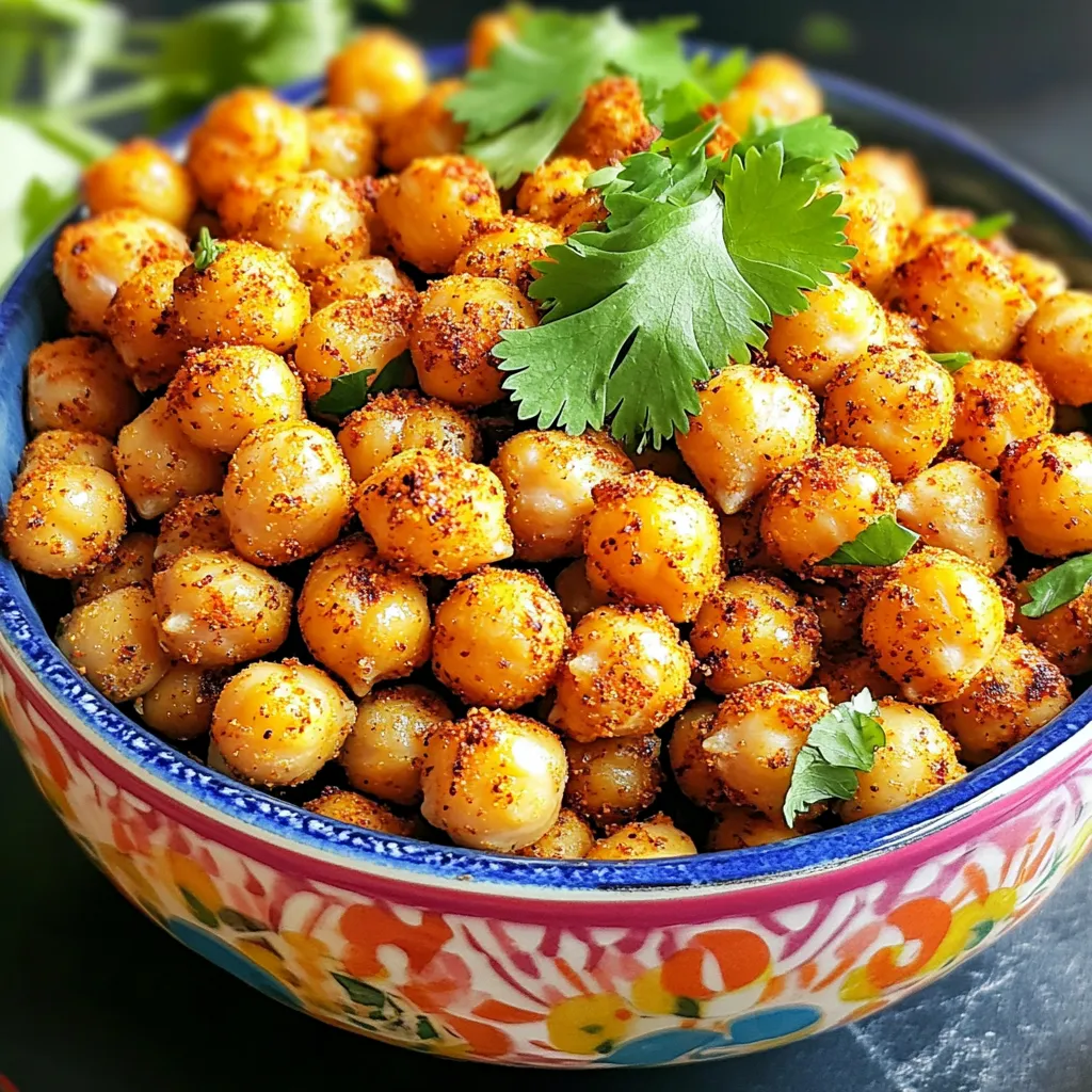 - 1 can (15 oz) of chickpeas, rinsed and drained - 2 tablespoons olive oil - 1 teaspoon garlic powder - 1 teaspoon smoked paprika - ½ teaspoon cumin - ½ teaspoon cayenne pepper (adjust for spice preference) - Salt to taste - Fresh cilantro or parsley for garnish (optional) Using a standard 15 oz can of chickpeas is key. Drain and rinse them well. This helps remove extra sodium and ensures they crisp up nicely. You will need exactly 2 tablespoons of olive oil. This oil is crucial for flavor and texture. Each spice plays a special role. One teaspoon of garlic powder gives deep flavor. Smoked paprika adds a warm, smoky taste. Cumin brings earthiness, while cayenne pepper gives heat. Adjust the cayenne to control how spicy you want them. Salt enhances all these flavors. I suggest adding it to taste. Start with a pinch and stir well. To make your dish pop, fresh herbs like cilantro or parsley work great. They add color and freshness. Chop them finely and sprinkle on top just before serving. This step is simple, but it makes a big difference in taste. Enjoy your spicy chickpeas! Start by draining and rinsing one can of chickpeas. Rinse them under cold water for about a minute. After rinsing, pat them dry with a clean kitchen towel. Removing moisture is key for crispy chickpeas. If they are wet, they will not get crunchy in the air fryer. A dry surface helps them roast nicely. In a mixing bowl, add the dried chickpeas. Pour in two tablespoons of olive oil. Then, sprinkle in one teaspoon of garlic powder, one teaspoon of smoked paprika, a half teaspoon of cumin, and a half teaspoon of cayenne pepper. You can adjust the cayenne for your spice preference. Add salt to taste. Stir everything well until each chickpea is coated with the spice mix. This step makes sure every bite is flavorful. Preheat your air fryer to 400°F (200°C) for about 3 to 5 minutes. Spread the seasoned chickpeas in the air fryer basket in a single layer. Cook them for about 15 to 20 minutes. Shake the basket every 5 minutes to help them cook evenly. Keep an eye on them, especially at the end, to avoid burning. Once golden and crunchy, remove them from the air fryer and let them cool for a few minutes before serving. To get crispy chickpeas, start by drying them well. After rinsing, use a towel to remove moisture. This step is key. It ensures the chickpeas crisp up nicely in the air fryer. Cook them in a single layer. Avoid overcrowding the basket. Shaking the basket every five minutes helps, too. It allows even cooking and browning. You can control the heat in this recipe. If you prefer less spice, use less cayenne pepper. Just half a teaspoon gives a nice kick, but feel free to adjust. For more heat, add an extra sprinkle. Other spices, like chili powder or pepper, can also work well. Find your perfect blend by experimenting. Preheat your air fryer before cooking. This step helps the chickpeas cook evenly. Set your air fryer to 400°F (200°C) for about 3-5 minutes. Monitor the cooking time closely. Every air fryer can cook a little differently. Keep an eye on the chickpeas near the end. This way, they won’t burn, and you’ll get that perfect crunch. {{image_2}} You can switch up the spices to match your taste. For a smoky flavor, try adding chipotle powder. If you love herbs, mix in dried oregano or thyme. For a zesty kick, lemon pepper works wonders. Each combination adds its own twist. You can even blend spices for a unique mix. Experiment and find your favorite blend! These spicy chickpeas are already vegan and gluten-free! They fit well into many diets. Just make sure your spices don’t contain any hidden gluten. Always check labels for allergens. You can serve them as a snack or on salads, and they will still taste amazing. This makes them a great choice for everyone! Spicy chickpeas are versatile. You can serve them as a snack, topping, or side dish. Try them on top of a green salad for extra crunch. You can also add them to grain bowls for added protein. For a fun twist, pair them with dips like hummus or yogurt. They’re perfect for sharing or enjoying alone! To keep your spicy chickpeas fresh, store them in an airtight container. Make sure they are completely cool before sealing. This helps maintain their crunch. Place the container in the fridge. They will stay good for about 3 days. If you want them to last longer, consider freezing them. When you are ready to eat leftovers, reheating is simple. Preheat your air fryer to 400°F (200°C). Spread the chickpeas in a single layer in the basket. Heat them for about 5-7 minutes. This will help restore their crunch. You can also use an oven for reheating, but the air fryer works best. To freeze spicy chickpeas, first, let them cool completely. Then, spread them on a baking sheet in a single layer. Place the sheet in the freezer for about 1 hour. Once frozen, transfer the chickpeas to a freezer bag. These can last for up to 3 months. When you want to eat them, just reheat directly from frozen. It takes about 15 to 20 minutes to air fry chickpeas. Start at 400°F (200°C). Shake the basket every 5 minutes for even cooking. Keep checking toward the end to avoid burning. Perfectly air-fried chickpeas will be golden and crunchy! Yes, you can use dried chickpeas. First, soak them overnight. Cook them until soft, then drain and dry. Season them just like you would with canned chickpeas. The cooking time will be longer, so keep an eye on them in the air fryer. Spicy chickpeas are great on their own or as a topping. You can add them to salads, grain bowls, or wraps. They also pair well with yogurt dips or spicy sauces. Feel free to get creative with your serving ideas! This blog post gave you all you need to make tasty air-fried chickpeas. We covered the right ingredients, how to prepare and cook them, and tips for the best results. You can explore spice options and serving ideas to fit your taste. Finally, I shared storage tips to keep leftovers fresh. Now, you can enjoy crispy, flavorful snacks any time you want. Try making them today, and have fun experimenting with your favorite flavors!