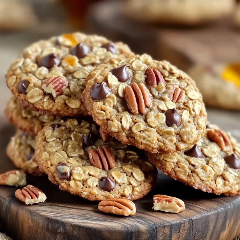 To make these tasty Maple Pecan Oatmeal Cookies, gather the following ingredients: - 1 cup rolled oats - 1/2 cup all-purpose flour - 1/2 teaspoon baking soda - 1/4 teaspoon salt - 1 teaspoon ground cinnamon - 1/2 cup unsalted butter, softened - 1/2 cup brown sugar, packed - 1/4 cup pure maple syrup - 1 large egg - 1 teaspoon vanilla extract - 1 cup pecans, chopped - 1/2 cup chocolate chips (optional) Use fresh, high-quality ingredients for the best taste. For the butter, choose unsalted to control salt levels. Select pure maple syrup, not imitation, for a deeper flavor. Freshly chopped pecans add crunch and taste. Use organic oats and flour for a wholesome touch. Ground cinnamon should be fresh for the best aroma and flavor. You can swap some ingredients if needed. Use whole wheat flour instead of all-purpose for more fiber. If you want a nut-free version, replace pecans with seeds like sunflower or pumpkin. Applesauce can replace butter for a lighter cookie. For a vegan option, use a flax egg instead of the large egg. To start, I preheat my oven to 350°F (175°C). This temperature is key for baking. Next, I line a baking sheet with parchment paper. This helps prevent sticking. In a medium bowl, I mix the rolled oats, flour, baking soda, salt, and ground cinnamon. I stir these dry ingredients well and set them aside. In a large bowl, I cream the softened butter and brown sugar together. I use a mixer for about 3-4 minutes until the mix is light and fluffy. Then, I add the maple syrup, egg, and vanilla extract. I mix these until they blend well. Gradually, I add the dry mix to the wet mix. I stir it just enough to combine. Finally, I fold in the chopped pecans and chocolate chips, if I choose to add them. This makes the dough rich and nutty. Once my dough is ready, I use a tablespoon to scoop it onto the prepared baking sheet. I space each scoop about 2 inches apart. This helps them bake evenly. I bake the cookies in the preheated oven for 10-12 minutes. I watch for the edges to turn lightly golden, while the centers should look set. After baking, I remove the cookies from the oven. I let them cool on the baking sheet for about 5 minutes. This step helps them firm up. Then, I transfer the cookies to a wire rack to cool completely. For storing, I place them in an airtight container. This keeps them fresh and tasty. To get the best cookie texture, use rolled oats. They give a chewy bite. When mixing the butter and sugar, cream them well. This step adds air, making the cookies light. Don’t overmix the dough after adding dry ingredients. This helps keep the cookies soft. Bake them just until the edges are golden. The centers will firm up as they cool. Maple syrup adds a sweet, rich flavor. Try using fresh pecans for a nuttier taste. You can toast the pecans lightly before adding them. This brings out their oils and makes them crunchier. Adding a pinch of nutmeg can also elevate the taste. If you like chocolate, mix in semi-sweet chips for balance. Vanilla extract adds warmth and depth to the cookies. If your cookies spread too much, check the butter. It should be soft, not melted. Chilling the dough for 30 minutes can help if it’s too sticky. If they turn out dry, you might have overbaked them. Keep an eye on the timer. If they are too flat, ensure you’re measuring the flour correctly. Use the spoon-and-level method for accuracy. {{image_2}} You can boost your Maple Pecan Oatmeal Cookies with other nuts. Try walnuts or almonds for a new twist. Each nut adds its unique flavor and crunch. You can also add dried fruits like raisins or cranberries. They will add sweetness and a chewy texture. Mix and match to find your favorite blend! To make a healthier version of these cookies, swap out some ingredients. Use whole wheat flour instead of all-purpose flour. This change adds fiber and nutrients. You can also use coconut oil instead of butter for healthier fats. Reduce the brown sugar and add mashed bananas for natural sweetness. These simple swaps keep the cookies tasty while being more nutritious. You can change the flavor of your cookies by adding spices or extracts. Try nutmeg or ginger for a warm, spicy taste. A pinch of cardamom can add a lovely depth too. You might also add almond extract for a nutty twist. These small changes can make your cookies feel fresh and new every time you bake! To keep your Maple Pecan Oatmeal Cookies fresh, store them in an airtight container. This method keeps moisture in and prevents the cookies from drying out. You can layer parchment paper between the cookies to avoid sticking. This way, they stay soft and tasty for days. If you want to save some cookies for later, freezing is a great option. First, let the cookies cool completely. Then, place them in a single layer on a baking sheet. Freeze them for about an hour until solid. After that, transfer the cookies to a freezer-safe bag or container. They can last up to three months in the freezer. Just remember to label them with the date. When you are ready to enjoy your cookies again, reheating is easy. Preheat your oven to 350°F (175°C). Place the cookies on a baking sheet. Heat them for about 5-7 minutes. This warms them up and makes them soft again. You can also use a microwave. Just heat for 10-15 seconds. Enjoy your delicious cookies! Yes, you can use quick oats. Quick oats will make your cookies a bit softer. They absorb more moisture and can change the texture. If you prefer a chewier cookie, stick with rolled oats. They give a nice bite and hold their shape better. You’ll know the cookies are done when the edges are lightly golden. The centers should look set but still soft. They will continue to bake a bit after you take them out. If you want a firmer cookie, leave them in for an extra minute. Absolutely! You can use walnuts, almonds, or hazelnuts. Each nut brings a unique flavor. If you want a nut-free version, try using seeds like pumpkin or sunflower seeds. They add crunch without the nuts. In this blog post, we explored cookie-making from start to finish. We covered essential ingredients, preparation, baking, and storage. You learned tips for perfect texture and flavor, plus troubleshooting common issues. We also discussed fun variations to keep your cookies exciting. Remember, the key to great cookies is using quality ingredients and experimenting with different flavors. Enjoy your baking journey, and may each batch bring you joy!
