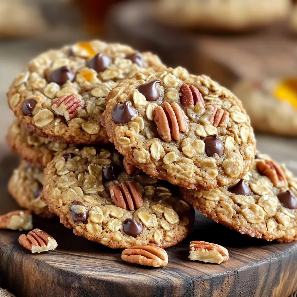To make these tasty Maple Pecan Oatmeal Cookies, gather the following ingredients: - 1 cup rolled oats - 1/2 cup all-purpose flour - 1/2 teaspoon baking soda - 1/4 teaspoon salt - 1 teaspoon ground cinnamon - 1/2 cup unsalted butter, softened - 1/2 cup brown sugar, packed - 1/4 cup pure maple syrup - 1 large egg - 1 teaspoon vanilla extract - 1 cup pecans, chopped - 1/2 cup chocolate chips (optional) Use fresh, high-quality ingredients for the best taste. For the butter, choose unsalted to control salt levels. Select pure maple syrup, not imitation, for a deeper flavor. Freshly chopped pecans add crunch and taste. Use organic oats and flour for a wholesome touch. Ground cinnamon should be fresh for the best aroma and flavor. You can swap some ingredients if needed. Use whole wheat flour instead of all-purpose for more fiber. If you want a nut-free version, replace pecans with seeds like sunflower or pumpkin. Applesauce can replace butter for a lighter cookie. For a vegan option, use a flax egg instead of the large egg. To start, I preheat my oven to 350°F (175°C). This temperature is key for baking. Next, I line a baking sheet with parchment paper. This helps prevent sticking. In a medium bowl, I mix the rolled oats, flour, baking soda, salt, and ground cinnamon. I stir these dry ingredients well and set them aside. In a large bowl, I cream the softened butter and brown sugar together. I use a mixer for about 3-4 minutes until the mix is light and fluffy. Then, I add the maple syrup, egg, and vanilla extract. I mix these until they blend well. Gradually, I add the dry mix to the wet mix. I stir it just enough to combine. Finally, I fold in the chopped pecans and chocolate chips, if I choose to add them. This makes the dough rich and nutty. Once my dough is ready, I use a tablespoon to scoop it onto the prepared baking sheet. I space each scoop about 2 inches apart. This helps them bake evenly. I bake the cookies in the preheated oven for 10-12 minutes. I watch for the edges to turn lightly golden, while the centers should look set. After baking, I remove the cookies from the oven. I let them cool on the baking sheet for about 5 minutes. This step helps them firm up. Then, I transfer the cookies to a wire rack to cool completely. For storing, I place them in an airtight container. This keeps them fresh and tasty. To get the best cookie texture, use rolled oats. They give a chewy bite. When mixing the butter and sugar, cream them well. This step adds air, making the cookies light. Don’t overmix the dough after adding dry ingredients. This helps keep the cookies soft. Bake them just until the edges are golden. The centers will firm up as they cool. Maple syrup adds a sweet, rich flavor. Try using fresh pecans for a nuttier taste. You can toast the pecans lightly before adding them. This brings out their oils and makes them crunchier. Adding a pinch of nutmeg can also elevate the taste. If you like chocolate, mix in semi-sweet chips for balance. Vanilla extract adds warmth and depth to the cookies. If your cookies spread too much, check the butter. It should be soft, not melted. Chilling the dough for 30 minutes can help if it’s too sticky. If they turn out dry, you might have overbaked them. Keep an eye on the timer. If they are too flat, ensure you’re measuring the flour correctly. Use the spoon-and-level method for accuracy. {{image_2}} You can boost your Maple Pecan Oatmeal Cookies with other nuts. Try walnuts or almonds for a new twist. Each nut adds its unique flavor and crunch. You can also add dried fruits like raisins or cranberries. They will add sweetness and a chewy texture. Mix and match to find your favorite blend! To make a healthier version of these cookies, swap out some ingredients. Use whole wheat flour instead of all-purpose flour. This change adds fiber and nutrients. You can also use coconut oil instead of butter for healthier fats. Reduce the brown sugar and add mashed bananas for natural sweetness. These simple swaps keep the cookies tasty while being more nutritious. You can change the flavor of your cookies by adding spices or extracts. Try nutmeg or ginger for a warm, spicy taste. A pinch of cardamom can add a lovely depth too. You might also add almond extract for a nutty twist. These small changes can make your cookies feel fresh and new every time you bake! To keep your Maple Pecan Oatmeal Cookies fresh, store them in an airtight container. This method keeps moisture in and prevents the cookies from drying out. You can layer parchment paper between the cookies to avoid sticking. This way, they stay soft and tasty for days. If you want to save some cookies for later, freezing is a great option. First, let the cookies cool completely. Then, place them in a single layer on a baking sheet. Freeze them for about an hour until solid. After that, transfer the cookies to a freezer-safe bag or container. They can last up to three months in the freezer. Just remember to label them with the date. When you are ready to enjoy your cookies again, reheating is easy. Preheat your oven to 350°F (175°C). Place the cookies on a baking sheet. Heat them for about 5-7 minutes. This warms them up and makes them soft again. You can also use a microwave. Just heat for 10-15 seconds. Enjoy your delicious cookies! Yes, you can use quick oats. Quick oats will make your cookies a bit softer. They absorb more moisture and can change the texture. If you prefer a chewier cookie, stick with rolled oats. They give a nice bite and hold their shape better. You’ll know the cookies are done when the edges are lightly golden. The centers should look set but still soft. They will continue to bake a bit after you take them out. If you want a firmer cookie, leave them in for an extra minute. Absolutely! You can use walnuts, almonds, or hazelnuts. Each nut brings a unique flavor. If you want a nut-free version, try using seeds like pumpkin or sunflower seeds. They add crunch without the nuts. In this blog post, we explored cookie-making from start to finish. We covered essential ingredients, preparation, baking, and storage. You learned tips for perfect texture and flavor, plus troubleshooting common issues. We also discussed fun variations to keep your cookies exciting. Remember, the key to great cookies is using quality ingredients and experimenting with different flavors. Enjoy your baking journey, and may each batch bring you joy!