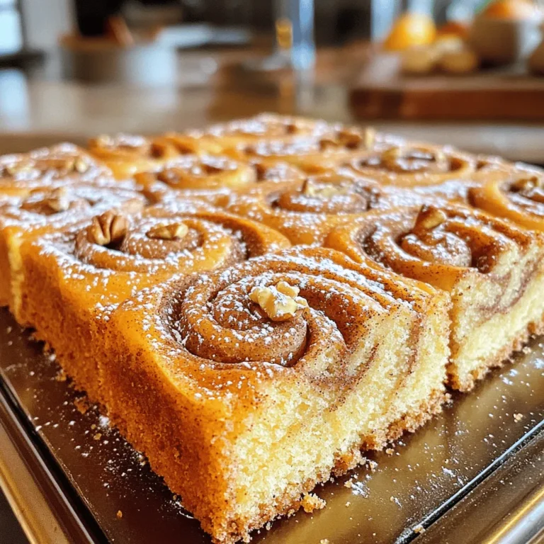 To make this tasty cinnamon swirl coffee cake, you need these key items: - 2 cups all-purpose flour - 1 cup granulated sugar - ½ cup unsalted butter, softened - 1 cup milk - 2 large eggs - 2 teaspoons baking powder - 1 teaspoon vanilla extract - 1 teaspoon ground cinnamon - ½ teaspoon salt - ½ cup brown sugar, packed These ingredients work together to create a soft, fluffy cake with a delightful cinnamon flavor. The butter gives it richness, while the eggs add moisture. You can add extra flavors to your cake. Here are some ideas: - ½ cup chopped walnuts or pecans - Chocolate chips for a sweet twist - Dried fruit like raisins or cranberries These add-ins offer a fun way to change the taste of your coffee cake. You can mix and match based on what you like. If you don’t have some ingredients, don’t worry! Here are some swaps: - Use coconut oil instead of butter for a dairy-free option. - Replace milk with almond milk or oat milk for a non-dairy version. - Whole wheat flour can work instead of all-purpose flour. These substitutions keep the cake delicious while meeting your dietary needs. Always measure carefully to keep the texture right. Start by preheating your oven to 350°F (175°C). Grease and flour a 9x13 inch baking pan. You can also line it with parchment paper for easy removal later. In a large bowl, cream the softened butter and granulated sugar. Mix until it feels light and fluffy. Add the two eggs, one at a time, stirring well after each. Then, stir in the vanilla extract for a sweet touch. In a small bowl, combine the brown sugar, ground cinnamon, and chopped nuts if you like. Mix well until everything blends together. Set this aside for later. Pour half of the cake batter into your prepared pan. Smooth it out evenly. Next, sprinkle half of your cinnamon swirl mixture on top. Then, add the rest of the batter and sprinkle the remaining swirl mixture over it. Using a knife or skewer, gently swirl the batter and cinnamon mix together to create a marbled look. Be careful not to over mix! Bake in the preheated oven for 30-35 minutes. Check if it’s done by inserting a toothpick in the center; it should come out clean. Enjoy your warm coffee cake! To get a soft and moist cake, use room temperature butter and eggs. This helps create a light batter. Mix the butter and sugar until it looks fluffy. Don't rush this step; it makes a big difference. When mixing the dry and wet ingredients, stop as soon as you see no flour. Over mixing will make the cake tough. One common mistake is not greasing the pan well. This can cause the cake to stick. Always double-check that you've lined or greased your pan. Another mistake is skipping the swirling step. This creates the lovely cinnamon pattern. Make sure to swirl gently for that perfect marbled look. Lastly, don’t skip the cooling time. Letting the cake cool helps it set nicely. This cake tastes great warm or at room temperature. Serve it with a cup of coffee or tea for a cozy treat. You can also add a dusting of powdered sugar on top for a sweet touch. For a fun twist, serve with whipped cream or vanilla ice cream. This makes it a dessert everyone loves! {{image_2}} You can make a gluten-free version of this cake. Use two cups of gluten-free flour instead of all-purpose flour. Be sure to check for a blend that works well in baking. The texture will still be soft and moist. The taste will remain rich and delicious. Want to switch it up? You can add chocolate or fruit. For chocolate, mix in half a cup of cocoa powder with the dry ingredients. You’ll have a rich chocolate swirl. For fruit, try adding berries or diced apples. Toss them in with the cinnamon swirl mixture. This adds a fresh twist to the cake. Toppings can change the game for your coffee cake. Try a simple glaze made with powdered sugar and milk. Drizzle it over the cooled cake for a sweet finish. You can also sprinkle powdered sugar on top for a classic look. If you want crunch, add toasted nuts or coconut. Each option makes the cake even more special. To keep your cinnamon swirl coffee cake fresh, store it in an airtight container. This helps lock in moisture. You can also wrap it tightly with plastic wrap. Store it at room temperature for up to three days. If you want to keep it longer, refrigeration is an option, but it may change the texture. Freezing is a great way to save your cake for later. First, let the cake cool completely. Next, slice it into pieces to make thawing easier. Wrap each piece in plastic wrap, then place them in a freezer-safe bag. It can last up to three months in the freezer. Label the bag with the date, so you know when to enjoy it. To reheat, preheat your oven to 350°F (175°C). Place the cake slices on a baking sheet. Cover with foil to prevent drying out. Heat for about 10-15 minutes, or until warmed through. If you’re in a hurry, you can use the microwave. Heat each slice for about 15-20 seconds. Enjoy your warm, flavorful cake with coffee! It takes about 30 to 35 minutes to bake the cake. I check it at 30 minutes. Insert a toothpick in the center. If it comes out clean, the cake is done. If not, bake for a few more minutes. Yes, you can use whole wheat flour. The cake may have a denser texture. You might also need to add a bit more liquid. This change can add a nice nutty flavor. You can use almond milk, soy milk, or oat milk. You can also use water or yogurt mixed with water. Each option works well and keeps the cake moist. Check for a clean toothpick in the center. The edges should pull away slightly from the pan. The cake will also spring back when touched lightly. Serve warm or at room temperature. Pair it with a cup of coffee or tea. You can also add some whipped cream for extra delight. Enjoy the sweet cinnamon flavor with your favorite drink! In this post, we explored the key ingredients and easy steps to make cinnamon swirl coffee cake. We covered tips to get the texture just right and how to avoid common mistakes. You can also try different flavors and storage options to keep leftovers fresh. With these insights, you can bake a delicious cake that pairs perfectly with coffee. I trust this guide helps you create your next favorite treat. Enjoy baking!