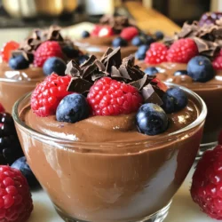 - 1 cup plain Greek yogurt - 2 tablespoons unsweetened cocoa powder - 2 tablespoons honey or maple syrup - 1 scoop chocolate protein powder - 1 teaspoon vanilla extract - A pinch of sea salt - Optional toppings: dark chocolate shavings, fresh berries, or a sprinkle of nuts To make this tasty Protein Greek Yogurt Chocolate Pudding, you will need a few simple items. Start with 1 cup of plain Greek yogurt. This gives the pudding a creamy base and adds protein. Then, you will want 2 tablespoons of unsweetened cocoa powder. This adds rich chocolate flavor without extra sugar. Next, grab 2 tablespoons of honey or maple syrup. This sweetens the pudding and makes it yummy. Use a scoop of chocolate protein powder for that protein punch. Add 1 teaspoon of vanilla extract for extra flavor. Don’t forget a pinch of sea salt to balance the taste. If you like, you can add toppings. Dark chocolate shavings make it fancy. Fresh berries add color and flavor. Nuts give a nice crunch. These toppings are all optional, but they can make your dessert even better. - Combine the Greek yogurt and cocoa powder. In a medium mixing bowl, add 1 cup of plain Greek yogurt and 2 tablespoons of unsweetened cocoa powder. This gives the pudding its rich chocolate flavor. - Whisk in sweeteners and protein powder. Next, add 2 tablespoons of honey or maple syrup, 1 scoop of chocolate protein powder, 1 teaspoon of vanilla extract, and a pinch of sea salt. Use a whisk to mix everything well until it’s smooth. You want a creamy consistency with no lumps. - Taste and adjust sweetness. Now, take a small taste of the mixture. If it needs more sweetness, add a bit more honey or maple syrup. This step is key for making it just right for your taste. - Refrigerate and serve. Cover the bowl with plastic wrap or pour the pudding into serving cups. Refrigerate it for at least 30 minutes to let it chill and set. Before you serve, stir it again for a creamy finish. You can top it with dark chocolate shavings, fresh berries, or nuts for extra flavor and fun. To get a smooth pudding, mix well. Use a whisk to blend the Greek yogurt and cocoa powder. This helps break up lumps. Stir until the mixture is creamy and even. Chilling the pudding is key. I suggest refrigerating it for at least 30 minutes. This will help it set nicely. If you want it sweeter, taste as you go. Add more honey or syrup based on your taste. For serving, I recommend using small cups. This keeps portions controlled and fun. You can top it with dark chocolate shavings, fresh berries, or nuts. Get creative! Try layering the pudding with toppings in a clear glass. This makes it look fancy and inviting. Enjoy every bite! {{image_2}} You can change the taste of your Protein Greek Yogurt Chocolate Pudding easily. Here are some ideas: - Using different protein powders: You can use vanilla or even peanut butter protein. Each type adds a unique twist. - Adding flavor extracts: Try adding mint or coconut extracts. Just a drop can add a fun flavor boost. These options let you mix things up and keep the pudding exciting. If you want to change the recipe for dietary needs, here are some great choices: - Vegan alternatives: Use plant-based yogurt instead of Greek yogurt. Almond or coconut yogurt works well. Replace honey with agave syrup for a vegan sweetener. - Low-carb options: Choose a low-carb protein powder. You can use sugar-free sweeteners like stevia or erythritol to keep carbs low. These changes make the pudding fit your diet while keeping it tasty. To store leftovers, place the pudding in an airtight container. It keeps well in the fridge. Cover it tightly to keep it fresh. The maximum shelf life in the fridge is about 3 days. After this, it may lose its flavor and texture. Yes, you can freeze the pudding! To freeze it, use a freezer-safe container. Leave some space at the top for expansion. To thaw, place it in the fridge overnight. Stir it well before serving. The texture may change slightly, but it will still taste great! How much protein is in this pudding? This pudding has about 20 grams of protein. The protein comes mainly from Greek yogurt and protein powder. It makes a great snack or dessert. Can I use flavored yogurt? Yes, you can use flavored yogurt. It will add a new taste to the pudding. Just remember that it may change the sweetness. Is this pudding suitable for meal prep? Yes, this pudding is great for meal prep. You can make it ahead of time. Just store it in the fridge for up to three days. Can I use other sweeteners besides honey or maple syrup? Absolutely! You can use agave syrup, stevia, or any sweetener you like. Just adjust the amount to your taste. How do I make this peanut-free or nut-free? This pudding is already nut-free as it uses no nuts. Just skip any nut toppings. You can use seeds or fruits instead for added texture and flavor. This blog post shared a simple recipe for protein-packed Greek yogurt chocolate pudding. You learned about key ingredients, preparation steps, and tips for texture. I offered variations and storage ideas to suit different needs. Remember, this pudding is not only nutritious but also customizable. Feel free to try different flavors or toppings to make it your own. Enjoy this tasty treat while reaching your protein goals. It's a fun and easy way to stay healthy!