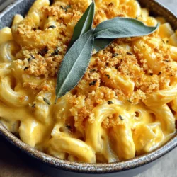 - 2 cups butternut squash, peeled and cubed - 1 cup macaroni pasta - 2 cups sharp cheddar cheese, shredded - 1 cup milk The butternut squash gives this dish a sweet and creamy base. Macaroni pasta adds that classic comfort we love. Sharp cheddar cheese melts beautifully, creating a rich, cheesy flavor. Milk brings it all together, making the sauce smooth. - 1 tablespoon butter - 1 tablespoon all-purpose flour - 1/2 teaspoon garlic powder - 1/2 teaspoon onion powder Butter helps form a roux, which is key for the cheese sauce. Flour thickens the sauce so it coats the pasta well. Garlic powder and onion powder enhance the flavors, making every bite tasty. - 1/2 cup fresh breadcrumbs - 1 tablespoon fresh sage, finely chopped - 1 tablespoon olive oil - Salt and pepper to taste Fresh breadcrumbs make a crunchy topping. Sage adds a lovely herbal note that pairs well with the squash. Olive oil helps crisp the breadcrumbs in the oven. Don't forget to season with salt and pepper for balance. - Start by boiling salted water. Add the cubed butternut squash. Cook until tender, about 10-15 minutes. - Drain the squash and add it to a blender. Pour in just enough water to cover the squash. Blend until smooth. If needed, strain the puree to get a creamy texture. - In a medium saucepan, melt the butter over medium heat. Add the flour and whisk to create a roux. Cook this for about 1-2 minutes until it’s golden. - Gradually whisk in the milk. Keep stirring until the mixture thickens, which takes about 3-5 minutes. - Stir in the butternut squash puree, garlic powder, onion powder, salt, and pepper into the thickened mixture. Make sure it's smooth. - Now fold in the shredded sharp cheddar cheese. Stir until it melts and combines well. - Mix the cooked macaroni into the cheese sauce. Ensure every piece is coated with that creamy goodness. - Transfer the mac and cheese mixture to a greased baking dish. - In a separate bowl, mix the breadcrumbs, chopped sage, olive oil, and a pinch of salt. Sprinkle this mixture generously over the top of your mac and cheese. - Bake in a preheated oven at 350°F (175°C) for 20-25 minutes. Look for a golden and crispy top to know it’s ready. - Ensuring al dente pasta: Cook the macaroni just until firm. Follow package times closely. Drain it right away to stop cooking. This keeps the pasta from getting mushy in the bake. - Perfecting the cheese sauce: Make a smooth roux by mixing flour and butter. Stir well for about 1-2 minutes. Adding milk slowly helps avoid lumps. Once thick, mix in your squash puree and spices. Add the cheese last for a rich, creamy sauce. - Garnishing suggestions: For a beautiful look, sprinkle fresh sage leaves on top. You can also add a bit more cheese for color. - Serving ideas: Serve this dish hot from the oven. Pair it with a light salad or fresh bread to balance the richness. - Adding spices or other cheeses: For a kick, try adding a pinch of nutmeg or cayenne pepper. Mixing in mozzarella or Gruyère cheese can add more depth to the flavor. - Substitute options for dietary needs: If you're dairy-free, use plant-based cheese and milk. For a gluten-free option, swap the macaroni for gluten-free pasta. {{image_2}} You can easily make this dish vegetarian. Use plant-based cheese alternatives like almond or coconut cheese. These options melt well and add a creamy texture. Feel free to add vegetables too. Spinach, kale, or roasted red peppers work great. They boost flavor and nutrition. If you need a gluten-free meal, swap regular pasta for gluten-free pasta. There are many brands available that taste good. For the cheese sauce, use cornstarch or arrowroot as thickening agents. These options will help you achieve that creamy sauce without gluten. Want some heat? Add chili powder or crushed red pepper flakes. Just a sprinkle can make a big difference. You can also flavor the breadcrumbs. Mix in spices like smoked paprika or garlic powder. This will give a nice crunch and extra flavor on top. After you enjoy your Butternut Squash Mac and Cheese, store any leftovers in the fridge. Place the mac and cheese in an airtight container. This keeps it fresh for up to three days. If you don’t have a container, wrap it tightly in plastic wrap or foil. To reheat your mac and cheese, use a microwave or an oven. If using a microwave, heat it in short bursts. Stir in between to keep it creamy. If you prefer the oven, cover it with foil. This helps keep the top from getting too brown. You can heat it straight from the fridge or let it sit at room temp for about 15 minutes before reheating. You can freeze this dish either before or after baking. If freezing before baking, wrap the container well with plastic wrap, then foil. This keeps it safe from freezer burn. If you freeze it after baking, let it cool first. For reheating, thaw it in the fridge overnight. Then bake it at 350°F until heated through, about 25-30 minutes. Yes, you can prepare this dish ahead. Cook the macaroni and make the cheese sauce in advance. After mixing them, place the mac and cheese in a baking dish. Cover it tightly with plastic wrap and store it in the fridge for up to two days. When ready, bake it straight from the fridge. This saves time and helps you enjoy a quick meal. If you want a swap for butternut squash, try acorn squash or pumpkin. Both have a sweet flavor and smooth texture. You can also use sweet potatoes for a similar taste. Canned pumpkin works well, too. Just drain it before mixing it with the cheese sauce. This keeps the dish from being too watery. To make this dish vegan, replace the cheese with plant-based cheese. Use almond or oat milk instead of regular milk. For the butter, try coconut oil or a vegan butter spread. Blend in some nutritional yeast for a cheesy flavor. This keeps the dish creamy and delicious while being kind to your diet. This blog post covered how to make butternut squash mac and cheese. We explored key ingredients, step-by-step instructions, and helpful tips. You learned how to enhance flavors and even tried different variations. Remember, you can always adjust the recipe to fit your needs. Whether you want it vegetarian, gluten-free, or spicy, there are options for everyone. With these tools and tips, you're ready to create a delicious dish that will impress your family and friends. Enjoy your cooking journey!