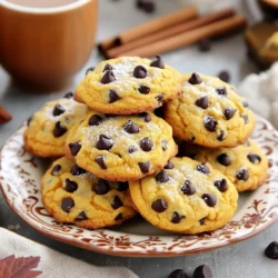 - 1 cup pumpkin puree (canned or homemade) - 1/2 cup brown sugar - 1/2 cup granulated sugar - 1/2 cup unsalted butter, softened - 1 large egg - 2 teaspoons vanilla extract - 2 cups all-purpose flour - 1 teaspoon baking soda - 1 teaspoon baking powder - 1 teaspoon ground cinnamon - 1/2 teaspoon ground nutmeg - 1/4 teaspoon ground ginger - 1/2 teaspoon salt - 1 cup chocolate chips (dark or semi-sweet) - 1/2 cup walnuts or pecans, chopped (optional) Pumpkin puree is the star of these cookies. It gives them a great flavor. You can use canned puree or make your own. Both will work well. The sugars add sweetness and help with texture. Brown sugar adds a bit of moisture, while granulated sugar gives a nice crunch. Unsalted butter is best for this recipe. It should be soft to mix easily. The egg helps bind the ingredients, making the cookies light. Vanilla extract adds a warm flavor that pairs well with pumpkin. Next, we have the dry ingredients. All-purpose flour is the base of the cookies. Baking soda and baking powder help them rise. Spices like cinnamon, nutmeg, and ginger bring the warm, cozy flavors we love in fall treats. A pinch of salt balances the sweetness. Lastly, we have chocolate chips. I use dark or semi-sweet for a rich taste. If you like nuts, chopped walnuts or pecans add a nice crunch. You can mix and match to fit your taste. 1. Preheat your oven to 350°F (175°C). This step warms up the oven for baking. 2. Line a baking sheet with parchment paper. This helps the cookies not stick. 3. In a large bowl, cream the softened butter, brown sugar, and granulated sugar. Mix until it looks light and fluffy. 4. Add the pumpkin puree, egg, and vanilla extract to the bowl. Beat until everything is well combined. 1. In another bowl, whisk together the flour, baking soda, baking powder, cinnamon, nutmeg, ginger, and salt. This ensures all the dry goods mix well. 2. Gradually add the dry mix to the wet mix. Stir until just combined. Be careful not to mix too much. 1. Use a cookie scoop or a tablespoon to drop rounded balls of dough onto the baking sheet. Leave space between each cookie. 2. Bake in the oven for 12-15 minutes. The edges should look lightly golden. The centers may seem soft, but that is okay. They will firm up as they cool. 3. After baking, let the cookies sit on the sheet for about 5 minutes. Then, transfer them to a wire rack to cool completely. Enjoy the warm, sweet scent of your pumpkin chocolate chip cookies filling your home! How to ensure cookies are soft and chewy To keep your cookies soft and chewy, always use room temperature butter. Cream it well with the sugars until it is light. This adds air and helps create that soft texture. Also, do not bake them too long. Take them out when the edges are just golden. Preventing overmixing for better texture Mix your dry ingredients into the wet mixture gently. Stir until just combined. Overmixing makes the cookies tough. You want to see some flour bits in the dough. This way, they stay soft and tender. Arranging cookies on a decorative plate When it comes to serving, a decorative plate makes your cookies shine. Stack them in a circle or layer them high. You could also add a sprinkle of powdered sugar on top for a pretty touch. Serving suggestions for a cozy experience Pair your cookies with a warm drink. A cup of hot cocoa or coffee goes great with them. You can also serve them with a side of whipped cream. This makes for a warm and cozy treat everyone will love! {{image_2}} You can make your cookies even better with simple swaps. If you want a lower-sugar option, try using alternative sweeteners like stevia or monk fruit. These can add sweetness without extra calories. Just remember to check the package for the right amount to use. For those who need a dairy-free treat, you can use non-dairy butter. Brands like Earth Balance work well in this recipe. It gives a nice taste while keeping your cookies vegan. Want to kick up the flavor? Adding spices can make a big difference. Try mixing in a bit of allspice or cloves. A splash of maple extract can also add a warm touch. You can also switch out the chocolate chips. Use white chocolate or butterscotch chips for a fun twist. If you like crunch, add chopped nuts like pecans or hazelnuts. They give a nice texture and extra flavor. To keep your pumpkin chocolate chip cookies fresh, store them in an airtight container. Place parchment paper between layers to prevent sticking. If you want to keep them longer, freeze the cookies. Wrap each cookie tightly in plastic wrap. Then put them in a freezer bag. This way, they can last up to three months. When you want to enjoy your cookies again, reheating is easy. Preheat your oven to 300°F (150°C). Place the cookies on a baking sheet. Heat them for about 5 to 10 minutes. This warms them up and keeps them soft. You can also microwave one cookie for about 10 seconds. Just don’t overdo it, or they may get tough! Can I use fresh pumpkin instead of canned? Yes, you can use fresh pumpkin. Cook the pumpkin until soft, then blend it. Make sure to drain excess water. This adds a fresh taste to your cookies. How do I prevent my cookies from spreading? To stop cookies from spreading, chill the dough for at least 30 minutes before baking. Also, ensure your butter is softened, not melted. This keeps the cookies thick and fluffy. What can I do to make gluten-free pumpkin chocolate chip cookies? Use a gluten-free all-purpose flour blend. Ensure it has xanthan gum for structure. This way, your cookies stay soft and tasty without gluten. Can I substitute eggs in this recipe? Yes, you can replace the egg with a flaxseed meal mixture. Mix 1 tablespoon of flaxseed meal with 2.5 tablespoons of water. Let it sit for 5 minutes before adding to the dough. What type of chocolate chips are best for flavor? Dark chocolate chips give a rich taste. Semi-sweet chocolate chips are also great. Choose what you love most for a perfect cookie. How to adjust the recipe for mini cookies? To make mini cookies, use a smaller scoop. Bake them for about 8-10 minutes. Keep an eye on them so they don’t overbake. This way, you get tasty little bites! This blog post guides you through making delicious pumpkin chocolate chip cookies. We covered all necessary ingredients, from pumpkin puree to your choice of chocolate chips. The step-by-step instructions simplify the process, ensuring success. You learned tips for soft, chewy cookies and fun presentation ideas. Variations allow you to customize flavors and substitute ingredients. Finally, remember how to store your cookies to keep them fresh. Try this recipe for a warm treat that brings joy to any gathering!