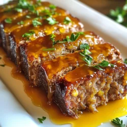 To make honey glazed meatloaf, gather these main ingredients: - 1 lb (450g) ground beef - 1/2 lb (225g) ground turkey - 1 cup breadcrumbs - 1 large egg - 1 small onion, finely chopped - 2 cloves garlic, minced - 1/4 cup milk - 1/4 cup ketchup - 1/4 cup honey - 2 tablespoons Dijon mustard - 1 teaspoon Worcestershire sauce - 1 teaspoon dried thyme - Salt and pepper to taste These ingredients work well together. The ground beef and turkey keep the meatloaf juicy. The breadcrumbs and egg help hold it all together. You will need a few tools for making this dish: - A large mixing bowl - A loaf pan - A mixing spoon - A knife for chopping - A measuring cup and spoons These tools make your prep easier and faster. A good loaf pan helps shape the meatloaf nicely. You can add some optional ingredients to boost flavor: - Chopped bell peppers - Shredded cheese - Fresh herbs like parsley or basil These extras can make your meatloaf unique. Try mixing in what you love! {{ingredient_image_1}} Start by gathering all your ingredients. You need ground beef, turkey, and a few other items. This recipe takes about 15 minutes to prep. Preheat your oven to 350°F (175°C). Grease your loaf pan lightly to prevent sticking. 1. In a big bowl, mix the ground beef and turkey. Add the breadcrumbs and the egg. 2. Next, chop the onion finely and mince the garlic. Add both to the meat mix. 3. Pour in the milk and season with thyme, salt, and pepper. Mix well with your hands. 4. In a smaller bowl, combine ketchup, honey, Dijon mustard, and Worcestershire sauce. This is your glaze. 5. Set aside half the glaze for later. 6. Shape the meat mixture into a loaf and place it in the greased pan. 7. Spread the remaining glaze on top of the meatloaf. 8. Bake for 60-70 minutes. Check that the inside reaches 160°F (70°C). 9. Once baked, let the meatloaf rest for 10 minutes before slicing. Use a meat thermometer to check the temperature. This ensures it cooks evenly and safely. Letting it rest helps keep it juicy. Always slice against the grain for the best texture. Enjoy your honey glazed meatloaf! When making honey glazed meatloaf, avoid overmixing the meat. This can make it tough. Do not skip the resting time after baking. This helps the juices stay inside. Also, watch the glaze. If it burns, it can ruin the taste. To get the best glaze, mix the honey, ketchup, Dijon mustard, and Worcestershire sauce well. Make sure to reserve half of the glaze to use later. Apply the glaze with a brush for an even coat. This makes the meatloaf shine and taste great. Bake the meatloaf at 350°F (175°C) for 60 to 70 minutes. Use a meat thermometer to check for doneness. The inside should reach 160°F (70°C). This ensures the meatloaf is safe to eat and juicy. Let it rest for 10 minutes before slicing to keep it moist. Pro Tips Resting is Key: Allow the meatloaf to rest for at least 10 minutes after baking. This helps to firm it up, making it easier to slice without falling apart. Customize Your Glaze: Feel free to add spices or herbs to your glaze for a unique flavor. A pinch of smoked paprika or some fresh herbs can elevate the taste. Mix It Up: Substitute half of the ground beef with ground pork or chicken for a different flavor profile. This can create a lighter meatloaf while still being delicious. Serve with Sides: Pair your meatloaf with classic sides like mashed potatoes and green beans for a comforting meal that everyone will love. {{image_2}} You can use different meats for your honey glazed meatloaf. Ground beef is great, but ground turkey adds a lighter taste. You can also try ground chicken or even a mix of meats. Each option gives a unique flavor. If you want a richer taste, use a mix with beef and pork. They create a juicy texture that pairs well with the glaze. The glaze is key to a tasty meatloaf. You can switch up the honey glaze for a new twist. Try using maple syrup instead of honey for a sweeter touch. Barbecue sauce makes a great glaze too, giving a smoky flavor. If you like heat, add some hot sauce to the glaze. It makes the dish exciting and flavorful. For a vegetarian option, use lentils or beans instead of meat. Mash them well and mix with breadcrumbs to hold it together. You can also try using tofu for a vegan choice. Press it to remove water, then crumble it into the mixture. Use a plant-based milk and egg substitute to keep it vegan. These options still taste great with the honey glaze. To keep your honey glazed meatloaf fresh, let it cool first. Wrap the meatloaf in plastic wrap or foil. You can also place it in an airtight container. This helps it stay moist and tasty. Store it in the fridge for up to three days. When ready to eat, simply reheat it! For longer storage, freeze leftover meatloaf. First, let it cool completely. Then, wrap it tightly in plastic wrap. Next, place it in a freezer-safe bag or container. This prevents freezer burn. You can freeze the meatloaf for up to three months. Label the bag with the date for easy tracking. To reheat meatloaf, preheat your oven to 350°F (175°C). Place the slices in a baking dish. Cover them with foil to keep moisture in. Heat for about 20 minutes. You can also use the microwave for quick reheating. Just place a slice on a plate and cover it with a damp paper towel. Heat for about 1-2 minutes. Make sure it’s hot all the way through before serving! You can serve honey glazed meatloaf with many sides. Some great choices include: - Mashed potatoes - Steamed green beans - Roasted carrots - A fresh garden salad These sides add color and flavor to your meal. They also balance the sweetness of the glaze. Yes, you can make this recipe ahead of time. Prepare the meatloaf and glaze. Then, cover it and store it in the fridge for up to 24 hours. When you are ready, just bake it. This saves time on busy nights. To know if the meatloaf is done, use a meat thermometer. Insert it into the center of the loaf. It should read 160°F (70°C). If you don't have a thermometer, look for clear juices when you slice it. The meat should not be pink inside. In this blog post, we explored the key ingredients and tools needed for honey-glazed meatloaf. We detailed each step of preparation and shared tips to help you avoid mistakes. You learned about variations, from meat options to glaze ideas, plus how to store leftovers. Remember, practice makes perfect. With these tips, you'll create a tasty meatloaf that your family will love. Enjoy experimenting with flavors and techniques. Happy cooking!