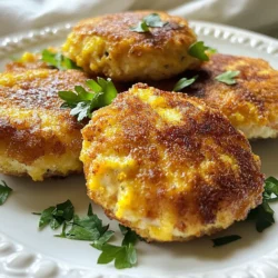 - 500g ground chicken - 1 small onion, finely chopped - 2 cloves garlic, minced - 1/2 cup breadcrumbs - 1/4 cup grated parmesan cheese - 1 tablespoon fresh parsley, chopped - 1 teaspoon dried oregano - 1 teaspoon paprika - 1/2 teaspoon salt - 1/4 teaspoon black pepper - 1 tablespoon Dijon mustard - 1 large egg, beaten - Olive oil, for frying The main ingredients are simple yet essential. Ground chicken forms the base of the rissoles. Fresh herbs like parsley add flavor and brightness. Onion and garlic add depth, giving the rissoles a savory kick. The breadcrumbs help bind the mixture while adding a nice texture. Parmesan cheese adds a rich taste. The spices, like oregano and paprika, bring warmth and complexity. Finally, mustard and egg help to hold everything together. - Optional flavor enhancers: chili flakes, lemon zest, or grated cheese - Suggested dips: yogurt sauce, garlic aioli, or ketchup You can enhance the flavor with optional ingredients. Chili flakes can add some heat. Lemon zest brightens the dish with a citrus note. If you love cheese, try adding more grated cheese for extra richness. For dips, yogurt sauce offers creaminess, while aioli gives a tasty garlic kick. Ketchup is a classic choice for dipping. - Calories per serving: About 250 calories - Key nutrients: Protein, calcium, iron, and vitamins A and C Each serving of chicken rissoles packs about 250 calories. They are rich in protein, keeping you full and satisfied. The parmesan cheese adds calcium, which is great for your bones. Iron from the chicken helps keep your blood healthy. Vitamins A and C from herbs and spices support your immune system and skin health. These rissoles are not just tasty; they also provide great nutrition! {{ingredient_image_1}} To start, gather your ingredients. You need ground chicken, onion, garlic, breadcrumbs, and more. Chop the onion and mince the garlic finely. This helps mix the flavors well. Next, measure each ingredient carefully. Use a kitchen scale for the chicken. For dry ingredients like breadcrumbs and cheese, use measuring cups. Accurate amounts make a big difference in taste. Now, it’s time to shape the rissoles. Wet your hands to prevent sticking. Take a handful of the mixture. Form it into an oval patty, about 2 inches long and 1 inch thick. Aim for 10-12 rissoles total. When frying, heat olive oil in a large skillet over medium heat. The oil should shimmer when hot. Carefully place the rissoles in the pan. Don’t crowd them; give them space. Fry for 4-5 minutes on each side. Look for a golden brown color. For serving, think about great sides and dips. Fresh salad or a tangy sauce works well. Try a yogurt dip or a spicy salsa. For a nice presentation, place the rissoles on a colorful plate. Add a sprig of parsley on top. This makes your dish look appealing and fun! When making chicken rissoles, be careful not to overmix. Overmixing can make the rissoles tough. You want a good mix, but don’t go crazy. Just mix until everything is combined. This will help keep them tender. Another mistake is not forming the rissoles properly. If they are too loose, they will fall apart while cooking. Use wet hands to shape them into oval patties. This will help them stick together. You can change the spices and herbs to suit your taste. If you like heat, add some red pepper flakes. Try different herbs like thyme or basil for a new flavor. Adjust the recipe for dietary needs too. Use gluten-free breadcrumbs for a gluten-free option. You can even swap chicken for turkey if you prefer. Frying gives a crispy outside and a juicy inside. But baking can be a healthier choice. Preheat your oven to 400°F and bake for 20 minutes for a lighter version. Using an air fryer is another great option. It cooks the rissoles quickly and uses less oil. Set the air fryer to 375°F and cook for about 10-12 minutes. Both methods work well, so choose what you like best! Pro Tips Use Fresh Herbs: Fresh parsley adds a vibrant flavor to the rissoles. Feel free to experiment with other herbs like basil or cilantro for a unique twist! Chill the Mixture: For firmer rissoles, refrigerate the mixture for about 30 minutes before shaping them. This helps them hold their shape while frying. Don’t Overcrowd the Pan: Fry the rissoles in batches to ensure they cook evenly and get a nice golden crust. Overcrowding can lead to steaming instead of frying. Experiment with Dipping Sauces: Pair your rissoles with different sauces like tzatziki, sriracha mayo, or a classic ketchup for a delightful flavor experience. {{image_2}} You can use turkey instead of chicken for rissoles. Turkey gives a leaner taste. Just substitute the ground chicken with ground turkey. The rest of the recipe stays the same. For a vegetarian or vegan option, use plant-based meat or beans. Mashed chickpeas work great. You can mash them and mix them with breadcrumbs and spices. This gives a tasty twist to the original recipe. To add heat, try spices like chili powder or cayenne pepper. Start with a small amount. You can adjust based on your taste. This adds a nice kick to the rissoles. You can also mix in different cheeses. Feta or cheddar can change the flavor. Just add about 1/4 cup of your favorite cheese to the mix. It melts beautifully while cooking. Using fresh vegetables can brighten up your rissoles. Try adding grated zucchini or carrots for extra flavor and nutrition. Chop them finely so they blend well. For a fruity twist, consider adding finely chopped apples or pears. They add sweetness and moisture. This can make your rissoles unique and delicious! To keep your cooked rissoles fresh, refrigerate them right away. Place them in an airtight container. They will stay good for about three days. If you want to keep them longer, freezing is best. Wrap each rissole in plastic wrap and then in foil. Store them in a freezer-safe bag. This way, they can last for up to three months. When it's time to eat, reheating is key. Use the oven or a skillet for best results. For the oven, preheat to 350°F (175°C). Place rissoles on a baking sheet and cover with foil. Heat for about 15 minutes. If you use a skillet, cook on low heat. Add a little oil to keep them moist. Avoid high heat; this can dry them out quickly. Chicken rissoles are great for meal prep. You can make a batch on the weekend. Freeze some for busy days. Pair them with rice or salad for quick meals. Serve with dips like yogurt or salsa. This makes a fun lunch or dinner. You can mix and match them with sides to keep things interesting. You can use several options for breadcrumbs. If you need gluten-free choices, try crushed rice cakes or gluten-free oats. Both work well and hold the mixture together. You can also use ground nuts like almonds or walnuts. They add a nice flavor and crunch. If you have no breadcrumbs, try using cornmeal or even mashed potatoes. They help bind the rissoles while adding a unique taste. To check if your rissoles are done, use a meat thermometer. The inside should reach 165°F (75°C). This ensures they are safe to eat. Look for a golden brown color on the outside. The rissoles should feel firm when you press them. If they are still soft, they need more cooking time. Yes, you can prepare chicken rissoles in advance. If you want to store them, place them in an airtight container. They last in the fridge for up to three days. For longer storage, freeze them. Make sure they are in a freezer-safe bag or container. When you want to eat them, thaw in the fridge overnight. Then reheat in a skillet or the oven until hot. This keeps them tasty and moist. Chicken rissoles are a tasty and versatile dish. You learned about the main ingredients and optional enhancers. We covered preparation, shaping, and cooking techniques for the perfect rissoles. I shared tips to avoid common mistakes and ideas for customization. You can even explore variations using different meats and seasonal ingredients. Remember to store and reheat properly for the best results. With these insights, you are ready to create delicious chicken rissoles at home. Enjoy your cooking!