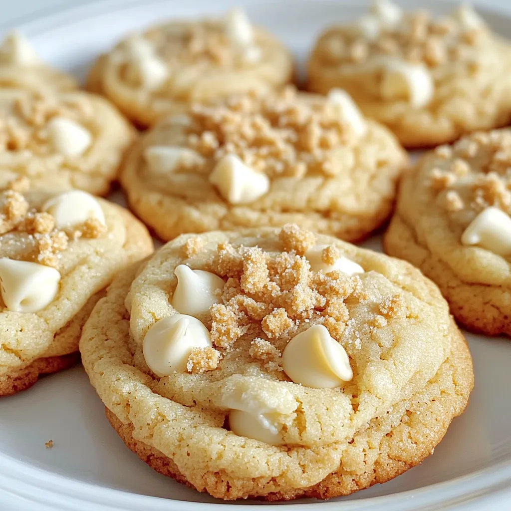 - 8 oz cream cheese - 1/2 cup unsalted butter - 1 cup granulated sugar - 1 teaspoon vanilla extract - 1 large egg - 2 cups all-purpose flour - 1/2 teaspoon baking powder - 1/4 teaspoon salt - 1 cup white chocolate chips - 1/2 cup crushed graham crackers Cheesecake cookies need creamy and rich ingredients. Cream cheese gives them that classic cheesecake taste. I use unsalted butter for a smooth texture. Granulated sugar adds sweetness, while vanilla extract brings warmth to the flavor. You will also need an egg to help bind the dough. The flour gives structure, and baking powder helps them rise. A touch of salt balances the sweetness. White chocolate chips add a fun twist, and crushed graham crackers give the cookies a lovely crunch. - Nuts or fruit swirls - Other types of chocolate chips - Flavor extracts for variation Feel free to customize your cheesecake cookies! Nuts add a hearty crunch, while fruit swirls can bring freshness. You can swap in dark or milk chocolate chips for a different taste. Adding flavor extracts, like almond or lemon, can really change things up. - Cream cheese alternatives - Sugar substitutes - Gluten-free flour options If you can't find cream cheese, use mascarpone or a vegan cream cheese. For sugar, try coconut sugar or a sugar substitute like stevia. If you need gluten-free options, almond flour or a gluten-free blend works well. These substitutions can still yield tasty results! First, preheat your oven to 350°F (175°C). Line a baking sheet with parchment paper. This makes for easy cleanup and helps the cookies bake evenly. In a large mixing bowl, beat 8 oz of softened cream cheese and 1/2 cup of unsalted butter together. Use an electric mixer. Mix until the mixture is smooth and creamy. This step is key for a rich flavor. Next, gradually add in 1 cup of granulated sugar and 1 teaspoon of vanilla extract. Mix until well combined. This will sweeten the dough and add a nice vanilla touch. Now, add 1 large egg. Mix again until fully incorporated. This will help bind the dough together. In a separate bowl, whisk together 2 cups of all-purpose flour, 1/2 teaspoon of baking powder, and 1/4 teaspoon of salt. Combining these dry ingredients prevents clumps and ensures even distribution in the dough. Gradually add the dry ingredients to the cream cheese mixture. Mix until combined but be careful not to overmix. Overmixing can lead to tough cookies. Finally, fold in 1 cup of white chocolate chips gently into the dough. This adds a sweet surprise in every bite. Using a cookie scoop or a spoon, drop rounded tablespoons of dough onto the prepared baking sheet. Leave some space between each cookie to allow for spreading. Now, sprinkle 1/2 cup of crushed graham crackers over the top of each cookie dough mound. This gives your cookies that classic cheesecake crust vibe. Bake for 12-15 minutes or until the edges are lightly golden. The centers will seem soft but will firm up as they cool. Keep an eye on them to avoid overbaking, which can make them dry. After baking, remove the cookies from the oven. Allow them to cool on the baking sheet for about 5 minutes. Then, transfer them to a wire rack to cool completely. This helps maintain their soft texture. For a lovely presentation, serve the cheesecake cookies on a decorative plate. You can garnish with more crushed graham crackers or a drizzle of white chocolate. This adds visual appeal and extra flavor! To get the best texture in your cheesecake cookies, mix carefully. Overmixing can make them tough. Beat the cream cheese and butter until smooth, then add sugar and vanilla. Mix just until combined with the egg. Always let your ingredients reach room temperature. This helps them blend well. Cold cream cheese or butter can lead to lumps. Checking for doneness is key. Look for lightly golden edges. The centers should be soft but not wet. They will firm up as they cool. Using parchment paper makes baking easier. It prevents cookies from sticking. It also helps with even baking. You can play with flavors in your cheesecake cookies. Try adding lemon zest for a fresh twist. Or use almond extract for a nutty taste. Pair these cookies with fresh fruit or a scoop of ice cream. They also go well with coffee or tea. This adds a nice touch to your dessert. {{image_2}} You can change the taste of your cheesecake cookies easily. Here are two fun options: - Lemon cheesecake cookies: Add lemon zest and juice to the dough. This gives a fresh, zesty flavor. The bright taste makes these cookies perfect for spring or summer. - Chocolate cheesecake cookies: Mix cocoa powder into the dough, and use chocolate chips. These cookies offer a rich, creamy flavor. They are great for chocolate lovers. Seasonal ingredients can make your cookies even more special. Try these ideas: - Pumpkin cheesecake cookies for fall: Add pumpkin puree and pumpkin spice. These cookies are soft and warm. They capture the essence of autumn. - Strawberry cheesecake cookies for summer: Fold in fresh strawberries or strawberry puree. These cookies are light and fruity. They are perfect for summer picnics or gatherings. You can make cheesecake cookies healthier too. Here are some ideas: - Reduced-fat versions: Use low-fat cream cheese and butter. This cuts down on fat but keeps the creamy taste. You won’t miss the extra fat in these cookies. - Vegan or dairy-free adaptations: Replace cream cheese with a vegan alternative. Use coconut oil instead of butter. This way, everyone can enjoy these treats. To keep your cheesecake cookies fresh, store them in an airtight container. This helps prevent moisture loss and keeps them soft. You can line the container with paper towels. This will absorb any extra moisture. Avoid stacking the cookies directly on top of each other. Instead, place parchment paper between layers. This will keep them from sticking together. Use plastic or glass containers for storage. These materials seal well and protect your cookies. If you have a cookie jar, that works too! Just ensure it has a tight lid. This keeps air out and preserves freshness. You can freeze these cookies for later enjoyment. First, let them cool completely after baking. Then, place them in a single layer on a baking sheet. Freeze for about an hour. Once frozen, transfer them to a freezer bag. This prevents them from sticking together. When you’re ready to eat your frozen cookies, take them out of the bag. Place them on a plate or a baking sheet. Allow them to thaw at room temperature for about 30 minutes. You can also warm them in the oven at 350°F for a few minutes. This brings back their fresh-baked taste. These cookies last about a week at room temperature. Keep them in a cool, dry place. If you store them well, they can last even longer if you freeze them. Check for any changes in smell or texture. If they feel hard or dry, they might not taste great. Look for any signs of mold or odd smells. If you see or smell anything strange, it’s best to toss them out. You can use mascarpone or ricotta cheese. These give a rich taste. Greek yogurt works too but will make cookies less creamy. Silken tofu is a great vegan option. It can mimic the texture of cream cheese well. Each alternative changes the flavor and texture a bit. You may need to adjust sugar since some are sweeter. Yes, you can prepare the dough in advance. After mixing, chill the dough for one hour. This helps the flavors meld and makes it easier to scoop. You can also freeze the dough. Just scoop the balls onto a tray, freeze, then store in a bag. Bake straight from frozen, adding a few extra minutes. Chill the dough before baking. This firms up the fat and slows spreading. Use a cookie scoop to create uniform balls. If you notice spread, try adding a bit more flour. Make sure your baking sheet is not too warm. Parchment paper can help with maintaining shape too. Serve them on a colorful plate for a fun display. Drizzle melted white chocolate over the top for flair. You can also add more crushed graham crackers for texture. Pair with a glass of milk or coffee for a tasty treat. These cookies are great for parties or as a snack. In this blog post, we explored the key ingredients and steps to make cheesecake cookies. You learned about essential ingredients like cream cheese, butter, and white chocolate chips. We shared tips for perfecting texture and offered variations for flavor. Remember, you can customize your cookies with different add-ins and storage methods. Enjoy the joy of baking these delicious treats for any occasion. With the right approach, you’ll impress everyone with your cheesecake cookies.