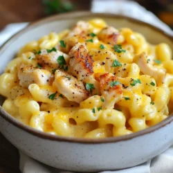 - 2 cups elbow macaroni - 1 pound boneless, skinless chicken breasts, diced - 1 cup shredded sharp cheddar cheese - 1 cup shredded mozzarella cheese - 1/2 cup cream cheese, softened - 1/2 cup milk The main ingredients create a rich, creamy dish. Elbow macaroni gives a fun shape. Chicken breasts add protein and flavor. Cheddar and mozzarella mix well for a cheesy base. Cream cheese and milk help make the sauce creamy. - 3 tablespoons honey for sweetness - 1 tablespoon black pepper for seasoning - 1 tablespoon garlic powder for flavor - Fresh parsley, chopped (for garnish) The seasonings elevate the dish. Honey adds a sweet touch that balances the spice. Black pepper gives it a nice kick. Garlic powder adds depth and warmth. Finally, fresh parsley brightens the dish and looks great. This mix makes each bite a flavor explosion! {{ingredient_image_1}} Start by boiling a large pot of salted water. The salt will help flavor the macaroni. Cook the elbow macaroni according to the package instructions. Usually, this takes about 8-10 minutes. You want the pasta to be al dente. Once cooked, drain the macaroni and set it aside to cool. For the chicken, heat olive oil in a large skillet over medium heat. Add the diced chicken and sprinkle it with salt, black pepper, garlic powder, and onion powder. Cook the chicken for about 7-10 minutes. It should turn golden brown and be cooked all the way through. Drizzle the honey over the chicken and stir. Cook for 2 more minutes to let the honey coat the chicken. Remove the skillet from heat and set the chicken aside. In the same pot you used for the pasta, combine softened cream cheese and milk. Add both shredded cheddar and mozzarella cheese. Turn the heat to low, and stir the mixture continuously. Keep stirring until all the cheese melts and the sauce is smooth and creamy. This step is crucial for a rich flavor. Now, add the cooked macaroni and honey pepper chicken into the cheese sauce. Stir gently to ensure everything is well-coated. Make sure the macaroni is heated through and every bite has that delicious cheese sauce. Before serving, taste the dish. Adjust the salt and pepper based on your preference. For a nice touch, garnish with fresh chopped parsley. It adds a pop of color and a fresh flavor to the dish. Serve hot and enjoy this flavor explosion! To get the creamiest texture, use a mix of cheeses. I recommend sharp cheddar and mozzarella. The cream cheese adds extra creaminess. Stir the cheese sauce on low heat until smooth. This helps prevent clumps. To avoid overcooked pasta, cook elbow macaroni just until al dente. Follow the package instructions. Drain and set it aside right away. This stops the cooking process and keeps the pasta firm. Ensure your chicken is cooked through but not dry. Dice the chicken into small pieces for even cooking. Cook it over medium heat for about 7-10 minutes. Use a meat thermometer; it should read 165°F. For extra flavor, try adding spices like smoked paprika or cayenne. You can also experiment with herbs like thyme or oregano. This will add depth to your dish. Serve the Honey Pepper Chicken Mac and Cheese with a fresh salad. A light vinaigrette will balance the rich flavors. You can also pair it with garlic bread for extra comfort. Store leftovers in an airtight container in the fridge. This dish will last for about 3-4 days. When reheating, add a splash of milk to keep it creamy. Pro Tips Perfect Pasta: Make sure to cook the macaroni until al dente to avoid mushy pasta in your mac and cheese. Honey Timing: Drizzle the honey over the chicken at the end of cooking to maintain its flavor and prevent burning. Cheese Melting: Keep the heat low when melting the cheese to ensure a smooth and creamy sauce without scalding. Fresh Garnish: Always use freshly chopped parsley for garnish to add a pop of color and freshness to the dish. {{image_2}} You can easily spice things up! Adding extra spices or a dash of hot sauce can give your dish a nice kick. Try red pepper flakes or cayenne for heat. You can also mix in some smoked paprika for depth. For cheese, think beyond cheddar and mozzarella. Pepper jack adds a spicy twist, while gouda gives a rich, smoky flavor. Mixing different cheeses creates a unique taste. You can make this dish without chicken. Use chickpeas or tofu as protein substitutes. Both options soak up flavors well. You can even use lentils for a hearty touch. Adding vegetables boosts flavor and nutrition. Spinach, bell peppers, or broccoli are great choices. Sauté them with garlic for extra taste. Elbow macaroni is classic, but you can explore other shapes. Shells, rotini, or penne work well too. Each shape holds sauce differently, adding fun to your meal. Cooking times may vary with different pasta. For example, shells usually need an extra minute. Always check the package for specific times to avoid overcooking. Store your Honey Pepper Chicken Mac and Cheese in the fridge. Use an airtight container for best results. Make sure it cools down before sealing. This dish can stay fresh for about 3 to 4 days. You can reheat leftovers in two ways: the microwave or stovetop. For the microwave, place the mac and cheese in a bowl and cover it with a damp paper towel. Heat in 30-second intervals, stirring in between. If you use the stovetop, warm it over low heat in a pan. Add a splash of milk to keep it creamy. Stir often to avoid sticking. If you want to freeze your Honey Pepper Chicken Mac and Cheese, follow these steps. First, let it cool completely. Then, transfer it to a freezer-safe container. Use a layer of plastic wrap before sealing the lid to prevent freezer burn. It can stay frozen for up to 3 months. To thaw, place it in the fridge overnight. Reheat it as mentioned before for the best texture. Yes, you can swap cheeses! If you want sharpness, try gouda. For creaminess, use fontina. You can also blend different cheeses. Just keep the same amounts for best results. Each cheese adds its own taste and texture. To prep ahead, cook the macaroni and chicken first. Store them in separate containers. You can make the cheese sauce too. Just mix everything when you’re ready to bake. This way, you save time on busy days. This dish pairs well with simple sides. A fresh salad adds crunch and balance. Steamed broccoli or green beans work great too. You can also serve garlic bread for a tasty combo. Yes, kids love this dish! If they don't like spice, use less pepper. You can add more cheese for a creamier taste. Also, let them help with mixing. This makes it fun and engaging for them. The spice level is mild to medium. The black pepper adds warmth, but it’s not too hot. If you want more heat, add red pepper flakes. You can also reduce the pepper if you prefer less spice. This blog post covered all you need to know about cooking Honey Pepper Chicken Mac and Cheese. We looked at ingredients, step-by-step cooking tips, and tasty variations. You learned how to achieve a creamy texture and to avoid dry chicken. Remember, feel free to adjust spices and experiment with cheese types. Whether you cook it for dinner or save leftovers, this dish is sure to please. Enjoy making this tasty meal with loved ones!