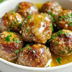 - 1 lb ground beef (80% lean) - 1/4 cup almond flour - 1 large egg - 2 cloves garlic, minced For these meatballs, ground beef is key. I recommend using 80% lean beef for a juicy bite. Almond flour acts as a low-carb binder, replacing bread crumbs. The egg helps hold it all together. Fresh garlic adds a nice punch that makes the meatballs pop. - 1/4 cup grated Parmesan cheese - 1 teaspoon garlic powder - 1 teaspoon onion powder - 1 teaspoon Italian seasoning - Salt and pepper to taste Parmesan cheese adds a savory, nutty flavor. Garlic powder and onion powder boost the taste without extra prep. Italian seasoning rounds out the flavor profile. A little salt and pepper brings all these elements together perfectly. - 4 tablespoons unsalted butter - Fresh parsley, chopped (for garnish) Unsalted butter creates a rich garlic sauce that coats the meatballs. Fresh parsley not only adds color but also a fresh taste. It makes your dish look and feel more gourmet, even if you’re just cooking at home. {{ingredient_image_1}} 1. Mixing the ingredients: Start by taking a large mixing bowl. Add 1 pound of ground beef, 1/4 cup of almond flour, and 1 large egg. Toss in 2 cloves of minced garlic, 1/4 cup of grated Parmesan cheese, 1 teaspoon each of garlic powder, onion powder, and Italian seasoning. Finally, add salt and pepper to taste. Mix everything well until combined. This ensures every meatball is packed with flavor. 2. Shaping the meatballs: Once the mixture is ready, wet your hands slightly. This helps to prevent sticking. Grab a handful of the mixture and shape it into a ball, about 1 to 1.5 inches in size. Place the meatballs on a lined baking sheet, leaving space between each one. You want them to bake evenly. 1. Preheating the oven: Set your oven to 400°F (200°C). Preheating is key for proper cooking. Meanwhile, line a baking sheet with parchment paper. This helps with easy cleanup and prevents sticking. 2. Baking time and tips: Bake the meatballs for 20-25 minutes. They should be browned and fully cooked. To check doneness, you can use a meat thermometer. The center should reach 160°F (70°C). 1. Melting the butter: While the meatballs bake, take a large skillet and place it over medium heat. Add 4 tablespoons of unsalted butter to the skillet. Let it melt slowly, which brings out its rich flavor. 2. Sautéing the garlic: Once the butter is melted, add the minced garlic. Sauté it for about 1-2 minutes until it smells amazing. This step adds depth to your sauce. Be careful not to burn the garlic; it can turn bitter. Now your meatballs are ready to be tossed in the garlic butter sauce. Enjoy the blend of flavors as you serve this delicious dish! Mixing the meatball ingredients is key. You want the ground beef and almond flour to blend well. Use your hands to mix. This helps the meatballs hold together. If you under-mix, they may fall apart while baking. For size, aim for 1 to 1.5 inches in diameter. This size cooks evenly. Smaller meatballs may dry out, while larger ones may not cook through. Spices can take your meatballs up a notch. Try adding crushed red pepper for heat. A pinch of smoked paprika adds depth. Cheese is another great way to boost flavor. You can swap Parmesan with Pecorino Romano. It has a sharper taste that some people love. Experiment with different cheeses to find your favorite. Presentation matters! Serve the meatballs on a wooden board or a rustic plate. Drizzle extra garlic butter on top for a rich look. Sprinkle fresh parsley for color and freshness. As for sides, consider zucchini noodles or a fresh salad. Both pair well with meatballs and keep your meal low-carb. You could also serve with cauliflower rice for added texture. Pro Tips Use Cold Ingredients: Ensure your ground beef and other ingredients are cold before mixing to help maintain the texture of the meatballs. Don’t Overmix: When combining the ingredients, mix just until incorporated to keep the meatballs tender. Add Extra Flavor: Consider adding a splash of Worcestershire sauce or a pinch of crushed red pepper flakes for an extra kick. Rest Before Serving: Let the meatballs sit for a few minutes after cooking to allow the juices to redistribute, enhancing flavor and texture. {{image_2}} You can switch the ground beef for ground turkey. Turkey is leaner, making it a great option. It still holds flavor well with garlic and butter. Just remember, turkey can be drier, so don't skip the butter! For a vegetarian option, use plant-based meat alternatives. Many brands offer tasty options that mimic ground meat. Mix in the same spices and cook as you would with beef. It’s a fun way to enjoy the same flavors. Want to spice things up? Add red pepper flakes for spicy meatballs. This kick will warm you up! You can also mix in some jalapeños for an extra kick. For a fresh twist, try herb-infused variations. Add chopped basil or cilantro for a unique taste. You can even switch the Italian seasoning for herbes de Provence for a different vibe. Pair your meatballs with a creamy garlic sauce. Just melt more butter, add heavy cream, and garlic. This sauce is rich and smooth, perfect for drenching those meatballs! Alternatively, try a tomato-based keto sauce. Use crushed tomatoes and add garlic and spices. Simmer until thick, then coat your meatballs. This gives you a classic Italian flavor without the carbs. Keto garlic butter meatballs last for about 3 to 4 days in the fridge. Store them in an airtight container to keep them fresh. Make sure they cool down before sealing. This helps prevent moisture buildup. If you want to keep them longer, consider freezing. To freeze the meatballs, let them cool completely first. Place them in a single layer on a baking sheet. Freeze for about an hour. Once frozen, transfer them to a freezer bag. Try to remove as much air as possible. This method keeps them from sticking together. You can thaw them in the fridge overnight before reheating. For reheating, place the meatballs in a skillet over medium heat. Add a splash of water or broth to keep them moist. Heat until they are warmed through. You can also microwave them for quick reheating, but they may lose some moisture. There are many fun ways to use leftover meatballs. You can add them to a salad for a protein boost. They also work great in a low-carb wrap or lettuce wrap. Another idea is to make a meatball sub with keto bread. If you meal prep, these meatballs are perfect for that. You can batch cook a large quantity and divide them into portions. Pair them with zucchini noodles or cauliflower rice for a complete meal. To check if the meatballs are done, use a meat thermometer. The internal temperature should reach 160°F (71°C). This ensures they are safely cooked. If you don't have a thermometer, cut one open. It should be no longer pink inside. Yes, you can make these meatballs ahead of time. Prepare the mixture and shape the meatballs. Then, cover them and place them in the fridge for up to 24 hours. You can also freeze them. Just place the raw meatballs on a baking sheet. Freeze them for a few hours, then store them in a freezer bag. When ready, bake them straight from the freezer. These meatballs pair well with many sides. Here are some great options: - Zucchini noodles - Cauliflower rice - A fresh green salad - Sautéed spinach - Steamed broccoli You can also serve them with extra garlic butter for added flavor. In this article, we explored how to make delicious Keto Garlic Butter Meatballs. We discussed the key ingredients, like ground beef, almond flour, and seasonings that boost flavor. I shared a simple method for mixing and baking your meatballs, along with tips to achieve the perfect texture. You can even customize these meatballs with different proteins and sauces. Remember, proper storage keeps leftovers fresh and tasty. Try these recipes to enjoy a delightful meal that fits your diet!