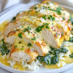 - 2 boneless, skinless chicken breasts - 1 cup jasmine rice - 2 cups chicken broth (or vegetable broth) - 4 cloves garlic, minced - 1 cup heavy cream - 1 cup spinach leaves - 1/2 cup grated Parmesan cheese - 1 tablespoon olive oil - 1 teaspoon dried Italian herbs (oregano, basil, thyme) - Salt and pepper to taste - Fresh parsley, chopped for garnish Gathering the right ingredients is key for this creamy garlic chicken rice bowl. You start with chicken breasts for protein and jasmine rice for a fluffy base. The chicken broth adds rich flavor. Garlic gives a strong, savory taste. Next, the heavy cream makes the dish creamy and smooth. Spinach adds a fresh green touch, while Parmesan cheese brings a salty finish. You'll also need olive oil for cooking and Italian herbs for seasoning. Finally, salt and pepper enhance the dish, and parsley adds a pop of color when you serve it. With these ingredients, you can create a delicious and colorful meal that pleases everyone. {{ingredient_image_1}} - Combine 1 cup of jasmine rice and 2 cups of chicken broth in a medium pot. - Bring this mixture to a boil over high heat. - Once boiling, reduce the heat to low. Cover the pot and let it simmer. - Cook for about 15 minutes, or until the rice is tender and the liquid is absorbed. - Fluff the rice with a fork and set aside. - While the rice cooks, season 2 boneless, skinless chicken breasts with salt, pepper, and Italian herbs. - Heat 1 tablespoon of olive oil in a large skillet over medium heat. - Add the seasoned chicken breasts to the skillet. Cook for 5-7 minutes on each side. - The chicken should be golden brown and fully cooked. Remove from the skillet. - Let the chicken rest for a few minutes, then slice it into strips. - In the same skillet, add 4 minced garlic cloves and sauté for about 1 minute. - Next, pour in 1 cup of heavy cream and stir well. - Let this mixture simmer for 2-3 minutes, allowing it to thicken slightly. - Add 1 cup of spinach leaves and stir until they wilt. - Finally, mix in 1/2 cup of grated Parmesan cheese, adjusting salt and pepper to taste. To serve, place a portion of rice in a bowl. Top it with sliced chicken and drizzle the creamy garlic sauce generously over it. Finish with freshly chopped parsley for a vibrant touch. Enjoy this easy and tasty meal! To make the best rice, choose jasmine rice. It cooks fluffy and adds a nice aroma. The broth you use is just as important. Chicken broth makes the rice full of flavor. If you want a lighter taste, vegetable broth works too. Always rinse your rice before cooking. This removes extra starch and prevents it from getting sticky. Cook your chicken until it is fully done. I recommend using a meat thermometer. The chicken should reach 165°F (75°C) for safety. This way, you avoid undercooked meat. Cook it until it’s golden brown on both sides. Letting it rest for a few minutes helps keep it juicy. Then, slice it into strips for easy serving. You can adjust how creamy your sauce is. If you want it richer, add more heavy cream. For a lighter option, use half-and-half instead. Don’t hesitate to mix in different flavors. Fresh herbs like basil or thyme add freshness. For a kick, sprinkle in some red pepper flakes. Experiment with spices to find your favorite blend! Pro Tips Use Fresh Garlic: Fresh garlic provides a stronger and more vibrant flavor than pre-minced garlic. Make sure to use fresh cloves for the best taste. Let Chicken Rest: After cooking, let the chicken rest for a few minutes before slicing. This helps retain the juices, making the chicken more tender and flavorful. Thicken the Sauce: If you prefer a thicker sauce, allow it to simmer a bit longer after adding the cream and cheese. This will enhance the creaminess of your dish. Variations with Greens: Feel free to add other greens like kale or arugula for a different flavor and texture. These can be sautéed along with the garlic. {{image_2}} You can easily switch up the protein in this dish. If you're going vegetarian, try using plant-based proteins like tofu or tempeh. These options absorb flavors well and add a nice texture. If you prefer seafood, shrimp works great too. Just sauté it in the skillet until pink and cooked through. You can also use pork or beef for a heartier option. If you need gluten-free options, choose gluten-free sauces and rice. You can use rice noodles instead of jasmine rice for a fun twist. For those who are dairy-free, swap heavy cream with coconut milk or almond milk. Nutritional yeast can replace Parmesan cheese for a cheesy flavor without dairy. Want to mix things up? Add sun-dried tomatoes or mushrooms for a burst of flavor. These ingredients work well with the creamy garlic sauce. For those who enjoy spice, consider cajun seasoning or curry powder. These spices can transform the dish into something exciting and new. Don’t be afraid to experiment and find your favorite flavor combination! To keep your creamy garlic chicken rice bowls fresh, use airtight containers. Glass containers work best, but plastic ones are fine too. Store leftovers in the fridge for up to three days. Always let food cool down before sealing it. This prevents moisture buildup. When you're ready to enjoy leftovers, use the microwave or stovetop. If using the microwave, cover the bowl with a damp paper towel. This keeps the chicken and rice moist. On the stovetop, add a splash of broth to the pan. Heat on low to avoid drying out the creamy sauce. Stir gently until warm. Yes, you can freeze creamy garlic chicken rice bowls! Make sure to store them in freezer-safe containers. They can last up to three months in the freezer. To thaw, leave them in the fridge overnight. Reheat as mentioned earlier, adding broth if needed. This keeps the dish creamy and delicious. You will need 10 minutes to prep. Cooking takes about 20 minutes. In total, this meal takes around 30 minutes. It’s quick and great for busy days. Yes, you can use other rice types. Long-grain or basmati rice works well too. Brown rice is a healthy option, but it takes longer to cook. Quinoa is another good choice for a twist. You can add fresh herbs like basil or cilantro. A pinch of red pepper flakes adds heat. Try lemon zest for a bright taste. Nuts or seeds can add a nice crunch. This blog post covered how to make creamy garlic chicken rice bowls. We discussed the main ingredients, like chicken, rice, and spinach, and detailed each step for cooking. I shared tips for perfecting the dish, plus variations for proteins and diets. Remember, you can always store leftovers safely and reheat them without losing flavor. Now it’s your turn to try this recipe, adjust it, and make it your own! Enjoy cooking!
