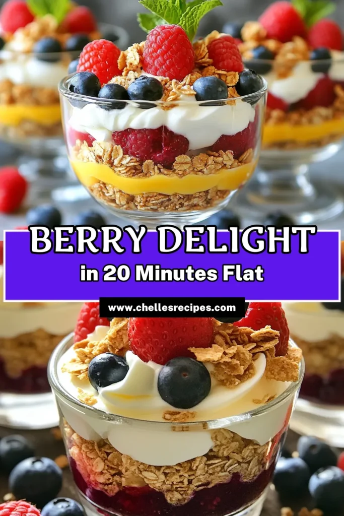 Looking for an easy summer recipe? Try this no-bake berry dessert that transforms fresh berries into a delicious summer berry parfait. Featuring creamy Greek yogurt, fluffy whipped cream berry layers, and a crunchy granola base, this no-bake summer berry dessert is perfect for warm days. Refresh your dessert menu with this delightful treat! Click to save for your next gathering! #NoBakeDessert #SummerBerryParfait #GreekYogurtDessert #EasySummerRecipes