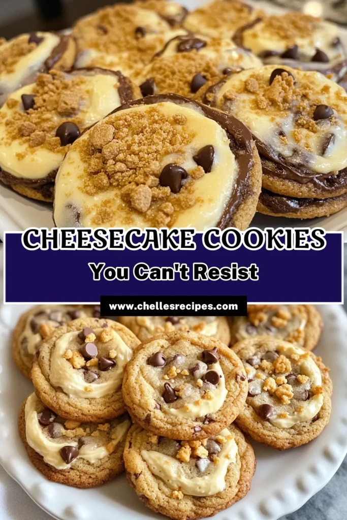 Indulge in these delicious Chocolate Chip Cheesecake Cookies, where soft cheesecake cookies meet chocolate chip cookie perfection! This easy cream cheese cookie recipe combines rich cream cheese with chocolate chips and a delightful crunch from graham crackers. Perfect for any occasion, these treats are a must-try. Bake a batch and enjoy every bite! Save this recipe for later! #ChocolateChipCookies #CheesecakeCookies #BakingInspo #DessertLovers