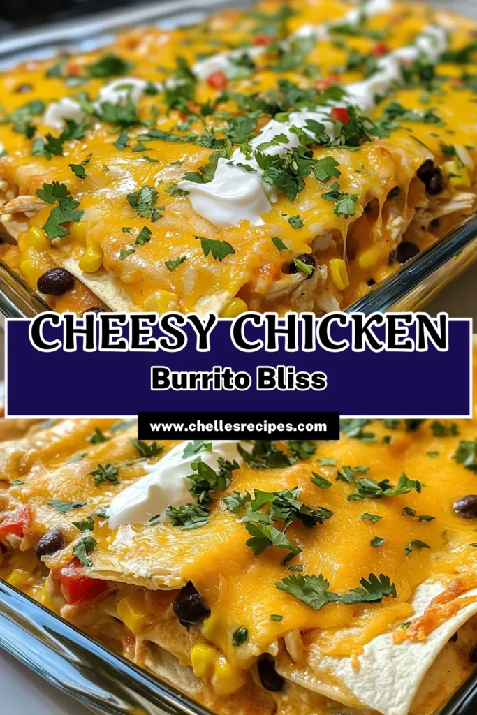 Indulge in this Cheesy Chicken Burrito Casserole, a perfect blend of flavors for your comfort food cravings! This Chicken Burrito Casserole recipe is not just delicious but also an easy casserole recipe ideal for quick dinner ideas. With layers of shredded chicken, black beans, and gooey cheese, it's sure to please everyone at the table. Try it tonight and make mealtime memorable! Save this recipe for later! #CheesyChickenBurritoCasserole #ComfortFood #CasseroleRecipes #QuickDinnerIdeas