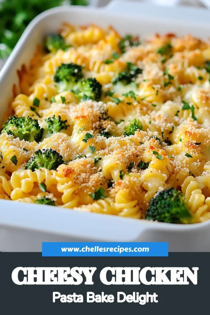Looking for a comforting meal? Try this Cheesy Chicken Broccoli Pasta Bake! This Chicken Pasta Bake Recipe combines tender chicken, fresh broccoli, and gooey cheese in a creamy sauce that's sure to please everyone. Perfect for busy nights, this Easy Pasta Bake with Chicken is a hit at the dinner table! Don't miss out on this Broccoli Cheese Pasta Casserole thatβs quick to whip up. Save this recipe now! #PastaBake #ChickenAndBroccoli #ComfortFood #EasyRecipes