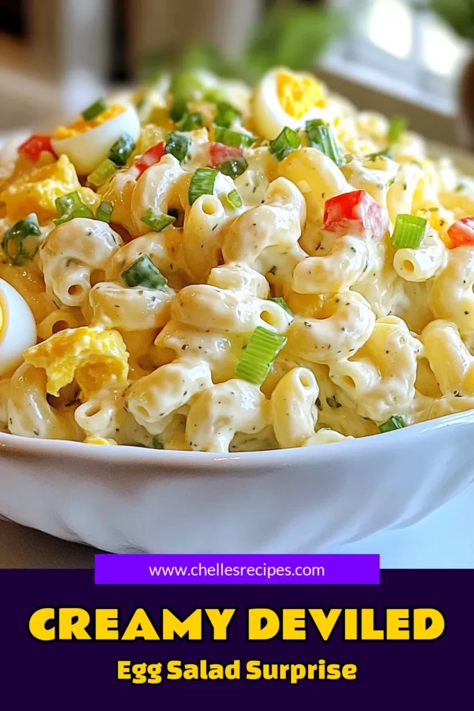 Discover the ultimate deviled egg macaroni salad recipe that will elevate your picnic spread! This creamy macaroni salad combines hard-boiled eggs, zesty dressing, and fresh veggies for a delightful twist on classic egg salad. Perfect for summer gatherings, this easy macaroni salad is a hit with family and friends. Try it today—your taste buds will thank you! Save this delicious recipe for your next picnic! #DeviledEggMacaroniSalad #CreamyMacaroniSalad #EasyMacaroniSalad #PicnicRecipes