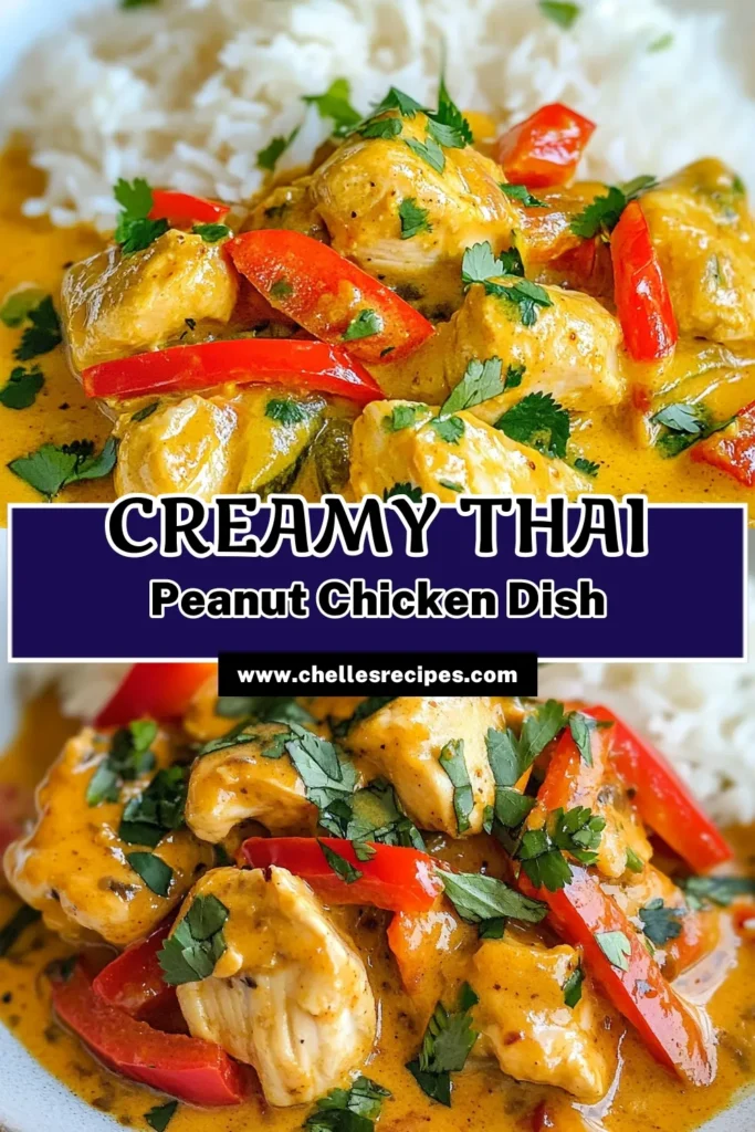 Discover the ultimate Thai peanut curry chicken recipe that perfectly combines rich flavors and easy preparation. With tender coconut milk chicken simmered in a creamy peanut sauce, this dish is a delightful weeknight dinner served over jasmine rice. Quick and satisfying, it's an essential easy Thai recipe for busy evenings. Save this recipe for a comforting meal the whole family will love! #ThaiPeanutCurry #CurryChickenRecipe #EasyThaiRecipe #JasmineRiceDinner