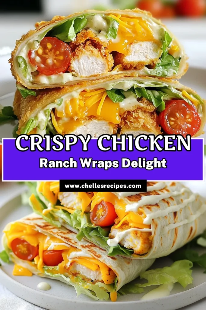 Satisfy your snack cravings with these crispy chicken wraps! These easy chicken tortilla wraps are loaded with juicy chicken tenders, fresh veggies, and creamy ranch dressing, making them perfect for a healthy snack wraps option. Enjoy homemade ranch wraps in just 20 minutes! Perfect for lunch or a quick bite. Save this recipe for a tasty treat today! #CrispyChickenWraps #RanchDressingSnacks #HealthySnackWraps #EasyChickenTortillaWrap