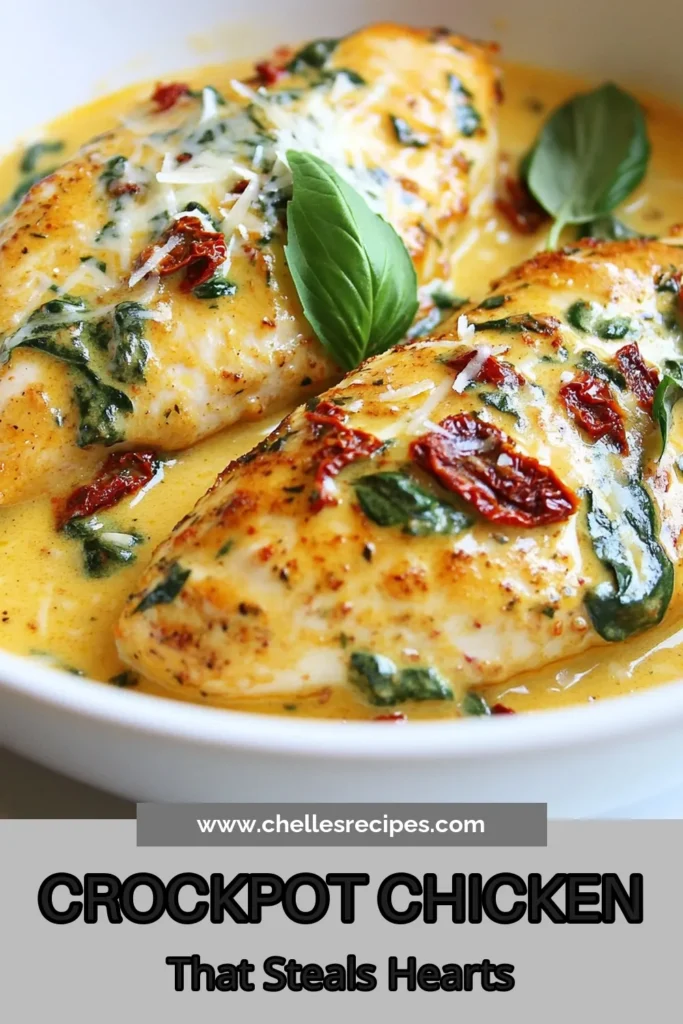 Discover the magic of this Crockpot Marry Me Chicken recipe! This creamy chicken crockpot dinner features sun-dried tomatoes, fresh spinach, and Parmesan for a romantic chicken dish that's sure to impress. With easy slow cooker chicken steps, dinner has never been simpler. Perfect for date nights or special occasions, this dish will have your loved one asking to marry you! Save this delightful recipe today! #CrockpotRecipes #EasyDinner #ChickenRecipes #SlowCooker
